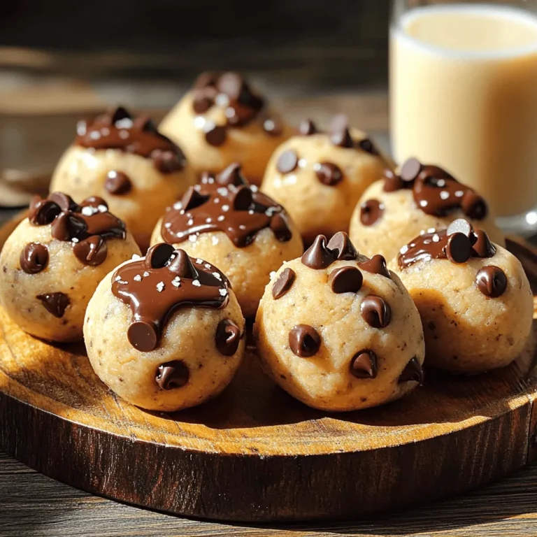 To make vegan chocolate chip cookie dough, you need some key ingredients. Here’s what you’ll use: - 1 cup almond flour - 1/2 cup rolled oats - 1/4 cup coconut sugar - 1/4 cup almond butter (or any nut butter of choice) - 1/4 cup unsweetened applesauce - 1 teaspoon vanilla extract - 1/4 teaspoon sea salt - 1/2 cup vegan chocolate chips - 1/4 cup chopped nuts (optional, e.g., walnuts or pecans) Each ingredient plays an important role. Almond flour gives a nice base. Rolled oats add texture and fiber. Coconut sugar offers a hint of caramel flavor. Almond butter binds the dough while adding healthy fats. Applesauce keeps the dough moist and sweet. Vanilla extract enhances the taste, and sea salt balances the sweetness. Finally, chocolate chips and nuts add yummy bursts of flavor. If you have allergies or preferences, there are great swaps. For almond flour, try oat flour or whole wheat flour. If you prefer a different nut butter, peanut butter works well. Applesauce can be swapped for mashed banana or silken tofu. If coconut sugar isn’t handy, brown sugar or maple syrup will do. This flexibility makes the recipe easy to customize. The ingredients in this dough are not only tasty but also healthy. Almond flour is low in carbs and high in protein. Rolled oats give you fiber, helping with digestion. Coconut sugar has a lower glycemic index than regular sugar. This means it won’t spike your blood sugar as much. Almond butter provides healthy fats and keeps you full longer. Overall, this cookie dough is a delightful treat you can feel good about enjoying. For the full experience, check out the Full Recipe. Making this vegan chocolate chip cookie dough is quick and easy. You need about 15 minutes to prep. After that, chill the dough for at least 30 minutes. The total time is about 45 minutes. This recipe makes 12-15 cookie dough balls. Start by grabbing a mixing bowl. Add the almond flour, rolled oats, and coconut sugar. Stir them together until fully mixed. Next, add the almond butter, unsweetened applesauce, vanilla extract, and sea salt. Mix well until you have a soft dough. Sometimes, using your hands helps blend everything better. Once mixed, gently fold in the vegan chocolate chips. If you like nuts, add them now too. Form the dough into small balls, about the size of a tablespoon. Place the balls on a baking sheet lined with parchment paper. Finally, chill the dough in the fridge for at least 30 minutes. This helps the balls firm up. You can find the full recipe above for more detail! To make the perfect cookie dough, start with fresh ingredients. Use fine almond flour for a smooth texture. Mix the dry and wet ingredients well to avoid lumps. If the dough feels too dry, add a splash of non-dairy milk. This helps create a soft and creamy texture. Remember to chill the dough for at least 30 minutes. This step firms it up and improves the taste. Want to boost the flavor? Try adding a pinch of cinnamon or a splash of almond extract. You can also swap in different nut butters for a unique twist. Peanut butter or cashew butter can give your dough a rich taste. For a fun mix, toss in dried fruits like cranberries or cherries. These additions make your cookie dough even more delicious. You can enjoy this cookie dough in two ways. If you prefer a baked treat, form the dough into small balls and bake them. Bake at 350°F for about 10 minutes. This creates warm, gooey cookies. If you want to keep it raw, just chill and serve it as is. Both options are tasty, so choose what you like best. {{image_2}} To make gluten-free vegan chocolate chip cookie dough, swap almond flour for a gluten-free blend. Look for a blend that includes rice flour, tapioca starch, and potato starch. This mix will keep the dough light and fluffy. Always check labels to ensure they are certified gluten-free. This way, you can enjoy the same great taste without any gluten. You can add fun flavors to your cookie dough. Here are some ideas: - Mint: Add 1/2 teaspoon of mint extract for a fresh taste. - Peanut Butter: Use peanut butter instead of almond butter for a richer flavor. - Cocoa Powder: Mix in 2 tablespoons of unsweetened cocoa powder for a chocolatey twist. - Cinnamon: Sprinkle in 1 teaspoon of cinnamon for warmth and spice. These twists can change the whole vibe of your cookie dough! Nuts can add great texture and flavor to your cookie dough. Here are my top picks: - Walnuts: They give a nice crunch and pair well with chocolate. - Pecans: Their buttery flavor complements the sweetness of the dough. - Almonds: Chopped almonds add a light crunch and extra nuttiness. You can toast the nuts lightly for more flavor. Just let them cool before mixing them in. For the complete recipe, check out the Full Recipe! To store vegan cookie dough, place it in an airtight container. I like to use glass or plastic containers. Make sure to cover the dough tightly. This helps keep it fresh and tasty. You can keep it in the fridge for up to a week. If you want it to last longer, freezing is a great option. To freeze your cookie dough, scoop it into small balls. Place the balls on a baking sheet lined with parchment paper. Freeze them for about two hours. Once firm, transfer the balls to a freezer-safe bag. This way, you can grab just the amount you want later. When you're ready to use them, simply thaw them in the fridge overnight. You can also let them sit at room temperature for about 30 minutes before enjoying. Vegan chocolate chip cookie dough lasts about one week in the fridge. If you freeze it, it can last for up to three months. For the best taste, use the dough within a month. Always check for any signs of spoilage before use. If it looks or smells off, it’s best to toss it. Remember, the fresher the dough, the better the flavor! Enjoy your delicious creations with confidence! Yes, you can eat raw vegan cookie dough. It uses safe ingredients like almond flour and applesauce. These ingredients do not contain raw eggs or harmful elements. Enjoy it as a treat right from the bowl! You can find ready-made vegan cookie dough at health food stores or online. Many brands offer vegan options. Look for them near the frozen desserts or in the baking aisle. Some popular brands include Doughp and Edoughble. You can keep vegan chocolate chip cookie dough in the fridge for about one week. Store it in an airtight container. This keeps it fresh and prevents it from drying out. If you want to keep it longer, consider freezing it. Yes, vegan cookie dough is often healthier than traditional cookie dough. It usually has no eggs or dairy. This means fewer calories and less saturated fat. It also uses natural sweeteners like coconut sugar. This can make it a better choice for many diets. Check the ingredients for added sugars to ensure it stays healthy. For a tasty and safe treat, try making it at home using the Full Recipe. You learned about making vegan chocolate chip cookie dough using simple ingredients. We covered prep, mixing, and chilling the dough. Tips for perfecting your dessert were shared, along with fun variations. I also offered storage advice to keep your dough fresh. In the end, you can enjoy a tasty treat that fits your needs. You have all the tools to create and store this delicious vegan cookie dough. Now, let your creativity shine!