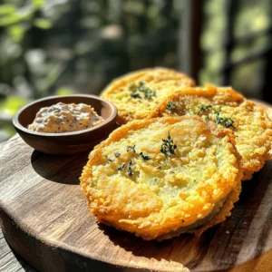 To make crispy Southern fried green tomatoes, you’ll need the following: - 4 medium green tomatoes, sliced into 1/4-inch thick rounds - 1 cup buttermilk - 1 cup cornmeal - 1/2 cup all-purpose flour - 1 teaspoon paprika - 1/2 teaspoon garlic powder - 1/2 teaspoon onion powder - 1/4 teaspoon cayenne pepper (adjust based on heat preference) - Salt and freshly ground black pepper to taste - Oil for frying (such as vegetable or canola oil) You can swap some ingredients if you need to. For the buttermilk, use regular milk mixed with a little vinegar or lemon juice. It gives a similar taste. If you want a gluten-free option, use almond flour or a gluten-free flour blend instead of all-purpose flour. For cornmeal, you can use ground oats or crushed rice crackers for a different texture. Using fresh ingredients makes a big difference. Fresh green tomatoes have a firm texture that holds up well when fried. They bring a bright, tangy flavor that balances the crispy coating. Fresh spices add more flavor to your dish. They also help create the perfect crust that everyone loves. Always choose the best quality ingredients. This choice makes your dish taste great and keeps your cooking fun! Start by washing the green tomatoes well. This removes dirt and debris. Next, slice them into 1/4-inch thick rounds. Lay the slices on a paper towel. Sprinkle salt over them to bring out the flavor. This also helps draw out some moisture. Let them sit for 10 to 15 minutes. You will notice some water pooling around the tomato slices. This step is very important for a crispy finish. Set up two shallow bowls for the breading. In the first bowl, pour 1 cup of buttermilk. In the second bowl, mix the dry ingredients: 1 cup of cornmeal, 1/2 cup of flour, paprika, garlic powder, onion powder, cayenne pepper, salt, and black pepper. Stir this mix until it is well combined. This creates a tasty coating that makes the tomatoes crispy. Heat about 1 inch of oil in a large skillet over medium heat. Use a thermometer to check the temperature. You want it to reach 350°F (175°C). This is the sweet spot for frying. Dip each tomato slice in the buttermilk first. Let the excess drip off. Then, coat it in the cornmeal mixture. Press lightly to cover the slice evenly. Carefully place the breaded slices into the hot oil, avoiding overcrowding. Fry each side for 3 to 4 minutes until golden brown. Once done, transfer them to a plate lined with paper towels to absorb extra oil. Enjoy your crispy fried green tomatoes! For the full recipe, check out the complete instructions. The oil must be hot but not smoking. I heat the oil to 350°F (175°C). Use a thermometer to check. If your oil is too cool, the coating will soak up oil. This makes it soggy. If it’s too hot, the outside burns before the inside cooks. Use medium heat to keep a steady temperature. To avoid soggy fried green tomatoes, salt the tomato slices first. Place them on paper towels for about 10-15 minutes. This draws out moisture. When you bread them, make sure to coat them well. Press the cornmeal mixture onto the slices. This helps the coating stick better and stay crispy. Don’t skip the seasonings! Mix paprika, garlic powder, and onion powder into the cornmeal. You can add more spices if you like heat. A pinch of cayenne gives a nice kick. Adjust it based on your taste. Salt and black pepper are key too. They bring out the natural flavor of the tomatoes. {{image_4}} You can make this dish gluten-free. Swap the all-purpose flour for a gluten-free blend. Many brands offer great options that work well. Just ensure your cornmeal is also gluten-free. This way, everyone can enjoy crispy fried green tomatoes! If you love heat, add more cayenne pepper to the coating mix. You can also mix in some hot sauce into the buttermilk. This will give your tomatoes a nice kick. A touch of chili powder can also spice things up. Adjust the heat to fit your taste! Dipping sauces can change the whole dish. Try a classic ranch dressing for a cool contrast. A zesty remoulade adds a bold flavor that many love. For something unique, mix yogurt with fresh herbs for a fresh dip. Pairing these sauces makes the meal fun and tasty. You’ll want to experiment with each one! After you enjoy your crispy Southern fried green tomatoes, store any leftovers in an airtight container. This keeps them fresh for up to three days in the fridge. Place a paper towel at the bottom of the container to absorb moisture. This helps maintain the crispiness for a little longer. To reheat, use an oven or an air fryer for the best results. Preheat your oven to 375°F (190°C). Place the tomatoes on a baking sheet lined with parchment paper. Bake for about 10-12 minutes until they are hot and crispy again. If using an air fryer, set it to 350°F (175°C) and reheat for 5-7 minutes. Avoid microwaving, as this can make them soggy. You can freeze fried green tomatoes for later enjoyment. First, let them cool completely. Then, place them in a single layer on a baking sheet and freeze for 1-2 hours. Once frozen, transfer them to a freezer-safe bag or container. They can last up to three months in the freezer. When ready to eat, thaw in the fridge overnight and follow the reheating tips for crispy results. For the full recipe, check out the main article. For this recipe, I recommend using firm green tomatoes. Varieties like unripe Cherokee Purple and Green Zebra work well. They have a tart flavor, which contrasts nicely with the crispy coating. Ripe tomatoes are too soft and will not hold their shape. Look for tomatoes that feel heavy and have smooth skin. This ensures you get the best texture and taste. Yes, you can bake fried green tomatoes if you prefer a healthier option. Preheat your oven to 425°F (220°C). After you bread the tomato slices, place them on a baking sheet lined with parchment paper. Spray or brush them lightly with oil. Bake for about 20-25 minutes, flipping halfway through. They won’t be as crispy as fried ones, but they will still taste great. Fried green tomatoes have roots in Southern cuisine. They became popular in the late 19th century. Farmers often used green tomatoes because they harvested them before frost. The dish is a staple in Southern homes and restaurants. It symbolizes comfort food and rustic cooking. Fried green tomatoes gained even more fame from a novel and movie called *Fried Green Tomatoes at the Whistle Stop Cafe*. This brought the dish into the spotlight, celebrating its rich history and flavor. For a full recipe, check out the full recipe provided above. In this blog post, we covered how to make fried green tomatoes. We looked at the best ingredients and substitutions to use fresh produce. The step-by-step instructions helped you prepare and fry tomatoes perfectly. We shared tips to keep your coating crispy and flavorful. You also learned tasty variations and how to store leftovers. Fried green tomatoes can be a fun dish with many options. Experiment with spices and sauces to make them your own. Enjoy these crunchy bites as a side or snack!