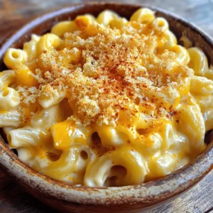 To make cheesy baked macaroni and cheese, you will need: - 8 oz elbow macaroni - 2 cups shredded sharp cheddar cheese - 1 cup shredded mozzarella cheese - 4 tablespoons unsalted butter - 1/4 cup all-purpose flour - 2 cups milk (whole or 2%) - 1 teaspoon garlic powder - 1 teaspoon mustard powder - Salt and pepper to taste - 1/2 cup breadcrumbs - 2 tablespoons olive oil - 1/4 teaspoon paprika (optional for garnish) Choosing the right ingredients makes a big difference. I love using sharp cheddar cheese. It adds a deep flavor that really stands out. Mozzarella brings a nice gooey texture that everyone loves. For pasta, I recommend classic elbow macaroni. Its shape holds the cheese sauce well. Using fresh ingredients always enhances taste. Fresh butter and whole milk create a richer sauce. If you can, find high-quality cheese from a local shop. The flavor will shine through in every bite. You can easily swap some ingredients if needed. For cheese, feel free to use gouda for a smoky taste or pepper jack for a bit of spice. If you want a lighter option, try low-fat cheese. For gluten-free needs, use gluten-free pasta and flour in the recipe. This way, you can enjoy the same creamy goodness without worry. Don't hesitate to get creative with your ingredients! Check the full recipe for more tips. First, preheat your oven to 350°F (175°C). While the oven warms up, cook the elbow macaroni. Follow the package instructions and boil it until it’s al dente. This usually takes about 7-8 minutes. Drain the pasta and set it aside. Next, you need to make the roux. In a large saucepan, melt 4 tablespoons of unsalted butter over medium heat. Stir in 1/4 cup of all-purpose flour. Cook this mixture for 1-2 minutes, stirring constantly. This step helps to create a thick base for your cheese sauce. Now, gradually whisk in 2 cups of milk. I like to use whole or 2% milk for a creamier texture. Ensure there are no lumps as you whisk. Continue to cook the sauce, stirring often for about 5-7 minutes until it thickens. Once thickened, take it off the heat. Stir in 1 teaspoon of garlic powder, 1 teaspoon of mustard powder, salt, and pepper to taste. Now, add the 2 cups of shredded sharp cheddar cheese and 1 cup of shredded mozzarella cheese. Mix until the cheese melts and combines well with the sauce. Fold the cooked macaroni into the cheese sauce. Make sure every piece of pasta gets a nice coat of that creamy goodness. Pour your macaroni and cheese mixture into a greased 9x13 inch baking dish. In a small bowl, mix 1/2 cup of breadcrumbs with 2 tablespoons of olive oil. Mix until the breadcrumbs are well coated. Sprinkle this mixture evenly on top of the macaroni. Now, bake in your preheated oven for 25-30 minutes. You want the top to turn golden brown and crispy. If you like, sprinkle a little paprika on top for extra color before serving. Enjoy your delicious creation! For the full recipe, check out the earlier section. To make your macaroni and cheese creamy, focus on your cheese choices. Sharp cheddar and mozzarella work best. They melt well and give that gooey texture we all love. Use whole milk or 2% milk for a rich base. The thicker the milk, the creamier your sauce. Make sure to whisk the sauce well. This helps prevent lumps. Adding a bit of cream cheese or sour cream can boost creaminess too. One common mistake is overcooking the pasta. Cook it just until al dente; it should have a slight bite. If you cook it too long, the pasta becomes mushy after baking. Another mistake is not seasoning the cheese sauce enough. Taste as you go! Salt and pepper can enhance the flavor greatly. Lastly, don’t skip the breadcrumb topping. It adds a lovely crunch that balances the creamy sauce. To spice things up, try adding garlic powder or mustard powder, as stated in the recipe. These ingredients elevate the flavor without overpowering it. You can also mix in some herbs like thyme or rosemary for a fresh taste. For a kick, add a pinch of cayenne pepper or some diced jalapeños. Incorporating cooked bacon or ham can also give you a savory twist. Experiment with different cheeses, like gouda or pepper jack, for unique flavors. {{image_2}} You can easily boost your macaroni and cheese by adding protein. Bacon adds a nice crunch and smoky flavor. Cook it until crispy, crumble it, and mix it in. You can also add cooked chicken for a heartier meal. Shredded rotisserie chicken works well. For a fun twist, try adding diced ham. These proteins make your dish filling and tasty. Adding vegetables is a smart way to make your mac and cheese healthier. Spinach is a great choice. It wilts down nicely and adds color. Broccoli florets also work well. Steam them until tender and mix them in before baking. Cauliflower is another option. It adds creaminess without the extra calories. These veggies will make your dish vibrant and nutritious. Using different cheeses can elevate your macaroni and cheese. Gouda gives a rich, smoky flavor that pairs perfectly with the pasta. Pepper jack adds a spicy kick. Mixing sharp cheddar with cream cheese can create a creamy texture. You can also experiment with fontina or Monterey Jack for a unique taste. Blending different cheeses adds depth and makes each bite exciting. For the full recipe, follow the link to create your Cheesy Baked Macaroni and Cheese delight! Once you enjoy your cheesy baked macaroni and cheese, store the leftovers in the fridge. Use an airtight container to keep it fresh. It lasts about 3 to 5 days. If you notice any changes in smell or texture, it’s best to toss it out. You can freeze this dish if you want to save some for later. Let it cool completely before freezing. Place it in a freezer-safe container or wrap it tightly in plastic wrap. It will stay good for about 2 to 3 months. To reheat, thaw it in the fridge overnight. To reheat your macaroni and cheese, use the oven for the best texture. Preheat the oven to 350°F (175°C). Place it in a baking dish and cover with foil. Heat it for about 20 minutes, or until warm. If you want a crispy top, remove the foil for the last 5 minutes. You can also use the microwave, but this may make it less creamy. You can skip baking by making a stovetop version. Cook the macaroni as usual and make the cheese sauce. Mix them together in a pot. Stir until the cheese melts and coats the pasta. This gives you creamy, cheesy mac without an oven. Yes, whole wheat macaroni works well. It adds more fiber and a nutty taste. Just cook it a bit longer than regular macaroni. Keep an eye on it to get the right texture. Sharp cheddar is a favorite for its strong flavor. I also love mixing in mozzarella for creaminess. You can try gouda or fontina for something different. Feel free to mix and match to find your favorite combo! Prepare the macaroni and cheese as usual, then cool it down. Store it in the fridge for up to two days. When ready to eat, reheat it on the stove or in the oven. Add a splash of milk to keep it creamy. You can find the Full Recipe for more details on prepping! In this post, we covered how to make delicious baked macaroni and cheese. I shared a complete ingredient list, tips for quality, and substitutions. You learned step-by-step instructions, important tips, and variations to try. I also included storage tips for leftover mac and cheese. Remember, cooking is about experiments and having fun. Enjoy making your dish unique. अब, it’s time to get cooking and enjoy every cheesy bite!