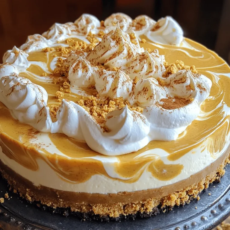 - 1 ½ cups graham cracker crumbs - ½ cup unsalted butter, melted - 1 cup cookie butter (speculoos spread) - 16 oz cream cheese, softened at room temperature - 1 cup powdered sugar - 1 teaspoon pure vanilla extract - 2 large eggs, at room temperature - 1 cup sour cream, room temperature - ½ teaspoon ground cinnamon - Whipped cream (for topping) - Crushed cookies (for garnish) When selecting ingredients, freshness matters. Choose high-quality cream cheese for a rich flavor. Always check the date on your cookie butter. Look for a smooth, creamy spread without added preservatives. For the best graham cracker crust, opt for plain graham crackers rather than flavored ones. This ensures a balanced taste. - Mixing bowls - Electric mixer - Springform pan - Rubber spatula - Measuring cups and spoons Having the right tools helps a lot. A springform pan makes it easy to remove your cheesecake later. An electric mixer speeds up mixing the cream cheese and cookie butter. If you have a rubber spatula, it helps scrape every last bit from the bowl. Optional tools like a food processor can crush graham crackers faster. 1. Preheat your oven to 325°F (160°C). This step is key for even baking. 2. In a mixing bowl, combine 1 ½ cups of graham cracker crumbs with ½ cup of melted unsalted butter. Mix until the crumbs are fully coated. 3. Firmly press this mixture into the bottom of a greased 9-inch springform pan. Make sure it’s compact. 4. Bake the crust in the oven for 10 minutes. This gives it a nice crunch. Set it aside to cool completely. 1. In a large bowl, use an electric mixer to beat 16 oz of softened cream cheese until smooth. 2. Gradually add 1 cup of powdered sugar and 1 teaspoon of pure vanilla extract. Mix on low speed until it’s lump-free. 3. Next, add 1 cup of cookie butter, mixing until smooth and well blended. 4. Add 2 large eggs, one at a time, mixing well after each. 5. Gently fold in 1 cup of sour cream and ½ teaspoon of ground cinnamon until just combined. Be careful not to overmix. 1. Pour the cheesecake filling over the cooled crust in the springform pan. Tap the pan gently on the counter to release any air bubbles. 2. Bake for 50-60 minutes. The center should be set but slightly jiggly. It will firm up as it cools. 3. Once baked, turn off the oven and crack the door open. Let it cool in the oven for 1 hour. 4. After an hour, move the cheesecake to the fridge. Chill for at least 4 hours, or overnight for the best flavor. With these steps, your ultimate cookie butter cheesecake will shine! For the complete recipe, check out the Full Recipe section. To get a smooth cheesecake, start with room temperature cream cheese. Cold cream cheese can make lumps. Mix it well to get a creamy texture. To avoid cracks, don’t overmix your batter. Once you add the eggs, mix just until combined. Baking at 325°F (160°C) helps too. A lower temperature cooks the cheesecake evenly. Cooling is key. After baking, let the cheesecake cool slowly in the oven. This helps it set and prevents cracks. Garnishing makes your cheesecake shine. Top with whipped cream and crushed cookies for extra flair. A drizzle of cookie butter on top adds sweetness and beauty. Pair this cheesecake with coffee or a glass of milk. The flavors blend well together, making each bite even better. For a fun twist, serve with a scoop of vanilla ice cream. For the full recipe, check out the directions above and enjoy your baking! {{image_4}} You can easily boost the flavor of your cheesecake. Try adding spices like nutmeg or ginger. They give a warm twist to the rich cookie butter taste. You can also use extracts like almond or hazelnut for a new flair. For toppings, think beyond whipped cream. Consider chocolate ganache or a drizzle of caramel. You can sprinkle chopped nuts or even more crushed cookies on top. These options make each slice unique and fun. Making this cheesecake fit your diet is simple. For a gluten-free crust, swap graham crackers for almond flour or gluten-free cookies. This keeps the taste, while catering to your needs. If you want to replace cream cheese, use a dairy-free option like cashew cream. For eggs, try unsweetened applesauce or flaxseed meal mixed with water. These swaps keep the cheesecake tasty and friendly for all diets. To explore more ideas, check the Full Recipe for guidance on all these tasty variations. To keep leftover cheesecake fresh, store it in the fridge. Use an airtight container. This helps to keep the flavors and texture intact. The cheesecake lasts up to five days in the fridge. For long-term storage, you can freeze the cheesecake. Cut it into slices and wrap each slice tightly in plastic wrap. Then, place the wrapped slices in a freezer-safe bag. This way, it can stay fresh for up to three months. If you freeze your cheesecake, defrost it in the fridge overnight. This gentle process helps maintain its creamy texture. Avoid using a microwave, as it can cause the cheesecake to become soggy. To revive the texture, let the cheesecake sit at room temperature for about 30 minutes before serving. This helps it regain its original creaminess. When ready to serve, add fresh whipped cream and crushed cookies on top for that extra touch. For more delicious ideas, check out the Full Recipe! What is cookie butter? Cookie butter is a spread made from crushed cookies, sugar, and oils. It has a sweet and spiced flavor, perfect for desserts. You can find it in jars at most grocery stores. How long does cheesecake last in the fridge? Cheesecake stays fresh in the fridge for about five to seven days. Keep it covered to prevent it from drying out. Can I make this cheesecake in advance? Yes, you can make this cheesecake up to two days in advance. It tastes better when chilled overnight. What should I do if my cheesecake cracks? If your cheesecake cracks, don’t panic! You can cover it with whipped cream or a fruit topping. This way, it will still look nice and taste great. Can I use a different type of cookie for the crust? Absolutely! You can use any cookie you like for the crust. Try chocolate cookies or ginger snaps for a fun twist. How can I tell when the cheesecake is fully baked? Check the cheesecake by gently shaking the pan. If the center jiggles slightly but the edges are set, it’s done. Do I need to use a water bath? No, a water bath is not necessary for this recipe. The cheesecake will bake well without it. Enjoy making this delicious dessert! You can find the Full Recipe for detailed steps. This blog post covered everything you need for a perfect cheesecake. From choosing the right ingredients to mastering the baking process, I included step-by-step instructions. You learned how to avoid cracks and achieve a creamy texture. Don’t forget the fun variations and serving tips to make it your own. In the end, follow these tips, and you’ll impress everyone with your cheesecake! Enjoy baking and have fun with your creations.