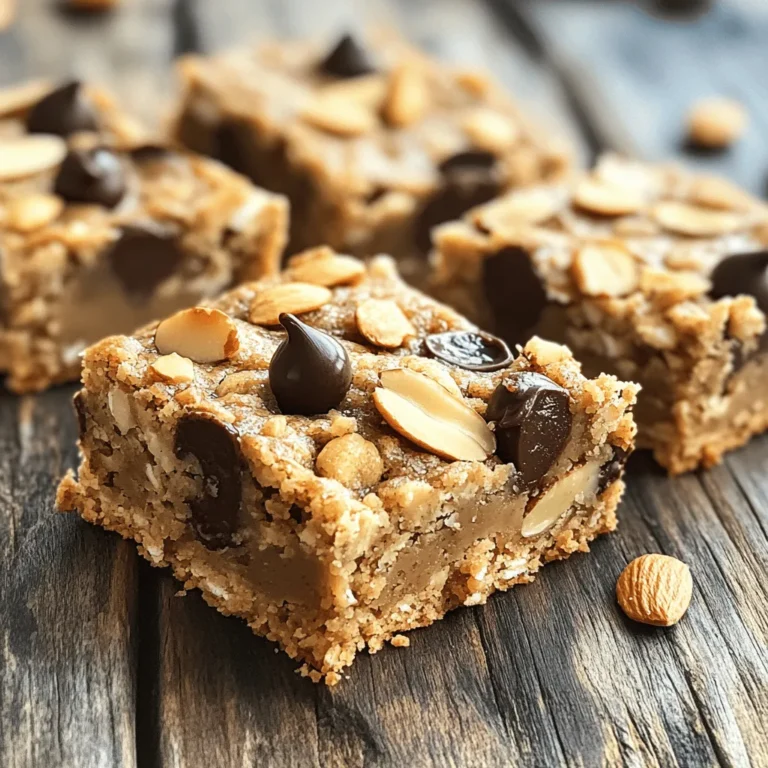 To make Vegan Peanut Butter Oat Bars, you need the following ingredients: - 1 ½ cups rolled oats - 1 cup natural peanut butter - 1/2 cup maple syrup - 1/4 cup almond milk - 1/2 cup chopped nuts - 1/2 cup dairy-free chocolate chips - 1 teaspoon vanilla extract - A pinch of salt These ingredients create a chewy and tasty treat. The oats give a great texture. The peanut butter adds a rich flavor. Maple syrup brings natural sweetness. Almond milk keeps it creamy. Chopped nuts add crunch, while chocolate chips give a sweet touch. You can change the recipe to suit your taste. Here are some optional ingredients: - Different types of plant-based milk, like soy or oat milk - Alternative sweeteners, such as agave or brown sugar - Additional mix-ins, like dried fruits or seeds Mixing in these options can make your bars unique. You can choose what you like best. Enjoy experimenting with flavors! For the full recipe, see the detailed instructions above. 1. Preheat the oven and line the baking pan: Start by preheating your oven to 350°F (175°C). This step is key for even baking. Next, take an 8x8 inch baking pan and line it with parchment paper. This makes removal easy later on. 2. Mixing wet ingredients together: In a large mixing bowl, add 1 cup of natural peanut butter, 1/2 cup of maple syrup, 1/4 cup of almond milk, 1 teaspoon of vanilla extract, and a pinch of salt. Mix these together until they blend well. This creates a smooth base for your bars. 1. Adding oats and nuts: Now, add 1 ½ cups of rolled oats and 1/2 cup of chopped nuts to the wet mixture. Stir until the oats and nuts are fully coated. This helps the bars hold their shape and adds crunch. 2. Folding in chocolate chips: Gently fold in 1/2 cup of dairy-free chocolate chips. Make sure they are evenly distributed throughout the mixture. This will give your bars a sweet and rich flavor. 1. Pouring mixture into the pan: Pour the mixture into your prepared baking pan. Use a spatula to spread it out evenly. Press down firmly to create a solid layer. This helps the bars stay together when baked. 2. Baking time and indicators: Bake in the preheated oven for 20-25 minutes. Keep an eye on the edges; they should turn golden brown when done. Once baked, remove them from the oven and let them cool in the pan for about 10 minutes. After that, transfer to a wire rack to cool completely. For the full recipe, check the details above. To get the best texture for your vegan peanut butter oat bars, start with the right batter consistency. Mix the wet ingredients until they are smooth. If the peanut butter is too thick, it can make the batter dry. If needed, add a bit more almond milk for moisture. Next, when you pour the mixture into the baking pan, press it down firmly. This helps create an even layer. Use a spatula or your hands to press it down. A well-pressed mixture will hold together better after baking. For serving, these bars are great on their own. You can add toppings for more flavor. Try drizzling some melted dairy-free chocolate on top. Chopped nuts or shredded coconut also make great additions. Pair these bars with a glass of plant-based milk or a warm cup of tea. The creamy milk balances the rich peanut flavor. Tea adds a nice touch, especially in the afternoon. One mistake to avoid is not measuring your ingredients right. Use measuring cups for accuracy. Too much or too little of an ingredient can change the texture. Another common error is overbaking the bars. Keep an eye on them while they bake. They should turn golden brown around the edges but stay soft in the center. If you bake them too long, they can become hard and dry. {{image_2}} You can change the taste of your vegan peanut butter oat bars easily. Try adding cocoa powder or melted chocolate for a rich, chocolatey treat. It gives the bars a nice depth of flavor. Spices like cinnamon or nutmeg can also make a difference. A teaspoon of cinnamon adds warmth and sweetness. Nutmeg gives a nice hint of spice, too. These small tweaks can make your bars exciting and new each time. If you want a nut-free option, sunflower seed butter works well. It has a similar texture to peanut butter. This swap makes the bars safe for those with nut allergies. For a gluten-free version, check that your oats are certified gluten-free. You can also use quinoa flakes as a great alternative. These options help everyone enjoy the bars without worry. If you follow a keto or low-carb diet, you can adjust this recipe. Use unsweetened almond milk and reduce the maple syrup. You can substitute some oats with crushed nuts or seeds. This keeps the bars low in carbs but still tasty. For those with nut allergies, stick to sunflower seed butter. You can replace the chocolate chips with carob chips for a nut-free treat. These changes help you keep enjoying your favorite snacks while meeting your dietary needs. You can find the full recipe linked above to explore more ideas! To keep your vegan peanut butter oat bars fresh, store them in an airtight container. This helps maintain their moisture and flavor. You can use glass or plastic containers with a tight seal. If you want to keep them in the fridge, that works too. Just make sure they are covered well. The fridge is a good spot if you live in a warm area. For longer storage, you can freeze the bars. Wrap each one in plastic wrap or foil. Then, place them in a freezer-safe bag. This way, they stay fresh for up to three months. At room temperature, the bars last about a week. If you store them in the fridge, they can last up to two weeks. Check for signs of spoilage. If the bars smell off or have a weird texture, it's best to toss them. Always trust your senses when it comes to food safety. These storage tips will help you enjoy your vegan peanut butter oat bars longer. For the full recipe, check the earlier sections. In this post, we covered how to make delicious energy bars. You learned about essential ingredients, optional add-ins, and easy steps to prepare them. We shared tips for perfect texture, serving ideas, and common mistakes to avoid. We also explored flavor variations and dietary options to suit your needs. Finally, we discussed storage tips and answers to your common questions. These energy bars are easy and fun to make. You can customize them any way you like!