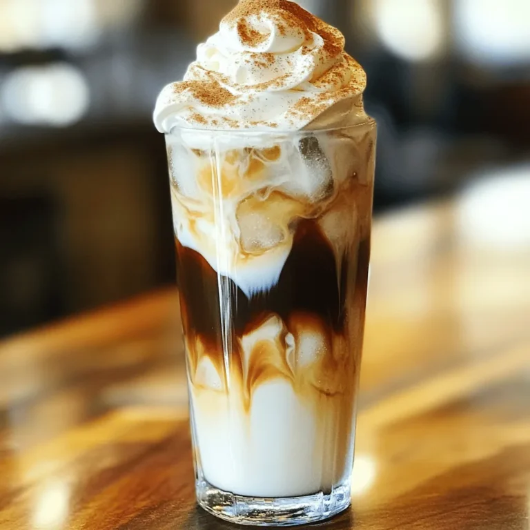 - 2 shots of freshly brewed espresso - 2 tablespoons brown sugar - 1 tablespoon vanilla syrup - 1/2 cup milk (dairy or non-dairy) - Ice cubes - A pinch of sea salt - Whipped cream (optional for topping) - Cinnamon or nutmeg for garnish (optional) What are the best types of espresso to use? I recommend using a medium or dark roast espresso. These have rich flavors that stand out. They work well with the sweetness of brown sugar. How do I choose the right milk option? You can use whole milk for creaminess. Almond or oat milk adds a nice twist. If you want a lighter drink, use skim milk. Can I substitute brown sugar with alternatives? Yes! You can use coconut sugar for a similar taste. Agave syrup is another good choice. It will change the flavor slightly but still taste great. To make the Iced Brown Sugar Shaken Espresso, start with quick prep steps: - Gather all your ingredients. - Brew your espresso first to cool it down. Following the order of steps helps with the overall taste. When you brew the espresso first, it can steep and mix better with the sugar. The best brewing methods include using an espresso machine or a stovetop moka pot. Both can give you a strong, rich flavor. Make sure to use fresh coffee beans for the best taste. If you grind your beans right before brewing, you will get the best flavor. For optimal extraction, use hot water that is just off the boil. This helps to draw out the coffee's oils. Aim for about 9 bars of pressure if using an espresso machine. This ensures a great crema on top. To achieve the perfect froth, shake your mixture with energy. Use a shaker or a jar with a lid. Pour the hot espresso over the sugar mix before shaking. This helps dissolve the sugar better. Shake for about 10-15 seconds. You want to feel the cold from the ice as you shake. If you shake too little, you won’t get the frothy texture. If you shake too much, the ice may melt and water down your drink. Find that sweet spot! You can find the complete instructions in the Full Recipe. To make your Iced Brown Sugar Shaken Espresso just right, start with the sweetness. Adjust the brown sugar to suit your taste. Some like it sweeter, while others prefer a hint of sugar. Next, play around with the shake duration. A quick shake brings light froth. A longer shake gives a creamier texture. Find the balance that makes your drink perfect. To add more fun to your drink, try flavored syrups. Caramel or hazelnut can take your espresso to new heights. You can also add a hint of vanilla or almond for a twist. Spices like cinnamon or nutmeg can enhance the flavor too. A sprinkle on top adds warmth and aroma. Toppings like whipped cream can make it extra special. Be careful not to over-shake or under-shake your drink. Too much shaking can make it watery. Too little will leave it flat. Watch the ice-to-espresso ratio. Too much ice can dilute the flavor. Aim for a nice balance to keep your drink bold and rich. For the complete recipe, check out the Full Recipe section. {{image_2}} You can customize your Iced Brown Sugar Shaken Espresso with fun flavors. One tasty option is to add caramel. Just drizzle some caramel syrup into your drink after shaking. The sweet and buttery taste pairs well with the brown sugar. Seasonal flavors also shine in this drink. During fall, try adding pumpkin spice. Just mix in some pumpkin spice syrup after shaking. This change gives your drink a cozy vibe, perfect for chilly days. If you're looking for dairy-free recipes, there are plenty of milk options. Almond milk is light and nutty, while oat milk is creamy and smooth. Coconut milk adds a tropical twist, and soy milk has a nice protein boost. Each milk alters the drink's texture. Almond milk makes it thinner, while oat milk creates a rich mouthfeel. Experiment to find your favorite! You can turn this drink into a cold brew version with ease. Start by making cold brew coffee instead of espresso. Use the same amount of coffee grounds, but steep them in cold water for 12 to 24 hours. Adjust the ingredient ratios, too. Use 4 tablespoons of brown sugar for a stronger flavor. Mix your cold brew with milk and ice just like in the original recipe. Now you have a refreshing cold drink for hot days! For the full recipe, check out the [Full Recipe]. To store unused espresso, let it cool first. Place it in an airtight container. This helps keep it fresh. Store it in the fridge for up to three days. For best flavor, use it within one day. To maintain flavor over time, avoid exposing the espresso to air. Use a dark container to block light. This keeps the taste strong. If you notice any off-flavors, it is best to discard it. You can make Iced Brown Sugar Shaken Espresso ahead for the week. Brew extra espresso and cool it down. Store in a sealed container in your fridge. For reheating, gently warm the espresso in a small pot. Do not boil it. Serve it chilled over ice. If you want, add fresh milk and sugar before serving. Brown sugar lasts a long time. It can stay good for up to two years if stored well. Keep it in a cool, dry place. Syrups usually last about one year. Store them in a cool area away from sunlight. Always check for any signs of spoilage. Espresso should be used fresh. If you brew a large batch, drink it within three days. After that, the flavor fades quickly. You can use a jar with a lid instead of a shaker. Just mix the brown sugar, vanilla syrup, and sea salt in the jar. Pour in the hot espresso. Seal the jar tightly and shake it well. If you don’t have a jar, you can whisk the mixture in a bowl. This method works too, though it may not froth as much. Yes, you can easily make this drink decaf. Just use decaffeinated espresso instead of regular espresso. Follow the same steps in the Full Recipe. The taste will still be great, but you won’t get the caffeine kick. Many popular coffee shops offer this drink. Look for it at Starbucks or local cafes. You can also find pre-made versions in stores. Brands like Starbucks and Dunkin' have bottled options. Check your grocery store for these convenient choices. This guide covered how to make Iced Brown Sugar Shaken Espresso. You learned about each ingredient, preparation steps, and various tips. I shared how to enhance flavors and avoid common mistakes. You can even adapt the drink to suit your taste with variations. Making this drink at home saves money and lets you enjoy it anytime. Give it a try, and perfect your own version! Enjoy your delicious creation and impress your friends with your new skills.