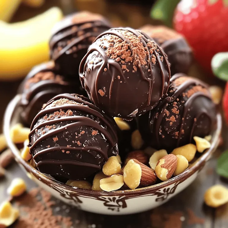 To make Vegan Snickers Energy Bites, gather these simple ingredients: - 1 cup pitted dates - 1/2 cup natural peanut butter - 1/2 cup rolled oats - 1/4 cup almond flour - 1/4 cup unsweetened cocoa powder - 1/4 teaspoon sea salt - 1/2 cup chopped unsalted peanuts - 1/4 cup maple syrup - 1/2 teaspoon vanilla extract - Dark chocolate chips (vegan) for drizzling These ingredients blend together to create a rich and nutty flavor. Each bite feels like a treat, but it is healthy too. Each serving, which is about one energy bite, offers a great balance of nutrients. Here’s what you can expect: - Calories: 120 - Protein: 3g - Carbohydrates: 15g - Fiber: 2g - Sugar: 8g - Fat: 6g These bites provide a good mix of energy and nutrients. They are perfect for a quick snack or boost before a workout. If you have allergies or dietary needs, you can easily swap some ingredients. Here are a few ideas: - Nut-Free: Use sunflower seed butter instead of peanut butter. - Gluten-Free: Make sure to use certified gluten-free oats. - Low-Sugar: Replace maple syrup with a low-calorie sweetener like stevia. These substitutions keep the taste while catering to your needs. Enjoy making these bites your own with your favorite flavors! To start, gather your ingredients. You'll need dates, peanut butter, oats, and more. In a food processor, add the pitted dates, peanut butter, rolled oats, almond flour, cocoa powder, and sea salt. Blend this mix until it looks like sticky dough. This step is key; it gives the bites their chewy base. Next, pour in the maple syrup and vanilla extract. Pulse until everything combines well. Now it's time to shape your mixture. Grab some of the sticky dough with your hands. Roll it into small balls, about one inch wide. This size makes them perfect for snacking. Place each ball on a parchment-lined baking sheet. Once you finish, you’ll have a tray full of energy bites ready for the next step. For the final touch, melt some dark chocolate chips. You can do this in a microwave or over a double boiler. Stir until the chocolate is smooth and shiny. Use a fork or a piping bag to drizzle the melted chocolate over each energy bite. This adds a sweet finish and makes them look great. When done, chill the bites in the fridge for about 30 minutes. They need to set before you enjoy them. For the full recipe, check the details above. When making Vegan Snickers Energy Bites, avoid using dry dates. They need to be soft and sticky. If they’re too dry, your bites won’t hold together. Also, don’t skip the sea salt. It enhances the flavor. Another mistake is over-processing the mixture. You want a sticky dough, not a puree. Store your energy bites in an airtight container. Keep them in the fridge for the best taste. They can last up to a week this way. If you want to save them longer, freeze them! Just layer them with parchment paper so they don’t stick together. To amp up the flavor, add spices like cinnamon or nutmeg. A pinch of cayenne can give it a kick! You can also try other extracts like almond or coconut. Just a few drops can change the whole taste. Play around with these to find your favorite flavor! For the full recipe, click here. {{image_2}} Switching nut butters can change the taste of your Vegan Snickers Energy Bites. For example, cashew butter offers a creamy, mild flavor. Almond butter adds a nutty twist that pairs well with cocoa. Sunflower seed butter is a great option for nut-free diets. Each nut butter brings its own unique profile. Experimenting with these can lead to tasty surprises! You can boost the texture and flavor by adding dried fruits or seeds. Chopped dried apricots or cranberries add sweetness and chewiness. Flaxseeds or chia seeds add crunch and healthy fats. Just mix them in after you combine the main ingredients. This way, you create a bite that surprises with each munch! To keep these energy bites gluten-free, swap rolled oats for certified gluten-free oats. You can also use coconut flour instead of almond flour. This keeps the texture light while adding a hint of sweetness. Ensure your other ingredients are gluten-free too, like your chocolate chips. These simple swaps make it easy to enjoy without worry! For the full recipe, check out the instructions above to start your delicious journey! To keep your Vegan Snickers Energy Bites fresh, store them in an airtight container. You can keep them in the fridge for easy snacking. The cool temperature helps maintain their texture and flavor. Make sure to separate layers with parchment paper to prevent sticking. If you want to store them for longer, freezing is a great option. Place the energy bites in a single layer on a baking sheet and freeze until firm. Once frozen, transfer them to a freezer-safe bag or container. They can last up to three months in the freezer. When you're ready to enjoy, let them thaw in the fridge for a few hours. When stored properly, these energy bites last about one week in the fridge. They taste best when fresh, but they still make a great snack even after a few days. For the best flavor, enjoy them within the first couple of days. These bites are perfect for a quick pick-me-up or a post-workout treat. Yes, you can make these energy bites nut-free. Instead of peanut butter, try using sunflower seed butter. This option keeps the taste rich while avoiding nuts. Just make sure your other ingredients, like chocolate chips, are also nut-free. You still get that great taste without the nuts. These energy bites last about one week in the fridge. Store them in an airtight container to keep them fresh. If you want to enjoy them longer, you can freeze them. They last up to three months in the freezer. Just thaw them in the fridge before snacking. Yes! You can use other sweeteners like agave syrup or honey if you’re not strict vegan. Each sweetener may change the flavor a little, but they all work well. Be mindful of the amount; some sweeteners are sweeter than others. Adjust to taste when mixing. For the full recipe, check out the instructions above. These energy bites are easy to make and fun to eat. We covered the key ingredients and listed options for allergies. I walked you through every step—preparing the mixture, shaping bites, and adding chocolate. I shared tips to avoid mistakes and ways to store them well. You learned about fun variations to try. Remember to experiment with flavors and storage methods. Enjoy making these snacks and find what suits your taste best!