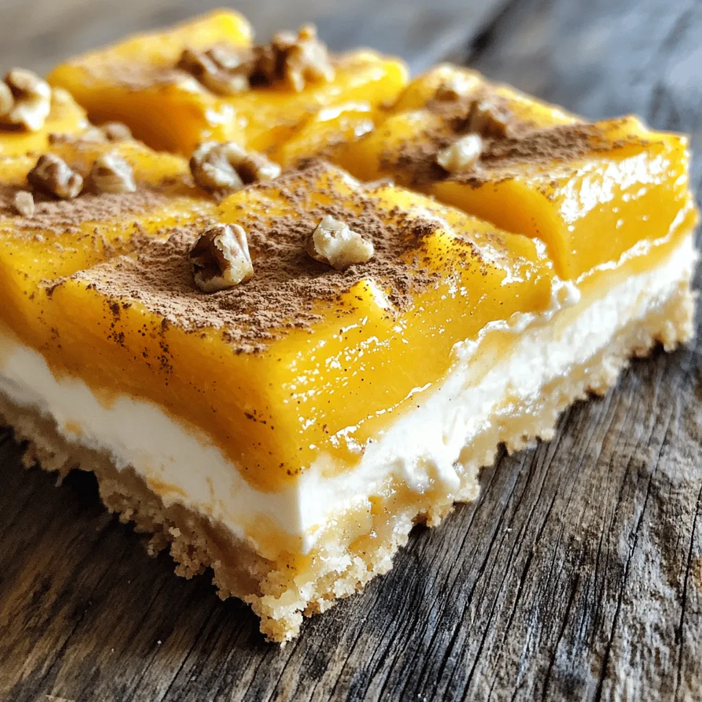 - 2 cups fresh peaches, peeled and diced - 1 cup cream cheese, softened Fresh ingredients bring the best flavor to Peach Cream Cheese Bars. I love using ripe peaches. They add sweetness and a lovely texture. You want them soft but not mushy. Cream cheese is also key. It adds a rich, creamy taste that makes these bars special. - ½ cup granulated sugar - 1 cup all-purpose flour - ½ cup unsalted butter, melted For the pantry staples, granulated sugar gives sweetness. It balances the tartness of the peaches. All-purpose flour holds everything together. It forms a nice base for the bars. Unsalted butter adds moisture and richness. I always use melted butter to blend easily. - 1 egg - ½ teaspoon baking powder - ¼ teaspoon salt - ½ teaspoon cinnamon - ½ cup chopped walnuts or pecans (optional) The egg helps bind the ingredients. Baking powder makes the bars rise and become fluffy. A pinch of salt brings out the flavors. Cinnamon adds warmth and depth. If you like nuts, chopped walnuts or pecans give a nice crunch. You can skip them if you prefer a smoother texture. For the full recipe, check the details above. First, you need to preheat your oven to 350°F (175°C). This step is key. While the oven heats, prepare your baking pan. You can grease a 9x9 inch pan or line it with parchment paper for easy removal later. Next, mix your cream cheese, sugar, and vanilla extract in a bowl. Beat these ingredients until the mixture is smooth and creamy. Set this aside, as it will become a delightful layer in your bars. Now, whisk together the dry ingredients in another bowl. Combine the flour, baking powder, salt, and cinnamon. Make sure everything is mixed well. This step ensures that the flavors blend nicely in your bars. In a separate bowl, mix the melted butter with the egg. Once combined, add this mixture to your dry ingredients. Stir gently until just combined. The batter will be thick, which is perfect for layering. Spread half of this thick batter evenly in the bottom of your prepared baking pan. Next, layer the diced peaches on top of the batter. Make sure the peaches are spread out evenly for the best flavor. Now, spoon the cream cheese mixture over the peaches. It should cover them nicely. Finally, drop spoonfuls of the remaining batter on top of the cream cheese layer. It doesn't have to be perfect, as it will spread while baking. Place your baking pan in the preheated oven. Bake for 30-35 minutes. Check for doneness by inserting a toothpick into the center. If it comes out clean, your bars are ready. Once baked, let the bars cool completely in the pan. This cooling time helps them set. After cooling, cut them into bars. You can serve these peach cream cheese bars chilled or at room temperature. Enjoy this simple and delightful treat! For a detailed guide, check out the Full Recipe. You can swap cream cheese for Greek yogurt for a lighter option. It will give a nice tang and creaminess, too. If you want a dairy-free choice, try using cashew cream. Blend soaked cashews with a bit of lemon juice until smooth for a similar taste. When it comes to fruit, frozen peaches work great if fresh ones are not available. Thaw them and drain any excess liquid. This keeps the bars from being too wet. You can also use other fruits like berries or apples for a twist. To ensure even baking, spread the batter in the pan carefully. Use an offset spatula to smooth it out. Check the bars halfway through baking. If they are browning too fast, cover them with foil to prevent burning. For the best texture, allow the bars to cool completely before cutting. This helps them set up nicely. If you want a softer bite, try underbaking them slightly. They will firm up as they cool. For serving, cut the bars into squares or rectangles. Place them on a pretty platter for a nice touch. You can also serve them with a scoop of vanilla ice cream for added delight. Garnish the bars with fresh peach slices or a sprinkle of cinnamon. A drizzle of honey or maple syrup can add sweetness. If you used nuts, sprinkle some on top for crunch. These simple ideas will make your Peach Cream Cheese Bars look and taste amazing. For the full recipe, check the Peach Cream Cheese Delight Bars section. {{image_2}} You can switch up the fruit in these bars. Try using blueberries or strawberries. Both fruits add a different taste and color. Blueberries give a burst of juiciness. Strawberries offer a sweet-tart flavor. You can mix these fruits with peaches or use them alone. You’ll create a fresh twist every season! For a healthier version, consider low-sugar or gluten-free options. You can replace granulated sugar with a sweetener like stevia or monk fruit. Look for gluten-free flour blends to make the crust. These swaps keep the taste great while making the bars friendlier for your diet. Enjoy a treat without the guilt! Enhance the flavor by adding spices or extracts. A dash of nutmeg or cardamom can spice things up. You can also add a splash of almond or lemon extract. These little changes make a big difference. They will make your bars stand out and surprise your taste buds. To keep your Peach Cream Cheese Bars fresh, store them in the fridge. First, let the bars cool completely. Once cool, cut them into squares. Place the squares in an airtight container. Make sure to add parchment paper between layers to avoid sticking. This helps keep them fresh and tasty! You can also freeze Peach Cream Cheese Bars for later. Cut the bars into squares and wrap each piece in plastic wrap. Then, place them in a freezer-safe bag or container. This way, they stay fresh for months. When you want to eat them, thaw them in the fridge overnight. Enjoy them chilled or at room temperature! In the fridge, the bars last about five days. If frozen, they can last up to three months. Just remember, the sooner you eat them, the better they will taste! Always check for any changes in smell or texture before eating, to ensure they are still good. Yes, you can use canned peaches. Choose peaches in light syrup or juice. Drain the peaches well. Pat them dry with a paper towel. This helps prevent too much moisture. Cut them into small pieces to match the fresh ones. Canned peaches can give a sweet flavor, but fresh peaches offer a brighter taste. You can tell when the bars are done by checking the edges. They should be golden brown. Insert a toothpick into the center. If it comes out clean, the bars are ready. The top should look firm, not jiggly. Let them cool down. This helps them set properly. Yes, you can make these bars a day ahead. Let them cool completely before storing. Wrap them tightly in plastic wrap or foil. This keeps them fresh. Store them in the fridge. The flavors will blend well overnight. Enjoy them chilled or at room temperature. This blog post shared a simple recipe for Peach Cream Cheese Bars. We covered fresh ingredients, essential pantry staples, and the baking process. I also included tips for substitutions, variations, and storage. Feel free to get creative with flavors and fruits. Remember, these bars are not only delicious but easy to make. Enjoy experimenting and sharing them with friends and family! They are sure to please all who taste them.
