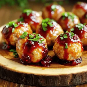 Cranberry BBQ Turkey Meatballs are tasty and easy to make. You mix ground turkey with simple ingredients, form them into meatballs, and bake. Then, you coat them in a sweet and tangy sauce. This dish is great for dinner or parties. Here’s what you need for this recipe: - 1 pound ground turkey - 1 cup breadcrumbs - 1/4 cup grated parmesan cheese - 1/4 cup finely chopped onion - 2 cloves garlic, minced - 1 teaspoon dried oregano - 1 teaspoon dried thyme - Salt and pepper to taste - 1 cup cranberry sauce (preferably whole berry) - 1/2 cup BBQ sauce - Fresh parsley, chopped (for garnish) To make these meatballs, gather these items: - Mixing bowl - Baking sheet - Parchment paper - Small saucepan - Spoon for mixing - Baking gloves (optional) With these ingredients and tools, you're ready to create a delicious meal. For the full recipe, check back for complete instructions. To start, gather your ingredients. You need ground turkey, breadcrumbs, parmesan, onion, garlic, oregano, thyme, salt, and pepper. In a large bowl, mix all these items together. Use your hands to ensure it is well combined. You want a uniform mixture for the best meatballs. Next, preheat your oven to 400°F (200°C). While it heats, form the turkey mixture into small meatballs, about one inch wide. Place them on a baking sheet lined with parchment paper. This prevents sticking and makes cleaning easy. Bake the meatballs for 15 to 20 minutes. They should be golden brown and fully cooked. While the meatballs bake, it’s time to make the sauce. In a small saucepan, combine cranberry sauce and BBQ sauce. Heat it over medium until it warms and blends well. Stir it gently to avoid burning. Once the meatballs are done, add them to the pan. Coat them in the sauce and simmer for five minutes. This allows the flavors to mix nicely. For the full recipe, you can refer to the details provided earlier. To make great meatballs, start with fresh ingredients. Use ground turkey that is not too lean. A little fat gives flavor and juiciness. Mix the ingredients gently. Overmixing can cause tough meatballs. Form the meatballs with wet hands to keep them smooth. Aim for about one inch in size for even cooking. One common mistake is skipping the breadcrumbs. They help meatballs hold their shape. Avoid using too much salt in the mix. You can always add more later. Don’t crowd the baking sheet. Leave space between each meatball for even cooking. Lastly, don’t skip the simmering step. It helps the meatballs soak up the sauce flavors. To boost flavor, add fresh herbs like basil or cilantro. You can also use spicy BBQ sauce for a kick. Consider mixing in finely chopped bell peppers for added texture. A dash of Worcestershire sauce can add depth. If you want a hint of sweetness, drizzle honey into the sauce. Enjoy experimenting with flavors that make you smile! {{image_2}} You can swap ground turkey for other meats. Ground chicken works great and is lean. You could also use ground beef if you want a richer flavor. For a plant-based option, try lentils or chickpeas. Mash them and mix with breadcrumbs for a tasty veggie meatball. To make these meatballs gluten-free, use gluten-free breadcrumbs. They hold the mixture well. You can also use crushed rice cakes or oats. Just ensure your BBQ sauce and cranberry sauce are gluten-free. Check labels for hidden gluten. Feel free to play with the spices! Add smoked paprika for a hint of smoke. A splash of hot sauce gives it a kick. Want a sweet twist? Mix in some diced apples or pears. These changes can make the dish your own. You can find the full recipe for more tips. After you cook the cranberry BBQ turkey meatballs, let them cool. Place them in an airtight container. This keeps them fresh. Store the container in the fridge if you plan to eat them soon. They will stay good for up to three days. If you want to keep them longer, freezing is a good option. To reheat the meatballs, use the oven or stovetop. If using the oven, preheat it to 350°F (175°C). Place the meatballs on a baking sheet. Cover them with foil to keep moisture in. Heat for about 15-20 minutes. For the stovetop, place them in a pan with a bit of sauce. Heat on medium until warm. Stir often to avoid sticking. Freezing meatballs is simple. First, let them cool completely. Then, place them in a single layer on a baking sheet. Freeze them for about an hour. After that, transfer them to a freezer bag or container. Make sure to remove as much air as possible. Label the bag with the date. These meatballs can last up to three months in the freezer. When ready to eat, thaw them in the fridge overnight before reheating. For a quick meal, you can cook them straight from frozen, adding a few extra minutes to the heating time. For the full recipe, check out the details above. Yes, you can make these meatballs ahead of time. Just prepare the meatballs and bake them. Once they cool, store them in an airtight container. You can keep them in the fridge for up to three days. When you are ready to eat, heat them in the oven or microwave. This makes meal prep easy and quick. You can serve these meatballs with many sides. Here are some great options: - Rice: White or brown rice goes well. - Pasta: Serve with some noodles for a fun twist. - Salad: A fresh salad adds color and crunch. - Mashed Potatoes: Creamy mashed potatoes are always a hit. - Vegetables: Roasted or steamed veggies work nicely too. These sides balance the flavors and make a complete meal. If you want to reduce the sweetness of the sauce, try these tips: - Add vinegar: A splash of apple cider vinegar can cut the sweetness. - Use less cranberry sauce: Cut the amount of cranberry sauce in half. - Add mustard: A teaspoon of mustard can give a nice tang. - Mix in spices: Add black pepper or chili powder for heat. These changes can help you find the right balance for your taste. For the full recipe, check out the detailed instructions above. This blog post covered how to make tasty cranberry BBQ turkey meatballs. We explored the full recipe, including tools and a complete ingredient list. You learned step-by-step instructions for prepping, baking, and making the sauce. We shared tips for perfect meatballs and how to avoid common mistakes. Plus, you found variations, storage info, and answers to frequently asked questions. Making these meatballs can be fun and rewarding. Enjoy the process, and don’t hesitate to experiment with flavors!