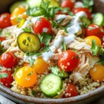 This salad packs a punch with flavors and textures. You can make it quick. The full recipe mixes chicken, quinoa, and pickles for a tasty dish. Here’s what you need to create this delight: - 2 cups cooked quinoa - 1 lb chicken breast, cooked and shredded - 1 cup pickles, diced (dill or sweet, your choice) - 1/2 cup Greek yogurt - 1/4 cup ranch dressing - 1 cup cherry tomatoes, halved - 1 cup cucumber, diced - 1/4 cup red onion, finely chopped - 1/4 cup fresh parsley, chopped - Salt and pepper to taste Each ingredient plays an important role. Quinoa is the base and provides protein. Chicken adds heartiness. Pickles give a fun crunch. Yogurt and ranch dressing create a creamy sauce. Tomatoes bring freshness, while onions add a mild bite. You can switch things up if you want. Here are some ideas: - Add avocado for creaminess - Toss in bell peppers for color - Include corn for sweetness - Use any favorite herbs for extra flavor Feel free to make this salad your own! First, rinse the quinoa in cold water. This helps remove any bitter taste. Then, boil two cups of water in a pot. Add one cup of quinoa to the boiling water. Cover the pot, reduce the heat, and let it simmer for about 15 minutes. You will know it is done when the water is absorbed and the quinoa is fluffy. Once cooked, let it cool while you prepare the chicken and salad. For the chicken, you can use pre-cooked chicken or cook it fresh. If cooking fresh, season the chicken breast with salt and pepper. Cook it in a pan over medium heat for about 15-20 minutes. Make sure it reaches 165°F. Once cooked, let it rest for a few minutes. Then, shred it using two forks. Shredded chicken mixes well with the salad. In a large bowl, combine the cooked quinoa and shredded chicken. Next, add diced pickles, halved cherry tomatoes, diced cucumber, finely chopped red onion, and fresh parsley. Make sure to mix everything well. In a separate bowl, whisk together Greek yogurt and ranch dressing until smooth. Pour this mixture over the salad and add salt and pepper to taste. Gently toss all ingredients until well coated. Let it chill in the fridge for about 15 minutes. You can find the Full Recipe for more details. Enjoy your refreshing meal! To cook quinoa just right, rinse it first. This step washes away the bitter coating. Use a ratio of 1 part quinoa to 2 parts water. Bring the water to a boil, then add the quinoa. Lower the heat, cover, and simmer for 15 minutes. After that, let it sit for 5 minutes before fluffing it with a fork. This method makes fluffy quinoa every time. Chicken breast is great for this salad. It cooks quickly and shreds easily. You can also use thighs for a richer flavor. If you want to save time, buy pre-cooked chicken. Just shred it and mix it in. Make sure the chicken is tender and juicy for the best taste. Store your Pickle Ranch Chicken and Quinoa Salad in an airtight container. It keeps well in the fridge for up to three days. If you have leftovers, separate the dressing from the salad. This keeps everything fresh. When ready to eat, mix in the dressing and enjoy! {{image_2}} To make a vegetarian version, swap the chicken for chickpeas. Use one can of chickpeas, drained and rinsed. This keeps the protein high and the flavor great. You can also add some crumbled feta cheese for extra taste. This change makes the dish filling and tasty. You can add more veggies to your salad. Try bell peppers, shredded carrots, or spinach. These add color and nutrients. Feel free to mix and match based on what you have at home. The key is to keep it fresh and crunchy. You can also add roasted vegetables for a warm twist. If you want to change the flavor, try different dressings. A honey mustard or balsamic vinaigrette works well. For a spicy kick, add some sriracha to the ranch dressing. You can even use tahini for a creamy texture. Each dressing gives the salad a new taste. Play around with flavors to find your favorite! For the full recipe, check out the recipe section above. To keep your Pickle Ranch Chicken and Quinoa Salad fresh, store it in an airtight container. This helps lock in flavor and moisture. Place the container in the fridge right after serving. Avoid leaving it out for too long. If it’s hot outside, try to chill it within two hours. When stored properly, this salad lasts about 3 to 4 days in the fridge. You might notice the pickles and veggies lose some crunch. This is normal but still tasty. If you see any signs of spoilage, like off smells or mold, throw it away. You can enjoy this salad cold, but if you prefer warm, reheating is simple. Just heat it in the microwave for about 30 seconds. Stir halfway through to ensure even warmth. Be careful not to overheat, or the chicken might dry out. If you want to keep it cool, serve it straight from the fridge. For the full recipe, refer to the detailed instructions above. Yes, you can make this salad ahead of time. It tastes even better after sitting. The flavors blend well when chilled in the fridge. Just keep it in a sealed container. Aim to eat it within three days for the best taste. Quinoa is a superfood packed with protein. It has all nine essential amino acids. This makes it a complete protein source. Quinoa also holds a lot of fiber, which aids digestion. Plus, it is rich in vitamins and minerals like magnesium and iron. Eating quinoa can help keep you full and satisfied. To make this salad gluten-free, use certified gluten-free ranch dressing. Most ranch dressings are already gluten-free. Always check the label to be sure. Also, quinoa is naturally gluten-free, making it perfect for this dish. If you want to change the flavor, try other dressings. You can use Greek yogurt mixed with herbs. A vinaigrette made from olive oil and vinegar works well, too. You can even try a spicy yogurt sauce for a kick. Keep experimenting until you find your favorite! For the full recipe, check out the detailed instructions above. This blog post explored the delicious Pickle Ranch Chicken and Quinoa Salad. We covered key ingredients, step-by-step cooking, and ways to make it your own. I shared tips for cooking quinoa and choosing chicken to save time. We also looked at variations, storage, and common questions. In conclusion, this salad is easy to make and fun to customize. Whether you eat it fresh or save some for later, it’s a tasty choice for meals. Enjoy making this dish and feel good about what you eat!