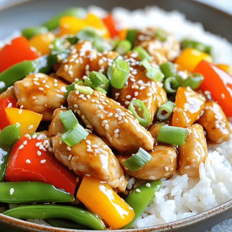 - 1 lb chicken breast, diced - 2 tablespoons vegetable oil - 1 bell pepper (red or green), sliced - 1 cup snap peas, trimmed - 3 green onions, chopped The main part of this dish is the chicken breast. It cooks quickly and absorbs flavor well. I like to use fresh vegetables like bell peppers and snap peas. They add color and crunch to the meal. Green onions give a nice fresh taste at the end. - 1/4 cup soy sauce (low sodium) - 2 tablespoons honey - 1 tablespoon rice vinegar - 1 teaspoon garlic powder - 1 teaspoon ginger powder The teriyaki sauce brings the dish together. Soy sauce is the base, and it gives a salty taste. Honey adds sweetness, balancing the salt. Rice vinegar adds a bit of tang. Garlic and ginger powders give depth and warmth. This simple mix transforms the chicken and veggies into something special. - Cooked rice or quinoa - 1 tablespoon sesame seeds (for garnish) Serve the teriyaki chicken over cooked rice or quinoa. Both add good texture and soak up the sauce. Sprinkle sesame seeds on top for a nice crunch and look. This meal is not just tasty; it looks great too! For the full recipe, check out the details above. First, take your chicken breast and dice it into small pieces. This helps it cook evenly. I like to season the chicken with a little salt and pepper for extra flavor. Next, heat 2 tablespoons of vegetable oil in a large skillet over medium-high heat. You want the oil to shimmer before adding the chicken. Once the skillet is hot, add the diced chicken. Cook it for about 5 to 7 minutes. Stir occasionally to brown the chicken on all sides. This step ensures even cooking. You’ll know it’s done when the chicken is no longer pink inside. After the chicken is cooked, it’s time to add some color and crunch. Toss in the sliced bell pepper and snap peas. Cook these for about 3 to 4 minutes until they’re tender-crisp. While the veggies cook, prepare the teriyaki sauce. In a small bowl, mix together 1/4 cup of low-sodium soy sauce, 2 tablespoons of honey, 1 tablespoon of rice vinegar, 1 teaspoon of garlic powder, and 1 teaspoon of ginger powder. Pour the teriyaki sauce over the chicken and veggies. Cook everything together for another 2 to 3 minutes. Stir frequently to coat everything in the sauce. When it’s heated through, remove it from the heat. Stir in the chopped green onions for a fresh flavor. Serve the teriyaki chicken over cooked rice or quinoa, and don't forget to sprinkle sesame seeds on top for a nice finish. Check out the Full Recipe for more details! To cook chicken well, keep an eye on time. Cook it for about 5-7 minutes. Stir it often to avoid burning. Use a meat thermometer for the best doneness. Chicken should reach 165°F (75°C). If you don’t have a thermometer, cut into a piece. The meat should look white, not pink. You can add more flavors to your teriyaki sauce. Try adding a splash of orange juice for a citrus twist. A bit of sriracha can add heat. If you want to replace honey, maple syrup works well. Brown sugar is another great option. Just mix it well into the sauce. For a beautiful dish, garnish with sesame seeds. Sprinkle them on just before serving. You can also add chopped green onions for a pop of color. Serve your teriyaki chicken over rice or quinoa. Try to add some steamed veggies on the side. This adds more color and makes the dish look fresh. {{image_2}} You can easily swap chicken for other proteins. Tofu is a great choice for a vegetarian dish. It absorbs flavors well and adds protein. You can also use shrimp. Just cook shrimp until they turn pink. Both options make tasty teriyaki dishes. For gluten-free needs, choose gluten-free soy sauce. Many brands offer good alternatives. You can also reduce sodium by using low-sodium soy sauce. This keeps the flavors without too much salt. Want to spice it up? Try adding chili flakes or fresh ginger. They can give your teriyaki a nice kick. You can also mix in different vegetables. Broccoli, carrots, or mushrooms work well. They add color and nutrition to your meal. For the full recipe, check out the Easy Teriyaki Chicken Skillet. To keep your teriyaki chicken fresh, use proper storage containers. Glass or BPA-free plastic containers work best. Make sure they are airtight to prevent moisture loss. When storing, let the chicken cool down before sealing it. This helps maintain the texture and flavor. You can store it in the fridge for up to three days. If you have leftovers, freezing is a great option. To freeze, let the chicken cool completely. Then, place it in a freezer-safe container or bag. Remove as much air as possible before sealing. This prevents freezer burn and keeps the flavor intact. You can freeze the chicken for up to three months. To thaw, place the frozen chicken in the fridge overnight. This way, it will defrost safely. If you need it quickly, you can use the microwave on the defrost setting. Just be careful not to cook it during this process. When it's time to enjoy your leftovers, reheating should be done with care. The best methods are stovetop or microwave. If using the stovetop, heat a skillet over low heat. Add a splash of water or broth to keep it moist. Stir occasionally until heated through. For microwave reheating, place the chicken in a bowl with a lid. Add a few drops of water to create steam. Heat in short bursts, checking often. This helps keep the chicken tender. Avoid overcooking, as it can become dry. These simple storage tips will help you enjoy your Easy Teriyaki Chicken Skillet even more. For the full recipe, check out the detailed guide! You can serve this dish with several tasty sides: - Cooked white rice - Quinoa - Steamed broccoli - Stir-fried bok choy - Cucumber salad These sides help balance the sweet and savory flavors of the teriyaki chicken. They also add color and nutrition to your meal. Yes, you can prepare this dish ahead of time. I suggest cooking the chicken and veggies first. You can store them in the fridge for up to three days. When you are ready to eat, just reheat it in a skillet. This saves you time on busy days. If you want your teriyaki chicken to have a kick, here are some tips: - Add red pepper flakes to the sauce. - Mix in sriracha for a spicy twist. - Toss in sliced jalapeños when cooking. These simple changes can make a big difference. Adjust the heat to match your taste! This blog post covers all the steps to make an easy teriyaki chicken skillet. We talked about the key ingredients, how to cook the chicken, and ideas for serving it. With tips for perfect cooking and fun variations, you can make this dish your own. Remember, it’s all about enjoying your meal and having fun in the kitchen. Keep experimenting with flavors and ingredients to find your perfect dish. Cooking should always be enjoyable and tasty!