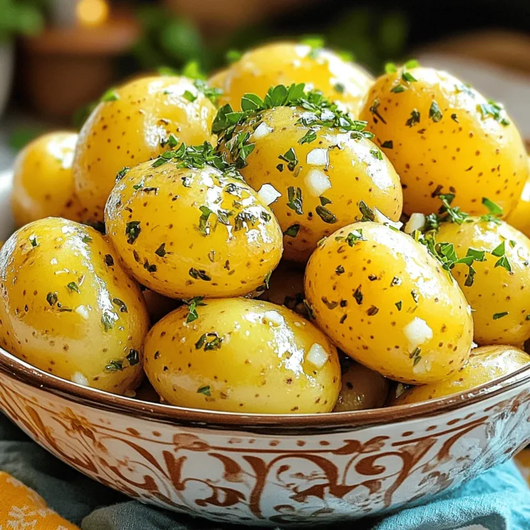 To make Instant Pot Garlic Herb Potatoes, you need the following items: - 2 pounds baby potatoes (red or yellow), washed and halved - 4 garlic cloves, minced - 1/4 cup vegetable or chicken broth - 3 tablespoons olive oil - 2 teaspoons dried oregano - 1 teaspoon dried thyme - Salt and pepper to taste - Fresh parsley, chopped (for garnish) These simple ingredients blend well together. The garlic adds a strong flavor, while the herbs bring freshness. The baby potatoes are tender and cook evenly in the Instant Pot. Using broth gives the potatoes a rich taste. You can also use chicken broth for a deeper flavor. I love using fresh parsley for garnish. It adds a pop of color and hints of brightness to the dish. You can adjust the salt and pepper according to your taste. Feel free to experiment with herbs or spices you enjoy. If you want more ideas, check out the Full Recipe for more details! Start by washing 2 pounds of baby potatoes. Halve each potato and place them in a large bowl. Add 3 tablespoons of olive oil. Next, mix in 4 minced garlic cloves, 2 teaspoons of dried oregano, 1 teaspoon of dried thyme, salt, and pepper. Toss everything until the potatoes are well coated. This step packs the potatoes with flavor. Now, pour 1/4 cup of vegetable or chicken broth into the Instant Pot. This broth will create the steam needed to cook the potatoes perfectly. It adds moisture and flavor to the dish. Place the seasoned potatoes in a steamer basket or directly into the broth. If you use a steamer basket, ensure it sits above the broth. This helps steam the potatoes evenly without them sitting in liquid. Close the Instant Pot lid and set the steam release valve to the sealing position. Select Manual or Pressure Cook mode. Set the timer for 6 minutes at high pressure. This short cooking time makes it quick and easy. Once the cooking time is up, perform a quick release of the pressure. Turn the steam release valve to the venting position. Wait until all the steam escapes, then carefully remove the lid. Fluff the potatoes gently with a fork. This helps keep them light and airy. Taste them and adjust the seasoning if needed. You can add more salt, pepper, or herbs to suit your taste. Transfer the garlic herb potatoes to a serving bowl. For a fresh touch, garnish with chopped parsley. Serve warm and enjoy this flavorful dish! You can find the full recipe for more details. For this recipe, I recommend baby potatoes. They cook evenly and stay tender. Red or yellow baby potatoes work best. Their creamy texture and flavor shine through in this dish. If you want, you can use larger potatoes. Just cut them into smaller pieces for even cooking. To boost the taste of your garlic herb potatoes, try adding fresh herbs. Rosemary, chives, or dill can give a nice twist. A pinch of red pepper flakes adds a bit of heat. You might even sprinkle some grated cheese on top for a rich touch. Experiment with spices you love to find your favorite mix. Cooking time can change based on potato size. For baby potatoes, six minutes is perfect. If you use larger chunks, increase the time to eight or ten minutes. Always check for doneness with a fork. If it goes in easily, your potatoes are ready. Adjust the time if needed for a perfect result. {{image_2}} You can change the herbs for different tastes. For a fresh twist, try rosemary or basil. Both herbs bring a bright flavor to the dish. You can also use dill for a lighter, grassy note. The key is to pick herbs you enjoy. Mix and match to find your favorite combo! To make this dish plant-based, simply swap the chicken broth with more vegetable broth. You can also use a splash of lemon juice for added zest. This keeps the potatoes full of flavor without any animal products. Enjoy the same great taste while sticking to your dietary choices! Want more than just potatoes? You can add other veggies like carrots or green beans. They cook fast and soak up the flavor. If you want protein, add chickpeas or cooked lentils. This adds heartiness to the dish. Feel free to get creative and make it your own! Check out the Full Recipe for more ideas. After making Instant Pot garlic herb potatoes, let them cool. Place them in an airtight container. They will stay fresh in the fridge for up to four days. Make sure to label the container with the date. This helps you keep track of how long they have been stored. When you want to eat them again, just open the container. You can freeze garlic herb potatoes if you have leftovers. First, let them cool completely. Then, place them in a freezer-safe bag or container. Try to remove as much air as possible. They can last up to three months in the freezer. When you are ready to eat them, let them thaw in the fridge overnight. This keeps the taste fresh. To reheat garlic herb potatoes, you have a few good options. The best way is to use the oven. Preheat it to 350°F (175°C). Place the potatoes on a baking sheet and cover them with foil. Heat them for about 15 to 20 minutes. This keeps them crispy. You can also use a microwave if you’re in a hurry. Just place them in a microwave-safe bowl, cover, and heat for 1 to 2 minutes. Check to see if they are warm enough. Adjust the time as needed. The goal is to enjoy your flavorful dish without losing texture. Yes, you can use many potato types for this recipe. I often use baby red or yellow potatoes. They cook well and have a nice texture. You can also try Yukon Gold or fingerling potatoes. Each type brings a unique taste. Just remember to keep the size uniform for even cooking. Cooking time depends on potato size. For baby potatoes, it takes about 6 minutes at high pressure. If you use larger potatoes, cut them into halves or quarters. This helps them cook faster. Always check for doneness with a fork. They should be tender but not mushy. Adding cheese can make the dish even tastier! I suggest using grated Parmesan or cheddar. Stir it in after cooking for a creamy finish. Cheese pairs well with the garlic and herbs. Just ensure you add it while the potatoes are hot for the best melt. Garlic herb potatoes are great as a side dish. They pair well with grilled meats or roasted chicken. You can also serve them with a fresh salad for a light meal. For a fun twist, top them with sour cream or yogurt. Add fresh herbs for color and taste. You don’t need to peel the potatoes for this recipe. The skins add texture and flavor. Plus, they hold nutrients that are good for you. Just make sure to wash them well. If you prefer peeled potatoes, go for it! It’s all about what you like. In this blog post, I walked you through making garlic herb potatoes in an Instant Pot. You learned about key ingredients, step-by-step instructions, and useful tips for adding flavor. I shared storage tips and answered common questions. Using this simple recipe, you can create a tasty side dish. Enjoy experimenting with herbs and variations to make it your own. Trust me; once you try these potatoes, they will become a staple in your meals.
