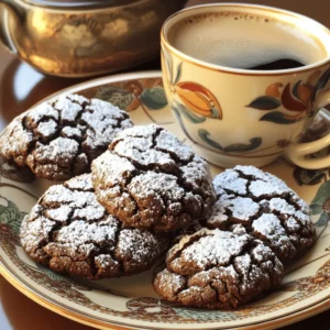 Baking the perfect Chocolate Espresso Crinkle Cookies starts with gathering your ingredients. Each item plays a key role in creating that rich, chocolatey flavor with a hint of espresso. Here is what you need: - 1 cup all-purpose flour - 1/2 cup unsweetened cocoa powder - 2 teaspoons instant espresso powder - 1/2 teaspoon baking powder - 1/4 teaspoon salt - 1/2 cup unsalted butter, melted - 1 cup granulated sugar - 2 large eggs - 1 teaspoon vanilla extract - Powdered sugar for dusting These ingredients come together to create a dough that is thick and sticky. The espresso powder adds depth to the chocolate. The melted butter helps bind everything, while the eggs provide moisture. The baking powder ensures a slight rise, creating that delightful crinkle on top. Remember, using fresh ingredients will yield the best results in texture and taste. This recipe gives you a chance to make cookies that impress your friends and family. Check out the Full Recipe to see how you can bring these treats to life in your kitchen! - Preheat your oven to 350°F (175°C) and line two baking sheets with parchment paper. - In a medium bowl, whisk together: - 1 cup all-purpose flour - 1/2 cup unsweetened cocoa powder - 2 teaspoons instant espresso powder - 1/2 teaspoon baking powder - 1/4 teaspoon salt - In another large bowl, combine: - 1/2 cup melted unsalted butter - 1 cup granulated sugar Whisk until smooth and creamy. - Gradually add the dry mixture to the wet ingredients. Stir with a spatula until no flour streaks remain. The dough will feel thick and sticky. - Chill the dough in the fridge for 30 minutes. This helps the cookies keep their shape while baking. - After chilling, scoop the dough with a tablespoon and roll it into balls. - Roll each ball in powdered sugar until fully coated. Space them on the baking sheets about 2 inches apart. - Bake for 10-12 minutes. The edges should set, but the centers will be soft. Look for cracks on top for that classic crinkle. - Let the cookies cool on the sheets for about 5 minutes. Then transfer them to wire racks to cool completely. For more detailed instructions, check the Full Recipe. To get the perfect crinkle effect, follow these steps: - Chill the dough for at least 30 minutes. This keeps the shape. - Roll the dough balls in powdered sugar. It creates the crinkle look as they bake. - Bake at 350°F (175°C) for 10-12 minutes. Check for soft centers and set edges. Adjusting baking times can help. If you live at a high altitude, reduce the time by 1-2 minutes. For a chewier cookie, bake a bit less. You can swap ingredients to fit your needs: - For butter: Try coconut oil or a vegan butter alternative. - For eggs: Use flax eggs or applesauce. Adjust sweetness by adding less sugar. You can also increase cocoa powder for a richer taste. Just remember, cocoa can make the dough thicker. Make your Chocolate Espresso Crinkle Cookies shine: - Serve them on a fun plate with extra powdered sugar on top. - Pair with a hot cup of coffee or milk. The flavors mix well together. For a twist, add vanilla ice cream on the side. It makes a delightful dessert. For the full recipe, check the details above. Enjoy your baking! {{image_2}} To make your cookies even richer, try adding chocolate chips or nuts. Chocolate chips add extra gooeyness and sweetness. Nuts, like walnuts or pecans, give a nice crunch and depth. You can also enhance flavor by mixing in spices. A dash of cinnamon or nutmeg brings warmth to the cookies. This twist makes them unique and exciting. If you need gluten-free options, use a gluten-free flour blend. It works well in this recipe and keeps the cookies chewy. For vegan alternatives, swap butter with coconut oil. Use flax eggs instead of regular eggs. Just mix one tablespoon of ground flaxseed with three tablespoons of water for each egg. These changes allow everyone to enjoy these treats. You can easily make holiday-themed variations of these cookies. For fall, add pumpkin spice for a cozy flavor. During Christmas, consider adding peppermint extract. Experimenting with different flavors keeps your baking fresh. Remember, the key is to balance flavors with the rich chocolate base to maintain that delightful taste. To keep your Chocolate Espresso Crinkle Cookies fresh, store them in an airtight container. This helps prevent them from drying out. You can use a glass jar or a plastic container. If you have a lot, layer them with parchment paper to avoid sticking. Make sure to place the lid on tight. You can freeze both the dough and the baked cookies. For uncooked dough, scoop and roll it into balls, then freeze on a baking sheet. Once frozen, move them to a bag. This way, you can bake fresh cookies anytime. For baked cookies, let them cool completely first. Then, store them in an airtight bag. To thaw, just leave them at room temperature for a few hours. At room temperature, these cookies last about a week. Keep an eye out for signs of spoilage. If they smell off or look hard, it’s best to toss them. Always trust your senses when deciding if food is safe to eat. What can I use if I don't have instant espresso powder? You can use strong brewed coffee instead. Use 1 tablespoon of coffee for every 2 teaspoons of espresso powder. The flavor will be different but still tasty. Can I make the dough ahead of time? Yes! You can make the dough and chill it in the fridge. Make sure to cover it tightly. You can also freeze the dough for up to three months. Just thaw it in the fridge before use. Why did my cookies spread too much? Cookies may spread too much if the dough is too warm. Make sure to chill the dough for at least 30 minutes. If they still spread, try adding a bit more flour next time. How can I fix dry or crumbly dough? If your dough is dry, add a bit of melted butter or water. Start with one teaspoon at a time. Mix well and check the dough's texture. Are Chocolate Espresso Crinkle Cookies safe for kids? Yes, these cookies are safe for kids. The espresso powder gives a nice flavor but has less caffeine than coffee. They are a fun treat for everyone! Can I use other types of flour for this recipe? You can use gluten-free flour blends as a substitute. Make sure to use a blend that works well for baking. The texture may change, but the cookies will still taste great. For the full recipe, don't forget to check out the Chocolate Espresso Crinkle Cookies section above! This post covered how to make Chocolate Espresso Crinkle Cookies from start to finish. You learned about the ingredients, step-by-step instructions, and tips for success. I shared variations and storage methods to keep your cookies fresh. Remember, baking is fun! Don’t hesitate to experiment with flavors or substitute ingredients. Enjoy making these cookies for yourself or to share with friends. Happy baking!