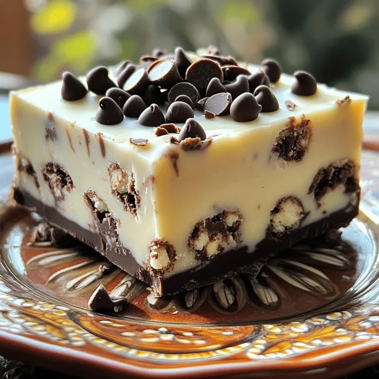 - 2 cups white chocolate chips - 1 can (14 oz) sweetened condensed milk - 2 tablespoons unsalted butter - 1 teaspoon vanilla extract The main ingredients create a sweet and creamy base for the fudge. I love using white chocolate chips because they melt beautifully. Sweetened condensed milk adds richness and a smooth texture. Unsalted butter gives it a nice creaminess, while vanilla extract enhances the flavor. - 1 cup crushed chocolate sandwich cookies (like Oreos) - 1/2 cup mini chocolate chips for topping The crushed chocolate cookies add a fun crunch to the fudge. They also bring a classic cookies and cream flavor that everyone loves. I like to sprinkle mini chocolate chips on top for extra sweetness and a nice look. These toppings make the fudge even more special. For the full recipe, including instructions, check the section above. - Line an 8x8-inch baking dish with parchment paper. - Leave some overhang to help with removal. This step makes it easy to lift the fudge out later. The parchment keeps it from sticking. You will be glad you did this! - Combine 2 cups of white chocolate chips, 1 can of sweetened condensed milk, and 2 tablespoons of unsalted butter in a medium saucepan over low heat. - Stir until smooth. Use low heat to avoid burning the chocolate. Stir it gently and keep an eye on it. You want it melted, not scorched! - Remove the pan from heat and stir in 1 teaspoon of vanilla extract. - Fold in 1 cup of crushed chocolate sandwich cookies. Make sure to mix well but don’t overdo it. You want to see the cookie chunks in your fudge. They add great flavor and texture! - Pour the mixture into the prepared baking dish. - Smooth the top with a spatula. - Sprinkle 1/2 cup of mini chocolate chips on top, pressing them gently into the surface. - Chill the fudge in the refrigerator for about 2-3 hours, or until firm. Once it’s firm, you can lift it out using the parchment overhang. Cut it into squares and enjoy your tasty treat! For the full recipe, check the earlier section. To get the best texture, always use low heat for melting. This helps avoid burning the chocolate. Stir the mixture gently as it melts. This keeps it smooth and creamy. Overmixing can ruin your fudge. Mix just until the ingredients blend well. For a stunning look, drizzle your fudge with chocolate or caramel sauce. This adds a nice touch and makes it more appealing. You can also use colorful toppings like sprinkles or crushed candies. These make your fudge pop with fun colors. Enjoy your cookies and cream fudge fresh or chilled. Both ways taste great! This fudge is perfect for parties or gatherings. It’s easy to share, and everyone loves it. You can cut it into squares for a simple serving option. For the full recipe, check out the detailed instructions above. {{image_2}} You can switch up the flavor of your fudge easily. Try using mint cookies instead of regular ones. Mint adds a fresh taste that many enjoy. You can also use flavored chocolate for a special twist. Think about using caramel or hazelnut chocolate. Adding nuts like pecans or walnuts gives a nice crunch. You can mix in other candies too, like peanut butter cups or M&M's. This keeps things fun and exciting! If you want a vegan version, swap the white chocolate for plant-based chocolate. There are many options today that work great for fudge. You should also check the sweetened condensed milk. You can find coconut or almond milk versions. Adjust sugar levels to fit your diet. This way, you can enjoy fudge without worrying about ingredients. Make your fudge special for the season. For holidays, use themed candy or toppings. Think about red and green sprinkles for Christmas. You can also use candy corn for Halloween. Incorporate seasonal flavors too. Add pumpkin spice in the fall or peppermint in winter. This makes your treat feel festive and fun! To keep your cookies and cream fudge fresh, store it in an airtight container. This helps prevent drying out. Place the container in the fridge. It stays cool and yummy, perfect for snacking! You can also freeze fudge for later. To freeze, cut the fudge into squares. Then, wrap each piece in plastic wrap tightly. Place the wrapped fudge in a freezer bag. This way, it won’t get freezer burn. When you want to enjoy your fudge, take it out of the freezer. Let it thaw in the fridge overnight. You can also leave it at room temp for a few hours. This keeps the fudge soft and tasty. Don’t forget to check out the Full Recipe to make your own delicious fudge! Cookies and cream fudge lasts about one week in the refrigerator. Store it in an airtight container to keep it fresh. If you want to keep it longer, freeze it for up to three months. Just wrap the fudge tightly in plastic wrap and place it in a freezer bag. Thaw it in the fridge before serving. Yes, you can use milk chocolate. This change will give your fudge a sweeter and creamier taste. However, it may affect the texture. Milk chocolate can be softer, so you might need to adjust the amounts of other ingredients. Try adding a bit more crushed cookies for better consistency. One common mistake is using high heat to melt the chocolate. Always melt it on low heat to avoid burning. Another mistake is overmixing after adding the cookies. Gently fold them in to keep the fudge thick and creamy. Lastly, remember to chill the fudge long enough. It should be firm before you cut it. In this guide, we explored how to make delicious cookies and cream fudge. We covered essential ingredients like white chocolate, sweetened condensed milk, and crushed cookies for flavor. I provided step-by-step instructions to ensure your fudge turns out perfectly. Remember to store it right for freshness. You can even try fun variations to suit your taste. Enjoy making this treat for yourself or share it at gatherings. It’s a simple and delightful recipe that anyone can master!