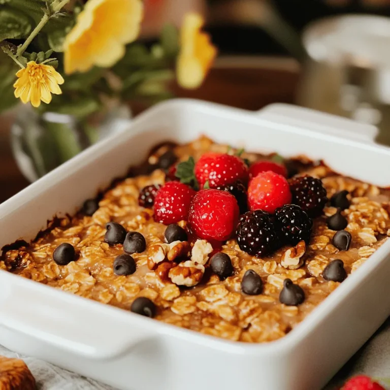 When making viral TikTok baked oats, you need simple ingredients. Here’s what you need: - 1 cup rolled oats - 1 ripe banana, mashed - 1 tablespoon maple syrup - 1 teaspoon vanilla extract - 1 teaspoon baking powder - 1/2 teaspoon cinnamon - 1 cup almond milk (or any milk of your choice) You can add dark chocolate chips and chopped walnuts for extra flavor. These are optional but tasty. Fresh berries make a great topping too. They add color and freshness to your dish. This recipe is easy and fun to make. You can find the full recipe for more details on the steps. 1. Preheat oven and prepare baking dish: Start by preheating your oven to 350°F (175°C). Grab an 8x8 inch baking dish and lightly grease it with cooking spray or oil. This helps the baked oats come out easily. 2. Detailed mixing instructions for ingredients: In a large mixing bowl, combine the rolled oats, mashed banana, maple syrup, vanilla extract, baking powder, cinnamon, and almond milk. Mix everything together until smooth. Make sure there are no lumps. 3. Pouring and spreading the mixture into the dish: Once mixed, pour the oat mixture into your prepared baking dish. Use a spatula to spread it evenly. This ensures even baking and a nice texture. - Recommended baking time and temperature: Place the baking dish in the preheated oven. Bake for about 25-30 minutes. You want the top to be golden brown and firm. - How to check for doneness: To check if it's done, insert a toothpick into the center. If it comes out clean, your baked oats are ready! If not, give them a few more minutes. - How to slice and serve baked oats: After baking, let your dish cool for about 5 minutes. Use a knife to slice it into squares. Serve warm for the best taste. - Topping ideas for enhanced flavor: You can top your baked oats with fresh berries and a drizzle of maple syrup. Other great options include yogurt, nuts, or even a sprinkle of cinnamon for extra flavor. Enjoy your delicious creation! - Overmixing the batter: This can make your baked oats dense. Mix just until combined. - Not greasing the baking dish properly: A well-greased dish helps the oats release easily. Use cooking spray or oil. - Dairy-free alternatives using different milk: Almond milk works great, but you can also use oat or soy milk. Each adds its own flavor. - Alternative sweeteners and their effects: You can swap maple syrup for honey or agave. Each sweetener will change the taste a bit. - How to store leftovers properly: Let the baked oats cool, then place them in an airtight container. They can last in the fridge for up to four days. - Reheating options for best taste: Warm them in the microwave for about 30 seconds. You can add a splash of milk to keep them moist. {{image_2}} You can mix flavors to make baked oats extra tasty. Adding fruits like blueberries or apples brightens the dish. They add sweetness and nutrition. You can also try flavoring with nut butters or spices. A spoon of almond butter gives a nutty taste. A dash of cinnamon or nutmeg warms up the flavor. These small changes can make a big difference. If you're watching your sugar, you can reduce it easily. Using unsweetened applesauce instead of maple syrup lowers sugar. It keeps the oats moist and sweet. For those who need gluten-free options, use certified oats. They taste great and fit many diets. This way, everyone can enjoy baked oats without worry. Seasonal ingredients can change the vibe of your baked oats. In autumn, try pumpkin spice. It gives a cozy flavor perfect for cooler days. In summer, use fresh, seasonal fruits like peaches or strawberries. They add vibrancy and freshness. These twists keep your breakfast exciting all year round. For the full recipe, check the Deliciously Decadent Baked Oats section. The baked oats trend started on TikTok. People began sharing their tasty creations. It became a fun challenge to make baked oats in unique ways. Some TikTokers who helped this trend grow include @fitwaffle and @bakingwithjosh. Their videos showed easy steps and fun flavors. They inspired many to try this dish at home. Baked oats are a hit because they are both good for you and tasty. They have fiber from oats, which helps with digestion. They also provide energy for the day. You can make them in many ways. You can add fruits, nuts, or even chocolate. This makes them perfect for meal prep. You can bake a batch at the start of the week and enjoy them all week long. Users love sharing their baked oats on social media. They post photos and ideas for new flavors. Some use peanut butter, while others try berries. Many say baked oats are their new favorite breakfast. They rank high among other easy breakfast options. The community keeps the trend alive with creativity and fun. Baked oats can last for about five days in the fridge. Store them in an airtight container to keep them fresh. If you want them to last longer, you can freeze them. They will stay good in the freezer for up to three months. Just make sure to wrap them well to avoid freezer burn. Yes, you can! If you do not have bananas, you can use applesauce or yogurt. These ingredients help to keep the oats moist and add flavor. You can also try using a flaxseed egg. Mix one tablespoon of flaxseed meal with three tablespoons of water. Let it sit for a few minutes until it thickens up. Baked oats are quite healthy! They are full of whole grains, which give you energy. They also have fiber that helps with digestion. If you add fruits or nuts, you boost the vitamins and minerals. This makes baked oats a great choice for breakfast or a snack. You can check the Full Recipe for a tasty way to enjoy this healthy dish. Baked oats are delicious and easy to make. We covered the simple ingredients, preparation, and baking steps. You learned about tips to avoid common mistakes and how to store leftovers. We explored flavor variations and the baked oats trend on TikTok. This dish offers health benefits and endless versatility. Try it with your favorite toppings or adjustments. Enjoy a warm and tasty breakfast that fits into your lifestyle effortlessly. Baked oats will become a staple you love.