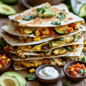 Sheet pan veggie quesadillas are simple and tasty. They combine fresh veggies and cheese, all baked together. This dish serves four and takes about 35 minutes from start to finish. You can enjoy them with salsa and sour cream, making every bite special. - 4 large flour tortillas - 1 cup bell peppers (mixed colors), diced - 1 cup zucchini, diced - 1 cup mushrooms, sliced - 1 small red onion, thinly sliced - 1 cup corn (fresh or frozen) - 1 cup shredded cheese (cheddar or Monterey Jack) - 1 teaspoon cumin - 1 teaspoon smoked paprika - 1 tablespoon olive oil - Salt and pepper to taste - Salsa and sour cream for serving (optional) Each ingredient plays a key role. The flour tortillas hold everything together. The mixed bell peppers add color and crunch. Zucchini and mushrooms bring a soft texture. Red onion adds sweetness. Corn gives a nice pop of flavor. The spices, cumin and smoked paprika, add depth. Cheese melts beautifully, creating a rich, gooey filling. Olive oil helps the veggies roast nicely. Lastly, salt and pepper enhance all these wonderful tastes. This recipe is flexible, letting you swap ingredients based on what you have. For instance, you can use different veggies or even beans for added protein. The options are endless! First, heat your oven to 400°F (200°C). This high heat helps the veggies roast well. While the oven heats, grab a large baking sheet. Line it with parchment paper. This makes cleanup easy and stops sticking. Now, let's prepare the veggies. In a big bowl, mix the diced bell peppers, zucchini, mushrooms, red onion, and corn. Add olive oil, cumin, smoked paprika, salt, and pepper. Toss everything until the veggies are well coated. Spread the seasoned veggies evenly on the baking sheet. Roast them for about 15 minutes. They should be tender and slightly caramelized. After roasting, take the baking sheet out of the oven. Lay half of the flour tortillas over the veggies. Next, sprinkle a nice layer of shredded cheese on top. Place the other tortillas on top of the cheese-covered tortillas. This creates a stacked quesadilla. Put the baking sheet back in the oven and bake for another 10-12 minutes. The tortillas should turn crispy, and the cheese should melt and bubble. Once done, take it out and let it cool for a few minutes. Slice the quesadillas into wedges. Serve them on a large platter with salsa and sour cream for dipping. Enjoy your tasty meal! For the full recipe, check out the earlier section. To get the best flavor, cut your veggies evenly. This helps them cook at the same rate. I like to use a mix of bell peppers, zucchini, mushrooms, red onion, and corn. Toss them in olive oil and spices for extra taste. Keep an eye on them while roasting. You want them tender and slightly brown, which takes about 15 minutes at 400°F. This brings out their natural sweetness and makes them delicious. Crispy tortillas make a big difference in your quesadillas. To achieve this, layer the tortillas carefully. After you add the cheese, place the second tortilla on top. This helps seal in the cheese and keeps the moisture out. Bake the quesadillas until the tortillas are golden and the cheese is melted, usually 10-12 minutes. If you want extra crispiness, you can spray a little olive oil on the tortillas before baking. Serve your quesadillas with salsa and sour cream for a tasty dip. You can also add fresh cilantro or avocado slices for color and flavor. Arrange the quesadilla wedges on a platter to make them look nice. This simple touch makes your meal feel special and inviting. For a fun twist, try a side of guacamole or a fresh salad. These add freshness and balance to the meal. You can find the Full Recipe to take your cooking to the next level! {{image_2}} You can change the veggies in your quesadillas. Use what you like or have on hand. For example, try adding spinach, kale, or broccoli. These veggies add great taste and color. You can also use seasonal vegetables for fresh flavors. Think about using eggplant or asparagus for a unique twist. If you want a dairy-free version, there are many cheese options. Look for brands that make plant-based cheese. They melt well in quesadillas. You can also use nutritional yeast for a cheesy flavor without dairy. This adds extra nutrients too. Just sprinkle it on your veggies before baking. To make your quesadillas heartier, add proteins or legumes. Black beans, chickpeas, or lentils work well. They bring fiber and protein to your meal. You can also use shredded chicken or beef if you prefer meat. Just mix them in with the veggies before roasting. This will give your quesadillas a satisfying boost. To keep your leftover quesadillas fresh, place them in an airtight container. This helps prevent them from drying out. You can also wrap them tightly in plastic wrap or aluminum foil. Store them in the fridge for up to three days. When it’s time to enjoy your leftovers, you have a few simple options. You can use the oven for the best results. Preheat your oven to 350°F (175°C). Place the quesadillas on a baking sheet and heat for about 10-15 minutes. This keeps them crispy. If you’re in a hurry, the microwave works too. Just heat for 30 seconds to 1 minute. Check if they are warm all the way through. If you want to save some quesadillas for later, freezing is a great option. Start by letting them cool completely. Then, wrap each quesadilla in plastic wrap. After that, place them in a freezer-safe bag or container. Label the bag with the date. You can freeze them for up to three months. When you’re ready to eat, thaw in the fridge overnight before reheating. For the full recipe, you can refer to the section above. Enjoy your tasty meal! Yes, you can prepare these quesadillas ahead of time. Just roast the veggies and assemble the quesadillas. Store them in the fridge for up to two days. When you're ready, bake them directly from the fridge. This saves time and makes meal prep easy. You can customize your quesadillas in many ways. Try different veggies like spinach, carrots, or broccoli. Add spices like chili powder or garlic powder for extra flavor. You can also switch the cheese to a variety you prefer. This makes each batch unique and fun to eat. To make gluten-free quesadillas, simply use gluten-free tortillas. Many brands offer great options that taste good. Ensure all your veggies and other ingredients are also gluten-free. This way, everyone can enjoy this tasty meal without worries. We covered how to make delicious sheet pan veggie quesadillas. You learned about the key ingredients, step-by-step instructions, useful tips, and fun variations. Don't hesitate to customize your quesadillas with your favorite veggies or proteins. Proper storage and reheating will keep your leftovers tasty. Enjoy this easy and flavorful meal at any time. Happy cooking!