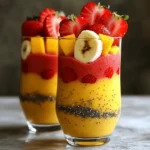 - 1 cup fresh strawberries, hulled and sliced - 1 ripe mango, peeled and diced - 1 banana, sliced Fruits are the stars of this smoothie. Strawberries give a sweet and tart flavor. Mango adds creaminess and tropical vibes. Bananas bring natural sweetness and smooth texture. Each fruit offers vitamins and minerals. Together, they create a bright and colorful drink. - 1 cup Greek yogurt (vanilla or plain) - 1 cup coconut milk (or any milk of your choice) Dairy or non-dairy adds creaminess to the smoothie. Greek yogurt packs protein and calcium, while coconut milk adds a fun tropical flair. You can use any milk you like, such as almond or oat milk. Each choice gives a different taste and texture. - 1 tablespoon honey (optional, for extra sweetness) - 1 tablespoon chia seeds (for added nutrition) To boost flavor, consider adding honey. This will make the smoothie extra sweet. Chia seeds add fiber and omega-3 fatty acids. They also help thicken the smoothie. These small seeds pack a big nutrient punch! Use them to make your drink even healthier. For the full recipe, check out the Strawberry Mango Bliss Smoothie section! - First, wash and hull the strawberries. - Next, peel and dice the mango. - Then, slice the banana into rounds. These steps are important. Clean fruits make a tastier drink. Peeling the mango helps it blend smoothly. Slicing the banana allows for even mixing. - Now, combine the strawberries, mango, and banana in the blender. - Pour in the Greek yogurt and coconut milk. This is where the magic happens! The fruits blend together to create a bright, fruity base. The yogurt adds creaminess, while the milk makes it smooth. - Add chia seeds for a nutrient boost. - Taste the smoothie and adjust sweetness and thickness as needed. Chia seeds are small but mighty. They add fiber and omega-3s. If the smoothie is too thick, add more milk. You can sweeten it with honey, if you like. For the full recipe, check out the detailed instructions above! To make your smoothie creamy, blend the fruits first. Start with the strawberries, mango, and banana. Blend them until smooth. This helps create a nice base. After that, add Greek yogurt and coconut milk. If you want it colder, add a handful of ice. Blend again until everything is mixed well. Too much ice can make it watery, so adjust to your taste. You can switch the yogurt for almond or soy yogurt if you prefer. Coconut milk can be replaced with almond milk or oat milk. These options keep the smoothie tasty and creamy. For extra flavor, add a scoop of vanilla protein powder. You could also toss in a handful of spinach. This adds nutrition without changing the taste much. For a pretty presentation, pour the smoothie into clear glasses. You can garnish with fresh strawberry slices on top. A sprinkle of chia seeds adds texture and looks nice too. Serve with colorful straws for fun. You can even add a slice of mango on the rim of the glass. This makes your drink look fancy and inviting. For the complete recipe, check out the Full Recipe section. {{image_2}} You can mix your smoothie with other fruits. Adding berries like blueberries or raspberries boosts flavor. These fruits add sweetness and extra nutrients. You can also try tropical fruits. Pineapple and kiwi work well with strawberries and mango. They create a fun, vibrant taste. If you need a dairy-free option, use almond or oat milk instead of coconut milk. This keeps the flavors light and fresh. You can also swap Greek yogurt for a plant-based yogurt. For those who want less sugar, use a ripe banana instead of honey. This keeps your smoothie sweet without added sugar. Using seasonal fruits can enhance your smoothie. In summer, add peaches for a juicy flavor. In fall, try pumpkin puree for a warm, cozy taste. You can mix spices like cinnamon or nutmeg to match the season. This gives you a new flavor profile with each change of the year. To keep your smoothie fresh, use suitable containers. Glass jars or BPA-free plastic bottles work well. Seal them tightly to prevent air from entering. Store the smoothie in the fridge for up to 24 hours. The flavor tastes best when fresh, but it can still be good the next day. You can freeze your smoothie, which is great for later. Use ice cube trays to freeze small portions. Once frozen, pop the cubes into a freezer bag. This way, you save space. When you want a smoothie, thaw the cubes in the fridge overnight or blend them into a new smoothie. Make-ahead smoothie packs save time. Prepare all your fruits and ingredients, then place them in freezer bags. Label the bags with the date. When you are ready to blend, just dump the pack into the blender. This method speeds up your morning routine and keeps your smoothie fresh. A strawberry mango smoothie is packed with nutrients. Strawberries are rich in vitamin C, which boosts your immune system. They also contain fiber, which helps with digestion. Mangoes provide vitamin A, good for your skin and eyes. Together, these fruits are low in calories and high in antioxidants. - Strawberries: - High in vitamin C - Contains fiber - Mangoes: - Rich in vitamin A - Packed with antioxidants This smoothie also has Greek yogurt, which adds protein and probiotics. Chia seeds offer omega-3 fatty acids and extra fiber. You get a tasty drink that supports health and wellness. You can prepare this smoothie in advance. To do this, you can chop and store the fruits in the fridge. Keep them in an airtight container for freshness. You can blend the smoothie the night before and store it in the fridge. - Tips for prepping in advance: - Chop fruits ahead of time - Store in airtight containers For best results, drink the smoothie within 24 hours. It tastes best fresh, but you can keep it longer if needed. Making this smoothie vegan is simple. Substitute Greek yogurt with almond or coconut yogurt. You can also swap honey for maple syrup or agave. This keeps the smoothie sweet and plant-based. - Substitutions for dairy ingredients: - Use plant-based yogurt - Replace honey with maple syrup These changes will still provide a creamy and delicious drink. You won’t miss the dairy at all! For smoothies, a powerful blender works best. Look for a model with sharp, strong blades. A high-speed blender can crush ice and blend fruits smoothly. - Recommendations for blenders: - Use a high-speed blender - Ensure blades are sharp Quality matters. A good blender can make a big difference in the texture of your smoothie. Choose one that fits your needs and budget! This guide covered how to make a delicious strawberry mango smoothie. We explored key ingredients, step-by-step instructions, and helpful tips. You learned about variations for your diet and smart storage options. Smoothies can be easy and fun to make. With fresh fruits and nutritious add-ins, you can enjoy a tasty treat. Just remember, you can customize it to match your taste. Now, let your blender do the work and enjoy your refreshing smoothie!