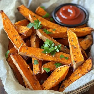 - Sweet potatoes - Garlic - Olive oil - Spices and herbs - Seasoning For this recipe, you need just a few simple items. Sweet potatoes are the star of the show. They bring natural sweetness and a vibrant color. Garlic adds a lovely depth of flavor. Olive oil helps the fries crisp up nicely. You can use a mix of spices and herbs, like paprika, thyme, and rosemary, to bring out the best taste. Don't forget to add salt and pepper for seasoning! - Alternative oils - Spice variations - Seasonal herbs If you don't have olive oil, you can use another oil, like avocado or coconut oil. They both work well and keep the fries crispy. For spices, try adding chili powder or cumin for a kick. You can also swap dried thyme and rosemary for fresh herbs if you have them. Fresh herbs can give a brighter flavor. - Health benefits of sweet potatoes - Garlic’s nutritional value - Overview of healthy fats in olive oil Sweet potatoes are packed with vitamins and minerals. They are rich in beta-carotene, which is great for your eyes. Garlic has many health benefits too. It can boost your immune system and lower blood pressure. Olive oil is full of healthy fats. It helps to keep your heart healthy and supports good cholesterol levels. This recipe not only tastes great but also brings some good nutrition to your plate. For the full recipe, check out the details provided! How to cut sweet potatoes into fries Start by washing your sweet potatoes. Use a sharp knife to chop off both ends. Cut each sweet potato in half lengthwise. Place the flat side down, and slice into long strips. Aim for about a quarter-inch thick for the best fry texture. Mincing garlic effectively Take your garlic cloves and remove the skins. Place the flat side of your knife over a clove and press down firmly to crush it. This helps release the oils. Now, finely chop the garlic. Keep chopping until the pieces are small and even. This ensures great flavor in every bite. Preheating the oven Set your oven to 425°F (220°C). This high heat will help the fries become crispy. Preheating is key for even cooking. Tips for tossing fries with seasonings In a large bowl, add your sweet potato fries. Pour in olive oil, minced garlic, paprika, thyme, rosemary, salt, and pepper. Use your hands to toss everything together. Make sure all fries are well-coated. This helps each fry absorb the tasty flavors. Importance of spacing fries on the baking sheet When spreading fries on a baking sheet, give them space. This allows hot air to circulate around each fry. Crowding the pan can lead to soggy fries. Flipping fries for even cooking Halfway through baking, take out the fries and flip them. Use a spatula to turn them over. This step ensures all sides get crispy and golden brown. Baking time will usually be about 25–30 minutes. Keep an eye on them until they look perfect. For the full recipe, check the instructions above. To get those fries crispy, follow these steps. First, cut sweet potatoes into uniform pieces. This ensures even cooking. Next, toss them well with olive oil. Oil helps to crisp the fries. Spread them out on the baking sheet. Give them space to breathe. Soggy fries happen when they’re too close. Flipping halfway through baking is key. This helps both sides get nice and brown. Fresh herbs pack more flavor than dried ones. Use fresh thyme and rosemary if you can. They add depth to your fries. However, dried herbs are still great. They bring a nice taste too. You can also play with spices. Try adding a pinch of chili powder for heat. Or mix in some cumin for a warm flavor. Don't hesitate to experiment. Each blend can change the whole bite. Serving your fries can be fun. Try a rustic basket with a paper towel inside. This gives a cozy feel. You can also add a small bowl of sauce. Garlic aioli or zesty ketchup works well. For a pop of color, garnish with fresh parsley. It brightens up the dish and adds appeal. When you serve with style, it makes the meal more enjoyable. Be creative! {{image_2}} You can spice up your roasted garlic herb sweet potato fries with different flavors. For a spicy kick, try adding cayenne pepper or chili powder. This will add heat and excitement to each bite. If you prefer something sweeter, sprinkle some cinnamon on your fries. The sweet taste of cinnamon pairs well with the natural sweetness of the potatoes. You can cook these fries in several ways, and each method yields a tasty result. If you have an air fryer, it is a great option. Set it to 400°F (200°C) and cook for about 15-20 minutes. Shake the basket halfway through for even cooking. If you want to deep-fry, heat oil in a pot to 350°F (175°C). Fry the sweet potato pieces for about 3-4 minutes until they turn golden brown. No worries if you follow a special diet. This recipe is easy to adapt. For a vegan-friendly option, just make sure all ingredients are plant-based. Use coconut oil or avocado oil instead of olive oil for a different flavor. If you need gluten-free fries, you are already in luck! Sweet potatoes are naturally gluten-free, so you can enjoy them without any changes. For the full recipe, you can refer to the earlier sections. Enjoy making these delightful fries! To keep your roasted garlic herb sweet potato fries fresh, store them in an airtight container. Let them cool before sealing. This helps avoid moisture buildup. They will last about 3 to 5 days in the fridge. Always check for any signs of spoilage before eating. When you're ready to enjoy leftovers, use the oven for the best results. Preheat your oven to 400°F (200°C). Place the fries on a baking sheet in a single layer. Bake for about 10-15 minutes. This method helps restore their crispiness. You can also use an air fryer for quick reheating. Just a few minutes at 350°F (175°C) will do the trick. Freezing sweet potato fries is easy. For raw fries, spread them on a baking sheet and freeze them for a few hours. Then, transfer them to a freezer bag. For cooked fries, let them cool and place them in a freezer-safe container. Raw fries can last up to 6 months in the freezer. Cooked fries are best used within 3 months. To cook from frozen, bake them directly at 425°F (220°C). You may need to add a few extra minutes to the cooking time. How long do I bake sweet potato fries for the best texture? Bake your sweet potato fries for 25 to 30 minutes. Flip them halfway to ensure even cooking. This timing creates a crispy outside and soft inside. Can I use pre-cut sweet potatoes for this recipe? Yes, you can use pre-cut sweet potatoes. Just check if they are seasoned. If not, toss them with the garlic and spices as in the recipe. What can I serve with Roasted Garlic Herb Sweet Potato Fries? These fries pair well with many dips. Try garlic aioli, ranch, or zesty ketchup. They also go great with grilled meats or salads. Can I make this recipe ahead of time? You can prep the sweet potatoes ahead. Cut them and toss them with seasonings. Store them in the fridge for up to a day before baking. How do I ensure the fries are evenly cooked? To cook your fries evenly, spread them out on the baking sheet. Avoid crowding them. Flipping them halfway through helps too. How to adjust seasoning for personal taste? Taste the seasoning mix before tossing with the fries. If you want more spice, add extra paprika or herbs. Adjust salt and pepper to your liking. Can I scale this recipe for larger servings? Yes, you can easily double or triple the recipe. Just make sure to use more baking sheets if needed. Keep the same cooking time and check for doneness. In this blog post, we explored making delicious roasted garlic herb sweet potato fries. We covered key ingredients, substitutions, and their nutritional benefits. I shared step-by-step instructions for preparation and cooking, along with tips to achieve the perfect fry texture. We looked at different seasoning ideas and cooking methods, plus how to store and reheat leftovers effectively. Remember, these fries are not just tasty—they're also good for you. Enjoy experimenting with flavors and cooking styles! Your sweet potato fries will impress everyone.