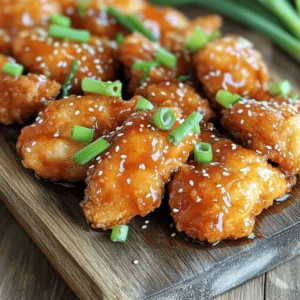 - 1 pound chicken thighs, boneless and skinless - 1/2 cup all-purpose flour - 1/2 cup cornstarch To make crispy honey garlic chicken, start with fresh chicken thighs. I prefer boneless and skinless for easy cooking and eating. The flour and cornstarch mix gives the chicken a perfect crunch. - 1 teaspoon baking powder - 1/2 teaspoon salt - 1/2 teaspoon black pepper - 1/4 teaspoon cayenne pepper (optional) The spices enhance the flavor. Baking powder helps the coating puff up. Salt and pepper add basic seasoning. If you like a kick, add cayenne pepper. - 3 tablespoons honey - 4 cloves garlic, minced - 1 tablespoon soy sauce (low sodium) - 1 tablespoon rice vinegar - Chopped green onions and sesame seeds for garnish The sauce is the star of this dish. Honey brings sweetness, while garlic adds depth. Soy sauce gives a savory taste, and rice vinegar helps balance the flavors. Green onions and sesame seeds make it look great on the plate. You can find the full recipe in the article. This dish is simple yet full of flavor. Perfect for a weeknight dinner! Start by cutting the chicken thighs into bite-sized pieces. This helps them cook evenly. Next, pat the chicken dry with a paper towel. Dry chicken gives you a crispier finish when frying. In a large bowl, mix together the all-purpose flour, cornstarch, baking powder, salt, black pepper, and optional cayenne pepper. This blend creates a tasty and crunchy coating. Pour the buttermilk into a separate bowl. The buttermilk helps the flour mixture stick to the chicken. Dredge each piece of chicken in the buttermilk. Then, coat it in your flour mixture. Make sure each piece is fully covered. In a large skillet, heat vegetable oil over medium-high heat. Aim for about 350°F or 175°C. In a small saucepan, combine honey, minced garlic, soy sauce, and rice vinegar. Stir well and bring to a simmer. Cook for about 3-4 minutes until the sauce thickens and the garlic smells great. Once the chicken is golden brown, add it to the saucepan with the honey garlic sauce. Toss the chicken to coat each piece evenly. Serve the honey garlic chicken on a platter. Garnish with chopped green onions and sesame seeds for a beautiful finish. For the full recipe, check out the details provided above. To get crispy chicken, start by drying the chicken pieces well. Use paper towels to remove any moisture. This step helps the coating stick better. For frying, the oil temperature is key. Heat the oil to about 350°F (175°C). If it's too cold, the chicken will absorb oil and become greasy. If it's too hot, the outside will burn before the inside cooks. To boost flavor, try adding fresh herbs like thyme or rosemary to the sauce. These herbs add depth and freshness. When balancing sweetness and saltiness, taste as you go. A bit more soy sauce can enhance the salty taste. If it feels too sweet, add a splash of vinegar. This will brighten up the dish. Pair crispy honey garlic chicken with steamed rice or a fresh salad. These sides complement the rich sauce well. For drinks, iced tea or a light beer works nicely. To make your dish look great, garnish with chopped green onions and sesame seeds. Arrange the chicken neatly on a plate for a nice visual appeal. For the full recipe, check out the detailed steps above. {{image_2}} To make your chicken spicy, add sriracha or chili paste to the sauce. Start with one teaspoon and taste. You can always add more if you want more heat. Adjust the spice level to suit your taste buds. Some like it hot, while others prefer mild. If you want a healthier option, try baking the chicken. Preheat your oven to 400°F. Place the coated chicken pieces on a baking sheet lined with parchment paper. Bake for about 20 to 25 minutes. Flip them halfway through for even cooking. The chicken should be crispy and golden. You can swap chicken thighs for chicken breast, tofu, or shrimp. If using chicken breast, cut it into smaller pieces for even cooking. For tofu, use firm tofu and press it to remove excess water. Shrimp cooks quickly, so reduce the cooking time to just 3 to 4 minutes. Adjust the cooking method based on the protein type for best results. Check the Full Recipe for more details! Store any leftover crispy honey garlic chicken in the fridge. Place the chicken in an airtight container. This keeps it fresh and tasty for about three days. I recommend using glass containers. They do not absorb odors and are easy to clean. To enjoy your chicken again, you should reheat it carefully. The best way is to use an oven. Preheat it to 375°F (190°C). Place the chicken on a baking sheet and warm it for about 10 to 15 minutes. This method keeps it crispy. You can also use a skillet. Heat it over medium heat and add the chicken. Cook for about 5 to 7 minutes, turning to crisp all sides. Yes, you can freeze crispy honey garlic chicken! First, let it cool completely. Then, wrap each piece tightly in plastic wrap. Place the wrapped chicken in a freezer bag. This keeps it good for up to three months. To thaw, move it to the fridge overnight. Reheat it in the oven or skillet. This will help restore its crispy texture. For the full recipe, check the main section above. To thicken your honey garlic sauce, you can use a few easy methods. One way is to let the sauce simmer longer on low heat. This reduces the liquid and makes it thicker. You can also mix a little cornstarch with water to create a slurry. Add this to the sauce and stir well. Heat it again until it thickens. Another option is to add more honey. Honey has a natural thickness that can help. To reheat crispy chicken, use your oven. Preheat it to 350°F (175°C). Place the chicken on a baking sheet. Bake for about 10-15 minutes. This keeps the chicken crisp and hot. You can also use an air fryer. Set it to 350°F (175°C) and cook for 5-7 minutes. Both methods keep the chicken crunchy and tasty. Yes, you can use different meats for this recipe. Chicken breast is a great choice, but you can also try pork or turkey. If you want a non-meat option, tofu works well too. Just cut it into bite-sized pieces and follow the same steps. Cooking times may vary, so check for doneness. To make this recipe gluten-free, swap regular flour for gluten-free flour. You can find many types, like almond or rice flour. For the sauce, check your soy sauce. Use a gluten-free version or tamari. This way, you can still enjoy the dish without gluten. You learned how to make crispy honey garlic chicken with simple steps and ingredients. We covered the main ingredients, the cooking process, and even tips for perfect results. You can adjust flavors or try different proteins to keep it fresh. Don't forget how to store and reheat leftovers for later enjoyment. I hope you feel ready to create this dish in your kitchen. Enjoy your cooking and share your meals with others!