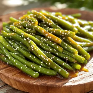 - Fresh green beans - Honey - Garlic - Soy sauce - Sesame oil - Olive oil - Fresh ginger - Salt and pepper - Sesame seeds (optional) Gathering the right ingredients makes cooking fun and easy. For honey garlic green beans, I love using fresh green beans. They add a nice crunch and bright color. Honey gives the dish its sweet touch. I always use fresh garlic since it boosts the flavor. Soy sauce adds umami, while sesame oil gives a nutty hint. Olive oil helps in cooking the beans. Fresh ginger brings warmth and zest to the dish. Don't forget salt and pepper to taste! If you want, sprinkle sesame seeds on top for extra flair. Each ingredient plays a role in making this side dish a hit. - Pot for blanching - Skillet for sautéing - Mixing bowl for sauce - Ice bath setup You’ll need a few tools to make this dish. A pot is key for blanching the green beans. This step keeps them bright and crisp. A skillet is great for sautéing the beans and sauce together. Use a mixing bowl for whisking the honey garlic mixture. Lastly, set up an ice bath to cool the beans quickly. Having these tools ready makes the process smooth and fun. You’ll enjoy creating this delicious side dish! To start, we need to blanch the green beans. Bring a pot of salted water to a boil. Once boiling, add 1 pound of fresh green beans that you have trimmed. Let them cook for about 3 to 4 minutes. You want them bright green and tender-crisp. After blanching, quickly drain the beans. Now, it's time for the ice bath technique. Fill a large bowl with ice and cold water. Plunge the green beans into this ice bath right after draining. This stops the cooking and keeps the beans crisp. After a few minutes, drain them again and set aside. Next, we’ll make the honey garlic sauce. In a small bowl, combine the following ingredients: - 3 tablespoons honey - 3 cloves garlic, minced - 2 tablespoons soy sauce - 1 tablespoon sesame oil - 1 teaspoon fresh ginger, minced - Salt and pepper to taste Whisk these together until well mixed. For flavor enhancement, you can tweak the amounts of honey or soy sauce. Taste as you go. If you like it sweeter, add more honey. If you want a saltier kick, add a bit more soy sauce. Now, let's cook the green beans. Heat 1 tablespoon of olive oil in a large skillet over medium heat. Once hot, add the blanched green beans and sauté them for about 5 minutes. You want them tender but still crisp. After that, pour the honey garlic sauce over the beans in the skillet. Toss them well to coat. Cook for an additional 3 to 4 minutes. This allows the sauce to caramelize slightly. You want that sweet and savory flavor to stick to the beans. Now you have a dish that looks and tastes amazing! For the full recipe, don't forget to check the main article! To get the best texture for your honey garlic green beans, focus on two main steps. First, blanch the green beans for 3-4 minutes. This makes them bright green and tender-crisp. Next, sauté them at medium heat. This gives them a nice, tender bite without losing their crunch. You can adjust the sweetness and saltiness easily. If you like things sweeter, add more honey. For salt, just a dash of soy sauce can do wonders. Also, think about adding spices. A pinch of red pepper flakes gives a nice kick. A sprinkle of lemon zest can brighten the dish too. Honey garlic green beans pair well with proteins like chicken or tofu. They also go great with grains, such as rice or quinoa. This makes for a balanced meal that is full of flavor. You can serve them hot or at room temperature, making them perfect for any occasion. If you want to impress, add a sprinkle of sesame seeds on top for a nice touch. You can follow the Full Recipe for more details on preparation. {{image_2}} You can easily make honey garlic green beans vegan. Just swap honey for maple syrup. This keeps the sweet flavor while sticking to a plant-based diet. Use soy sauce or tamari for a gluten-free option. Both provide a great taste without gluten. Adding seasonal vegetables can enhance this dish. Try tossing in sliced bell peppers or carrots in spring. In fall, add roasted squash for a warm touch. You can also change the sauce flavors. In summer, use fresh herbs like basil. In winter, add a pinch of cinnamon for warmth. You can serve honey garlic green beans hot or cold. Hot beans are great with a meal. Cold beans work well in salads. For gatherings, think about how you present the dish. Use a large platter and sprinkle sesame seeds on top. This adds a nice touch and looks inviting. To store your honey garlic green beans, place them in an airtight container. This helps keep them fresh. Let the beans cool before sealing. Use a glass or plastic container that fits well. It’s best to eat them within three to four days. You can freeze honey garlic green beans for later use. First, let them cool completely. Then, place them in a freezer-safe bag. Squeeze out extra air before sealing. This prevents freezer burn. When ready to eat, thaw them in the fridge overnight. Reheat gently in a skillet, adding a splash of water if needed. Fresh green beans last about a week in the fridge. Cooked honey garlic green beans stay good for three to four days. If frozen, they can last up to three months. Always check for any off smells or changes in color before eating. Can I use frozen green beans? Yes, you can use frozen green beans. They are quick and easy. Just thaw them before using. Cook them a bit longer in the pan. This helps them get tender and mix well with the sauce. How can I make this dish spicier? To add spice, include red pepper flakes. You can also use sriracha or chili oil. Start with a small amount and taste as you go. This way, you can find the right heat level for you. What can I serve with honey garlic green beans? These green beans pair well with many dishes. Try serving them with grilled chicken or tofu. They also go great with rice or quinoa. You can even serve them at a barbecue for a fresh side dish. Caloric content and macros This dish contains about 120 calories per serving. Each serving has 5g of protein, 6g of fat, and 15g of carbs. This makes it a healthy side option. Health benefits of key ingredients Green beans are rich in vitamins A, C, and K. They also have fiber, which aids digestion. Honey has antioxidants and can provide quick energy. Garlic may boost your immune system, making this dish both tasty and healthy. Traditional recipes and influences Honey garlic dishes have roots in Asian cuisine. They often blend sweet and savory flavors. Many cultures use similar ingredients, making this dish popular worldwide. This recipe is a simple twist on those rich traditions. Cultural significance of honey garlic dishes Honey garlic dishes symbolize balance in flavors. They reflect harmony in cooking styles. These dishes often unite people around the table, making them special in many cultures. The blend of sweet and savory creates a memorable dining experience. You now have a complete guide to making honey garlic green beans. You learned about key ingredients, helpful tools, and step-by-step cooking instructions. I shared tips to enhance texture and flavor, along with storage methods. Don’t forget to try different variations to suit your taste. This dish is easy to adapt for any meal. Enjoy the fresh, savory flavors while impressing your guests. With practice, your honey garlic green beans will become a favorite on your table.
