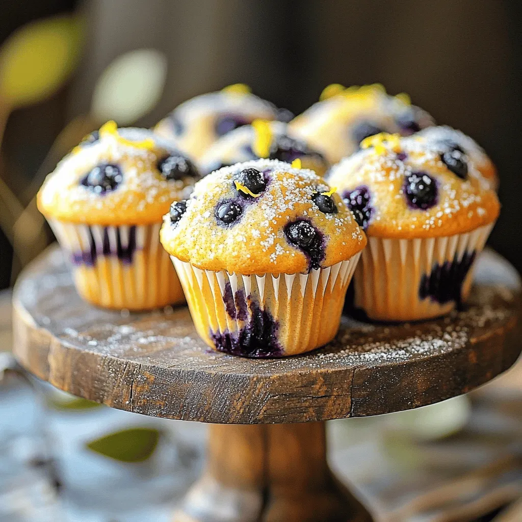 To make these classic blueberry muffins, you need a few key ingredients: - 2 cups all-purpose flour - 1 cup granulated sugar - 1 tablespoon baking powder - 1/2 teaspoon salt - 1/2 cup unsalted butter, melted and cooled - 1 cup milk (whole or almond) - 2 large eggs - 1 teaspoon vanilla extract - 1 1/2 cups fresh blueberries These ingredients work together to create a soft, fluffy, and delicious muffin. The flour gives structure, while the sugar adds sweetness. Baking powder helps them rise, leading to a light texture. Butter adds richness, and milk keeps them moist. Blueberries are the star of this dish, bursting with flavor. You can also enhance your muffins with these optional ingredients: - Zest of 1 lemon (for added flavor) - 1 tablespoon coarse sugar (for topping, optional) - Variations for milk substitutes (whole or almond) Adding lemon zest brings a bright, fresh taste. Coarse sugar on top gives a nice crunch. If you're avoiding dairy, almond milk works well. These extras can elevate your muffins, making them even more special. For the complete recipe, check out the [Full Recipe]. 1. Preheat your oven to 375°F (190°C). This step makes sure your muffins bake evenly. Line a 12-cup muffin pan with paper liners or grease it with non-stick spray. 2. In a large mixing bowl, combine the dry ingredients. Add 2 cups of all-purpose flour, 1 cup of granulated sugar, 1 tablespoon of baking powder, and 1/2 teaspoon of salt. Whisk them together until they are well mixed. 3. In another bowl, combine the wet ingredients. Whisk together 1/2 cup of melted butter, 1 cup of milk, 2 large eggs, and 1 teaspoon of vanilla extract. Make sure everything is smooth and fully mixed. 1. Now, it's time to mix the wet and dry ingredients. Pour the wet mixture into the dry mixture. Use a spatula to gently mix them together. Do not overmix; a few lumps are okay. 2. Carefully fold in the blueberries and lemon zest. Add 1 1/2 cups of fresh blueberries. If you use frozen blueberries, keep them frozen to avoid color bleeding. 3. Next, fill the muffin cups. Scoop the batter into each cup, filling them about 3/4 full. If you like a crunchy top, sprinkle 1 tablespoon of coarse sugar on top. 4. Bake your muffins for 18-22 minutes. They are ready when the tops turn golden and a toothpick comes out clean from the center. For the complete recipe, check out the Full Recipe section. To make perfect blueberry muffins, the texture matters a lot. First, avoid overmixing the batter. When you mix the wet and dry ingredients, stop as soon as you see no dry flour. Lumps are okay. Overmixing makes the muffins tough, which we don’t want! Next, cooling the muffins properly is key. After baking, let them sit in the pan for just five minutes. This keeps them moist. Then, transfer them to a wire rack. Cooling them fully helps maintain a soft texture and stops sogginess. You can make your muffins even better with a few simple additions. Consider adding chopped nuts, like walnuts or pecans, for a crunchy bite. A pinch of cinnamon or nutmeg can add warmth and depth to the flavor. You can also play with the sweetness. If you prefer a less sweet muffin, reduce the sugar by a quarter cup. For a sweeter treat, add a bit more sugar or top the muffins with a sprinkle of coarse sugar before baking. This gives a nice, sweet crunch on top. For the complete recipe, check out the [Full Recipe]. {{image_2}} You can easily switch up your classic blueberry muffins with new flavors. One fun option is lemon-blueberry muffins. Just add the zest of one lemon to your batter. This brings a bright and fresh taste to each bite. The lemon pairs well with the sweet blueberries, creating a lovely balance. Another delightful option is almond-flavored muffins with blueberries. You can achieve this by adding almond extract instead of vanilla. This gives a nutty twist that makes your muffins stand out. You can also sprinkle sliced almonds on top before baking for extra crunch. If you follow a gluten-free diet, you can still enjoy these muffins. Just replace the all-purpose flour with a gluten-free blend. Many blends work well and keep the muffins soft. You can use the same amount, making it easy to convert the recipe. For those who want vegan muffins, I have good news! You can swap the eggs for flax eggs. To make a flax egg, mix one tablespoon of ground flaxseed with three tablespoons of water. Let it sit for a few minutes to thicken. Also, use almond or soy milk instead of regular milk. This keeps your muffins moist and delicious. Try these variations to create your perfect blueberry muffin. New flavors and dietary choices make baking fun! For the full recipe, check out the Berrylicious Blueberry Muffins 🫐🧁 section above. To keep your muffins fresh, store them in an airtight container. This helps prevent them from drying out. You can keep the muffins at room temperature for up to three days. If your kitchen is warm and humid, it’s best to keep them in the fridge. However, this can change the texture. Muffins may become dense and less fluffy when chilled. To freeze muffins, first, let them cool completely. Wrap each muffin tightly in plastic wrap. Then place the wrapped muffins in a freezer-safe bag or container. This helps keep out air and prevents freezer burn. You can freeze muffins for up to three months. When you want to enjoy a muffin, take it out of the freezer. Unwrap it and reheat it in a microwave for 20 to 30 seconds. For a crisp top, you can warm it in the oven at 350°F (175°C) for about 10 minutes. This method keeps your muffins tasting fresh and delicious. Can I use frozen blueberries instead of fresh? Yes, you can use frozen blueberries! They work well in muffins. Just add them straight from the freezer. This helps keep your muffins from turning blue. How do I know when my muffins are done baking? Check your muffins at 18 minutes. Insert a toothpick into the center. If it comes out clean, your muffins are done. The tops should look golden brown too. What can I do if my muffins are too dry? If your muffins are dry, try adding more milk next time. You can also reduce baking time slightly. This keeps them moist and fluffy. How to make blueberry muffins in a mini version? To make mini muffins, use a mini muffin pan. Fill each cup about halfway. Bake at the same temperature for 10-12 minutes. Keep an eye on them as they bake. Can I substitute any ingredients for a healthier muffin? Yes, you can! Try using whole wheat flour instead of all-purpose flour. You can also use less sugar or substitute it with honey. These changes can make a healthier muffin. In this post, we covered everything about making classic blueberry muffins. You learned the key ingredients, step-by-step instructions, baking tips, and cool variations. Baking perfect muffins means mixing well but not too much. Fresh blueberries make a big difference. You can try new flavors and adaptations, like gluten-free options. Remember to store muffins properly and enjoy them warm. With these tips, you can bake tasty muffins that everyone loves. Now get in the kitchen and start baking!