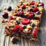 To make these tasty bars, you need: - 2 cups rolled oats - 1 cup pitted cherries, halved (fresh or frozen) - 1/2 cup dark chocolate chips - 1/2 cup honey or maple syrup - 1/2 cup almond butter (or any nut butter of choice) - 1/4 cup unsweetened cocoa powder - 1 teaspoon vanilla extract - 1/2 teaspoon baking soda - 1/4 teaspoon salt - Optional: 1/4 cup chopped nuts (walnuts or almonds) Each ingredient plays a key role. If you want to swap some, here are ideas: - Rolled oats can be replaced with quick oats. They will change the texture slightly. - Pitted cherries can be fresh or frozen. Dried cherries also work but will change the moisture. - Dark chocolate chips can be swapped for milk chocolate or even white chocolate. - Honey or maple syrup can be replaced with agave syrup or brown sugar for sweetness. - Almond butter can be replaced with peanut butter or sunflower seed butter for nut-free bars. - Unsweetened cocoa powder can be swapped for carob powder for a different flavor. - Vanilla extract is key, but you can skip it if you run out. - Baking soda helps the bars rise. You can use baking powder instead, but reduce the amount slightly. - Salt enhances flavor; you can reduce it or skip it if needed. - Chopped nuts add crunch but are optional. You can leave them out if you prefer. Understanding what goes into these bars helps you enjoy them more. Here’s a rough breakdown: - Rolled oats: Great for fiber and energy. - Cherries: Packed with vitamins and antioxidants. - Dark chocolate chips: Offer some minerals and can boost mood. - Honey or maple syrup: Provide natural sugars for quick energy. - Almond butter: Rich in healthy fats and protein. - Cocoa powder: Contains antioxidants and adds flavor. - Vanilla extract: Adds a nice aroma and taste. - Baking soda: Helps with rising and texture. - Salt: Enhances all flavors in the bars. - Nuts (if used): Add protein and healthy fats. These bars are not just delicious. They are also a good snack choice for energy and nutrients. For the full recipe, check out the instructions next! To start, gather your ingredients. You need rolled oats, cherries, chocolate chips, honey, almond butter, cocoa powder, vanilla extract, baking soda, and salt. If you like, you can add nuts too. First, preheat your oven to 350°F (175°C). Line an 8x8-inch baking pan with parchment paper. Make sure to leave some paper hanging over the edges. This will help you lift the bars out later. In a large bowl, mix the rolled oats, cocoa powder, baking soda, and salt. Stir until everything is well combined. In another bowl, whisk the almond butter, honey (or maple syrup), and vanilla extract. Make it smooth. Next, combine the wet and dry ingredients. Pour the almond butter mix into the dry mix. Stir until you have a thick and sticky dough. Be sure to mix well! Fold in the halved cherries and chocolate chips. If you want to add nuts, now is the time. Once mixed, transfer the dough into the prepared pan. Press it down firmly with a spatula to make an even layer. Now it’s time to bake. Place the pan in your preheated oven. Bake for 25 to 30 minutes. Look for golden edges and a firm center. Keep an eye on it; we want it just right. When it's done, take it out and let it cool for about 15 minutes in the pan. Use the parchment paper to lift it out and cool completely on a wire rack. To get the best bars, make sure your dough is thick and sticky. If it feels too dry, add a little more almond butter or honey. If it’s too wet, add a bit more oats. Press the mixture down firmly in the pan for even baking. This helps the bars hold together better. Let them cool fully before cutting. This will help you get nice, clean edges! For the complete recipe, check out the Full Recipe section. To make Cherry Chocolate Chip Oat Bars even tastier, try adding spices. Cinnamon adds warmth. Nutmeg gives a nice twist. You can also add a splash of almond extract for a nutty flavor. If you want some crunch, toss in some chopped nuts. Walnuts or almonds work great. You can use dried fruits, like cranberries, for added sweetness. Each change can give your bars a new twist. One common mistake is overmixing the dough. This can make the bars tough. Mix just until combined for a soft texture. Ensure your oven is preheated. If it’s not hot enough, the bars may not bake well. Always check that your baking soda is fresh. Old baking soda can lead to flat bars. Lastly, let the bars cool before cutting. This helps them set better and makes slicing easier. These bars are perfect as a snack or dessert. You can serve them warm with a scoop of ice cream. A dollop of yogurt on top adds creaminess. Pair them with fresh fruit for a full treat. They also make a great breakfast option. Enjoy them with your morning coffee or tea. These bars are versatile and can fit any occasion! {{image_2}} If you want to change up the flavor, you can use other fruits. Try blueberries, raspberries, or even diced apples. Each fruit brings its own taste and texture. It adds fun to the bars while keeping them tasty. You can mix and match to find your favorite combo. Chocolate chips are key to these bars. You can use dark chocolate chips for a rich taste. Milk chocolate adds sweetness, which many love. If you prefer a vegan option, there are dairy-free chocolate chips out there. This way, you can cater to different diets while keeping the bars delicious. For a gluten-free version, replace rolled oats with certified gluten-free oats. This keeps the bars safe for those with gluten issues. If you need a nut-free option, use sunflower seed butter instead of almond butter. These swaps let everyone enjoy the bars without worry. To keep your Cherry Chocolate Chip Oat Bars fresh, start by letting them cool completely. Use an airtight container to store them. You can stack them with parchment paper in between each layer. This keeps them from sticking together. Store them at room temperature for up to a week. If you want extra freshness, put them in the fridge. Chilling can make them even more delicious! Freezing your oat bars is easy and smart. Cut them into squares before freezing. Wrap each bar tightly in plastic wrap. This prevents freezer burn. Place the wrapped bars in a freezer-safe bag or container. They can last for up to three months in the freezer. When you want one, just take it out and let it thaw at room temperature. You can also warm it up in the microwave for a tasty treat. Cherry Chocolate Chip Oat Bars last about one week at room temperature. In the fridge, they can last even longer, up to two weeks. Look for signs of spoilage like an off smell or mold. If the bars feel dry or hard, they might be past their prime. Always check before you eat. Keeping an eye on these details helps you enjoy your delicious oat bars longer! Yes, you can use instant oats. They will change the texture. Instant oats make the bars softer and chewier. Rolled oats give a better bite. If you prefer a firmer bar, stick with rolled oats. You can use peanut butter or sunflower seed butter. Both work well in this recipe. They provide a similar creaminess. Each adds its unique flavor, so choose what you like best. To make these bars vegan, replace honey with maple syrup. Use a plant-based butter instead of almond butter. Make sure your chocolate chips are dairy-free. This way, you keep all the yummy flavor while being vegan. To cut the bars neatly, let them cool completely. Use a sharp knife for clean cuts. If you warm the knife slightly, it helps cut through the bars smoothly. You can also line the pan with parchment paper for easy lifting. Check the Full Recipe for more tips! You've learned how to make tasty Cherry Chocolate Chip Oat Bars. We covered each ingredient and its perks. The step-by-step guide helps you bake them right. Remember to avoid common mistakes to get the best taste. With substitutions, you can customize the bars to your liking. Store them well for lasting freshness. Now, you can enjoy a sweet and healthy treat anytime you want. Happy baking!