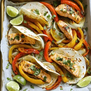 Here’s what you need for Easy Sheet Pan Salmon Fajitas. Gather these ingredients for a fun and tasty meal: - 1 lb salmon fillet, cut into bite-sized pieces - 2 bell peppers (any color), sliced - 1 medium onion, sliced - 3 tablespoons olive oil - 2 teaspoons chili powder - 1 teaspoon ground cumin - 1 teaspoon garlic powder - 1/2 teaspoon smoked paprika - Salt and pepper to taste - 8 small flour or corn tortillas - Fresh cilantro, for garnish - Lime wedges, for serving These ingredients work together to create a dish that is both simple and full of flavor. The salmon brings a rich taste, while the vegetables add crunch and color. Each spice adds a unique depth, making every bite exciting. You can find the full recipe to guide you through the cooking process. Enjoy crafting this delightful meal! - Preheat your oven to 400°F (200°C). - Line a baking sheet with parchment paper. - In a large bowl, combine sliced bell peppers and onion with 3 tablespoons of olive oil, chili powder, ground cumin, garlic powder, smoked paprika, salt, and pepper. - Toss well to coat the veggies evenly. - Spread the seasoned vegetables on one side of the sheet pan. - Coat salmon pieces with olive oil and place them on the other side of the pan. - Bake everything for 15-20 minutes. Check for doneness to ensure the salmon is cooked through. - Warm the tortillas in a dry skillet or microwave until soft. - Once done, assemble salmon and veggies in the warm tortillas. - Add fresh cilantro and a squeeze of lime juice for extra flavor. You can find the complete instructions in the Full Recipe. Enjoy your cooking! I love to play with flavors. For a zestier kick, add more chili powder. If you prefer a milder taste, reduce it. You can also mix in some lime zest for a fresh twist. For a smoky flavor, increase the smoked paprika. Experiment with spices to find what you love. Cooking time depends on the salmon's thickness. Thicker pieces need a bit more time, while thinner ones cook faster. Check your salmon at 15 minutes. If it flakes easily with a fork, it's done! Different ovens heat unevenly, so keep an eye on your dish. If your oven runs hot, reduce the time slightly. These salmon fajitas shine with simple sides. A fresh avocado salad pairs well. You can also serve with black beans or corn on the side. For dips, try a creamy avocado sauce or salsa. A cold drink, like lemonade or iced tea, complements the meal perfectly. Enjoy your colorful, tasty dish! {{image_2}} You can switch salmon for chicken or tofu. Chicken works well because it absorbs flavors nicely. Cut chicken into small pieces like the salmon. Cook it for about 20-25 minutes. Tofu is a great choice for a plant-based option. Press it to remove extra water, then cut it into cubes. Bake it for 15-20 minutes too. Both options are tasty and keep the dish simple. Feel free to add more veggies for fun and flavor. Zucchini, corn, or mushrooms are great choices. Slice zucchini into thin rounds and add it to the mix. Corn can bring a sweet crunch. You can chop mushrooms and toss them in for extra depth. Mixing different vegetables keeps every bite exciting. Don’t be shy to use what you like! Want it spicier? Add more chili powder or fresh jalapeños. You can sprinkle red pepper flakes for an extra kick. If you prefer it milder, use less chili powder. You can also add more lime juice to balance the heat. Adjusting spice levels makes this dish fun for everyone. Your taste buds will thank you! For the complete recipe, check out the [Full Recipe]. To store your leftover salmon fajitas, first let them cool. This step helps keep the food fresh. Use an airtight container for best results. You can separate the salmon, veggies, and tortillas or store them together. If you store them together, the tortillas may get soggy. I recommend using glass containers or heavy-duty plastic bags. When you reheat salmon fajitas, you want to keep them moist. The best method is to use the oven. Preheat your oven to 350°F (175°C). Place the salmon and veggies on a baking sheet. Cover them with foil to trap moisture. Heat for about 10-15 minutes. You can also use a skillet over medium heat. Just add a splash of water to help steam them. If you prefer the microwave, use a microwave-safe dish. Cover it with a damp paper towel. Heat in short bursts, checking often. Freezing salmon fajitas is simple. Pack the leftovers in airtight containers or freezer bags. Remove as much air as possible. They can last up to three months in the freezer. When ready to eat, thaw them in the fridge overnight. Reheat them as mentioned above. This keeps the flavor and texture nice. You’ll have a quick meal ready to go! For the full recipe, visit the section above. Yes, you can prep ahead. Chop the veggies and salmon in advance. Store them in the fridge. You can mix the spices and keep them in a small jar. This way, you save time when cooking. Just remember to bake everything fresh for the best taste. Salmon fajitas pair well with many sides. Here are some tasty options: - Rice or quinoa for a filling base - Black beans for extra protein - A fresh salad with lime dressing - Guacamole for a creamy touch - Chips for a crunchy contrast You can easily lighten up this dish. Try these tips: - Use less oil when roasting the veggies - Add more vegetables like zucchini or corn - Choose whole wheat tortillas for more fiber - Skip the cheese or use a low-fat option - Serve with a side of steamed veggies To reheat salmon fajitas, use a skillet. Warm it over medium heat. Add the salmon and veggies, and cover with a lid. This keeps them moist. You can also use the microwave. Heat in short bursts to avoid drying them out. Just remember, fresh is always best! This recipe highlights the joy of making salmon fajitas. You learned about the key ingredients, step-by-step instructions, and helpful tips. I shared ideas for variations and storage. Remember, you can customize flavors and spices to suit your taste. Whether you enjoy it with chicken, tofu, or extra veggies, it’s all about creating a meal you love. Use these pointers to enjoy cooking and eating. Your salmon fajitas can be a hit at every meal. Cooking should be fun and tasty!