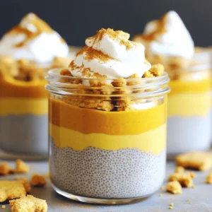 - 1 cup coconut milk (or any milk of choice) - 1/4 cup chia seeds - 1/2 cup pure pumpkin puree - 2 tablespoons maple syrup (adjust based on sweetness preference) - 1/2 teaspoon vanilla extract - 1 teaspoon pumpkin pie spice (or a mix of cinnamon, nutmeg, and ginger) - A pinch of salt To make Pumpkin Pie Overnight Chia Pudding, you need simple, tasty ingredients. Each one plays a key role. The coconut milk gives a creamy base. You can use any milk you like. Chia seeds are the magic here. They soak up liquid and turn thick. Pumpkin puree adds that warm, fall flavor. Maple syrup sweetens it. Adjust it to your taste. Vanilla extract gives a lovely hint of flavor. Pumpkin pie spice adds warmth with cinnamon and nutmeg. A pinch of salt brings all the flavors together. - Crushed graham crackers - Coconut whipped cream - Pecans Toppings are fun and add texture. I love crushed graham crackers for crunch. Coconut whipped cream makes it feel fancy and light. Pecans are great for a nutty twist. You can mix and match these toppings. They make your pudding even more special. Want to make it your own? Add your favorite toppings and enjoy! For the full recipe, check out the section above. Start by taking a mixing bowl. Whisk together 1 cup of coconut milk with 1/2 cup of pure pumpkin puree. Add 2 tablespoons of maple syrup for sweetness, and include 1/2 teaspoon of vanilla extract. Next, sprinkle in 1 teaspoon of pumpkin pie spice and a pinch of salt. This mix brings all the fall flavors together. Once your mix is smooth, it’s time to add 1/4 cup of chia seeds. Stir these in gently until they are evenly spread out. Chia seeds will soak up the liquid and help create a thick pudding texture. Now, cover your bowl with plastic wrap or a lid. Place it in the fridge for at least 4 hours or overnight. This step is key, as it allows the chia seeds to absorb the mix and turn into pudding. After chilling, remove the bowl from the fridge. Give it a stir to break up any clumps. Now, you can serve the pudding in bowls or jars. Add your favorite toppings like crushed graham crackers, coconut whipped cream, and pecans for a delightful finish. For the full recipe, check out the details I provided earlier. Enjoy your tasty treat! To get the best texture for your pumpkin pie overnight chia pudding, focus on soaking time. Chia seeds need time to absorb liquid and expand. I recommend soaking them for at least four hours or overnight. This allows the seeds to create a pudding-like base. Before serving, give the pudding a good stir. This helps break up any clumps of chia seeds, making it smooth and creamy. You can adjust the sweetness based on your taste. Maple syrup works great, but not everyone likes it. Try honey or agave syrup for a different flavor. If you want less sugar, use mashed bananas or unsweetened applesauce. Start with a small amount and taste as you go. You can add more sweetener later if needed. How you layer the ingredients can make your pudding look extra special. Use clear jars to show off the beautiful layers. Start with a layer of pudding, then add crushed graham crackers for crunch. Repeat this until the jar is full. Finish with a dollop of coconut whipped cream on top. A sprinkle of pumpkin pie spice adds a nice touch. This makes your pudding not only tasty but also a feast for the eyes. For the full recipe, check out the Pumpkin Pie Overnight Chia Pudding. {{image_2}} You can easily make this pudding dairy-free. Just swap regular milk for plant-based milk. Options like almond milk or oat milk work well. Both give the pudding a creamy texture. Coconut milk adds a nice tropical twist, too. You can try different types to find your favorite! Want to switch up the taste? You can add different spices. Try adding a bit of cardamom for warmth. Or, use a splash of vanilla or almond extract for extra flavor. Each spice brings a new twist to this classic. Be bold and mix flavors to suit your mood! Add fun textures and tastes with mix-ins. Nuts, like walnuts or pecans, add crunch. You can also toss in fresh fruit like sliced bananas or berries for a fruity twist. Seeds, such as sunflower or pumpkin seeds, provide healthy fats and extra protein. Get creative and make it your own! You can find the Full Recipe [here](#). You can store pumpkin pie overnight chia pudding in the fridge for up to five days. Make sure to keep it in an airtight container. This helps maintain freshness and flavor. I love preparing it on Sunday so I can enjoy it throughout the week. If you want to keep it longer, you can freeze the pudding. Divide the pudding into portions and place them in freezer-safe containers. When you're ready to eat, let the pudding thaw in the fridge overnight. It’s best to eat it within a month for the best taste and texture. Glass jars or BPA-free plastic containers work well for storage. I prefer glass jars because they don't absorb odors. They also look pretty when you serve the pudding! Make sure your containers have tight lids to keep the pudding creamy and fresh. Chia pudding can last up to five days in the fridge. Keep it in a sealed jar or container. After that, the texture may change, and it might not taste as fresh. If you see any mold or strange smells, throw it away. Always check before you eat! Yes, you can substitute chia seeds with flax seeds. Flax seeds can work well, but they must be ground first. This change will alter the texture slightly. The pudding may not get as thick as with chia seeds. Also, flax seeds have a different taste, which you may or may not like. Yes, pumpkin pie chia pudding is gluten-free. All the ingredients listed in the recipe do not contain gluten. This makes it a great option for those with gluten sensitivities. Just ensure any toppings you use are also gluten-free. Yes, this recipe is vegan-friendly. Use coconut milk or any plant-based milk. Maple syrup serves as a sweetener, making it perfect for a vegan diet. Just be sure to check any toppings you choose to use, like whipped cream, to ensure they are plant-based as well. Enjoy your delicious, vegan treat! This blog post covered how to make a tasty pumpkin pie chia pudding. You learned about the key ingredients needed, from coconut milk to pumpkin puree. I shared step-by-step instructions for mixing and chilling the pudding. You also got tips for perfect texture and customization options. Remember, storing properly keeps it fresh. Enjoy your delicious, healthy treat! It's easy to make and fun to share.