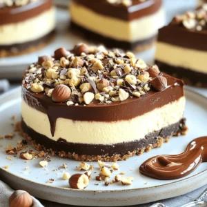 - 1 ½ cups graham cracker crumbs - ½ cup unsalted butter, melted - 2 cups cream cheese, softened - 1 cup powdered sugar - 1 cup hazelnut spread - 3 large eggs - 1 teaspoon vanilla extract - 1 cup sour cream - ¼ cup cocoa powder - ½ cup crushed hazelnuts (for topping) - Chocolate shavings (for garnish) - Gluten-free graham cracker crumbs - Dairy-free cream cheese options The ingredients for this chocolate hazelnut cheesecake are simple yet effective. The graham cracker crumbs form a crunchy base. The melted butter binds them together. Cream cheese adds a rich, creamy texture. Powdered sugar balances the flavors with sweetness. Hazelnut spread gives that irresistible nutty taste. Eggs help set the cheesecake, making it firm. Vanilla extract adds warmth and depth. Sour cream contributes a slight tang. Cocoa powder gives a rich chocolate flavor. Crushed hazelnuts on top add a nice crunch. Finally, chocolate shavings make it look fancy and inviting. If you want to switch up the recipe, try gluten-free graham cracker crumbs. They work well for those with gluten issues. You can also use dairy-free cream cheese for a lactose-free option. This way, everyone can enjoy this divine dessert delight! - Preheat oven to 325°F (160°C). - In a bowl, combine 1 ½ cups of graham cracker crumbs with ½ cup of melted butter. - Press this mix firmly into the bottom of a 9-inch springform pan. - In a large bowl, beat 2 cups of softened cream cheese with 1 cup of powdered sugar until smooth. - Add 1 cup of hazelnut spread and mix until well combined. - Add 3 large eggs, one at a time, mixing well after each. - Stir in 1 teaspoon of vanilla extract, 1 cup of sour cream, and ¼ cup of cocoa powder. Mix until everything is smooth. - Pour the cheesecake batter over the cooled crust. Smooth the top with a spatula. - Bake in the preheated oven for 55 to 60 minutes, or until the center is set but slightly jiggly. - Turn off the oven and crack the door. Let the cheesecake cool in the oven for about 1 hour. This helps prevent cracks. To make a smooth cheesecake, proper mixing is key. Start with softened cream cheese. This helps it blend well with the sugar. Mix on low speed to avoid air bubbles. Air bubbles can cause cracks later. Bring all your ingredients to room temperature. This helps them mix better. Cold eggs or cream cheese can lead to lumps. So, let them sit out for about 30 minutes before you start. Cooling your cheesecake slowly is important. After baking, turn off the oven. Crack the door and let it cool for an hour. This helps prevent cracks on the surface. Once it's cool, refrigerate it for at least four hours. For the best texture, chill it overnight. The longer it sits, the better the flavors meld together. When serving, think about how to make it look nice. Use elegant dessert plates for a classy touch. Drizzle some extra hazelnut spread on the side for added richness. Pair your cheesecake with a nice drink. Coffee or a glass of dessert wine works well. These drinks enhance the chocolate and hazelnut flavors. {{image_2}} You can make this cheesecake even more special. Adding coffee or espresso makes a great mocha cheesecake. The coffee enhances the chocolate flavor. Just mix in 1-2 teaspoons of instant coffee or espresso powder with the cream cheese. Another fun twist is to add orange zest. Zest from one orange brightens the flavor of the cheesecake. It gives a fresh, citrusy note that pairs well with chocolate. Just fold it into the filling before baking. If you need gluten-free options, use gluten-free graham cracker crumbs. They work just like regular crumbs. This keeps your crust tasty and safe for those avoiding gluten. For vegan adaptations, swap cream cheese for a dairy-free version. Use a plant-based hazelnut spread too. Replace eggs with flax eggs or a commercial egg replacer. This way, everyone can enjoy the cheesecake. You can get creative with toppings. Fresh fruits like strawberries or raspberries add color and flavor. Drizzling chocolate or caramel sauce over the top makes it even more indulgent. Pairing cheesecake with ice cream adds a fun texture. Vanilla or hazelnut ice cream works well. The cold creaminess balances the rich cheesecake. Serve a slice of cheesecake with a scoop of ice cream for a perfect dessert treat. To keep your cheesecake fresh, store it in the fridge. Place it in an airtight container or wrap it tightly with plastic wrap. This keeps the flavors intact and prevents it from drying out. If you want to cover it, use aluminum foil. Just make sure it does not touch the top of the cheesecake. If you have extra cheesecake, you can freeze it. First, let it cool completely. Then, wrap it tightly in plastic wrap and aluminum foil. This protects it from freezer burn. You can freeze it for up to three months. When you're ready to eat it, move it to the fridge to thaw overnight. This keeps it creamy and tasty. Chocolate hazelnut cheesecake lasts about five days in the fridge. After that, it may lose its best taste and texture. If frozen, the cheesecake is good for three months. Enjoy your cheesecake while it’s fresh for the best flavor! Can I substitute yogurt for sour cream? Yes, you can use plain yogurt. It will give a similar tangy flavor and creamy texture. Greek yogurt works well too. Just keep the amount the same. What causes cracks in cheesecake and how to prevent them? Cracks often form from baking at high heat or overmixing. To prevent them, bake at a lower temperature. Let the cheesecake cool slowly in the oven with the door ajar. This helps avoid sudden temperature changes. How do I know when the cheesecake is done? Look for the edges to be firm while the center is slightly jiggly. The cheesecake will set as it cools. A toothpick inserted should come out clean. What's the best way to slice cheesecake for serving? Use a sharp knife or a cake slicer. Dip the knife in warm water and wipe it dry between cuts. This gives you clean, smooth slices. Can I use a different type of spread instead of hazelnut? Yes, you can try almond spread or chocolate spread. Each will change the flavor but can still taste great. How can I make this recipe healthier? You can use low-fat cream cheese and sugar substitutes. Consider adding less hazelnut spread too. You can also use a crust made of nuts for more fiber. This blog covers delicious hazelnut cheesecake creation. You learned the essential ingredients and step-by-step instructions. Tips and tricks ensure perfect results, while variations allow for creativity. You also discovered how to store your cheesecake to keep it fresh. Finally, I answered common questions to guide you. Enjoy making this rich dessert and impress your friends! Remember, with each bite, you bring joy to your table. Happy baking!