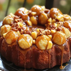 - 2 cans (16 oz each) refrigerated biscuit dough - 2 medium apples, peeled, cored, and diced - 1 cup brown sugar - 1/2 cup granulated sugar - 1 teaspoon ground cinnamon - 1/2 teaspoon nutmeg - 1/2 cup unsalted butter, melted - 1 cup caramel sauce - 1 cup chopped nuts (optional, like pecans or walnuts) - 1/4 cup vanilla icing (optional for drizzling) Each ingredient plays a key role in making this dessert special. The biscuit dough forms the base. Its soft texture creates a fluffy bite. The apples add sweetness and a fresh crunch. Brown sugar gives a rich flavor, while granulated sugar adds sweetness. Cinnamon and nutmeg create warmth and spice. Butter makes everything richer and helps with browning. Caramel sauce provides a gooey finish. Nuts add a nice crunch, and icing gives a sweet touch. - You can use frozen biscuit dough if you can't find fresh. - Any tart apple, like Granny Smith, works well instead of regular apples. - Use light brown sugar if dark is not available. - If you want a nut-free version, simply skip the nuts. - For a dairy-free option, use vegan butter and dairy-free caramel sauce. Start by preheating your oven to 350°F (175°C). While the oven heats, grab a bundt pan. You need to grease it well. You can use cooking spray or butter. This helps the monkey bread come out easily after baking. Make sure to coat every inch of the pan. This step is key for a smooth release. In a medium bowl, take your diced apples. Add 1/4 cup of brown sugar, ground cinnamon, and nutmeg. Mix it all together well. Let the apples sit for a few minutes. This helps the flavors blend nicely. The warm spices will make your kitchen smell amazing. Grab another bowl and combine the rest of the brown sugar and granulated sugar. Cut your biscuit dough into quarters. Roll each piece into a small ball. Next, roll each ball in the sugar mix until fully coated. Now, place half of the dough balls in the bundt pan. Layer them evenly. Spread half of the apple mixture on top. If you like nuts, sprinkle half of those too. Repeat this step with the rest of the dough balls, apples, and nuts. Drizzle melted butter all over the top of the layers. Pour half of the caramel sauce on too. Bake for 30-35 minutes until it turns golden brown. Once done, let it cool for 10 minutes in the pan. After that, flip it onto a serving plate. Don’t forget to drizzle the rest of the caramel sauce and vanilla icing on top before serving! To get the best texture, follow these steps closely. First, choose good apples. Tart apples, like Granny Smith, work well. They give a nice balance to the sweet caramel. Dice the apples small so they cook evenly. When mixing the biscuit dough, don't overwork it. You want it soft and fluffy. Rolling the dough into small balls helps them cook evenly. Also, make sure to coat each ball well in the sugar mix. This gives a sweet crust that adds to the texture. Avoid these common errors to get great results. First, don’t skip preheating the oven. This helps the monkey bread bake evenly. Next, don’t pack the dough too tightly in the pan. This can make it dense. Make sure to layer the apples and nuts evenly. If you skip the butter drizzle, the dough might stick. Lastly, watch the baking time. If you leave it in too long, it can dry out. When it’s time to serve, do it warm. This dessert shines when it’s fresh. Drizzle extra caramel sauce over the top for more sweetness. A scoop of vanilla ice cream pairs perfectly. It adds creaminess that balances the warm bread. You can also sprinkle extra chopped nuts on top for crunch. If you want, serve it with a side of whipped cream for a fun touch. Enjoy this treat with friends or family for smiles all around! {{image_2}} You can mix it up by using different fruits. Try pears or berries for a twist. Each fruit brings its own taste and texture. For pears, use ripe ones for the best flavor. If using berries, fresh or frozen both work great. You can even combine fruits for a fun mix. Just make sure to adjust the sugar based on the sweetness of the fruit. To make this dish gluten-free, swap out the biscuit dough. Use gluten-free biscuit dough found in stores. You can also make your own with gluten-free flour. Just follow your favorite gluten-free recipe. This way, everyone can enjoy this tasty treat without worry. The flavors will still shine through, and the texture will be delightful. Spices can elevate your monkey bread. Add a pinch of cardamom for warmth. You can also try ginger for a hint of spice. If you love a little heat, a dash of cayenne can work wonders. Mixing in some vanilla extract gives it a nice depth, too. Experiment with these spices to find your favorite blend. You’ll create a unique flavor that makes this dessert even more special. After you enjoy your delicious caramel apple pie monkey bread, store leftovers in an airtight container. This keeps it fresh and tasty. You can also wrap it tightly in plastic wrap. Leftovers stay good for about three days at room temperature. If you want to keep it longer, consider freezing. To reheat, preheat your oven to 350°F (175°C). Place the monkey bread in an oven-safe dish. Cover it with foil to keep it moist. Heat for about 10-15 minutes, or until warmed through. You can also use a microwave. Heat slices for 20-30 seconds until warm. Be careful not to overheat, as it can become tough. To freeze your caramel apple pie monkey bread, first, let it cool completely. Then, wrap it tightly in plastic wrap and aluminum foil. This prevents freezer burn. You can freeze it for up to three months. When you're ready to enjoy, thaw it in the fridge overnight. Reheat it as mentioned above for the best results. Yes, you can use homemade biscuit dough. It will add a fresh taste. Just make sure the dough is soft and easy to work with. You can follow your favorite recipe for biscuit dough. The key is to cut it into small pieces, just like store-bought dough. This will help it bake evenly and soak up all that yummy caramel and apple flavor. You can tell the monkey bread is done when it turns golden brown. The edges should look crispy, and the middle should be soft but not doughy. You can also use a toothpick. Insert it into the center; it should come out clean. If it has wet dough on it, bake it a bit longer. Let it cool for about 10 minutes before taking it out of the pan. This will help it hold its shape. Yes, you can prepare the monkey bread ahead of time. You can assemble it, cover it, and store it in the fridge for up to 24 hours. Just remember to take it out about 30 minutes before baking. This helps it come to room temperature. Then, bake it as per the recipe. You will enjoy the same warm, gooey goodness, even if you made it earlier! In this blog post, we covered how to make delicious Caramel Apple Pie Monkey Bread. I shared the key ingredients, step-by-step instructions, and helpful tips for perfecting your dish. We explored variations, storage methods, and answered common questions. Now, you can confidently create this tasty treat in your kitchen. Remember, with practice, you'll master it and impress everyone with your skills. Enjoy every bite and share your creations!