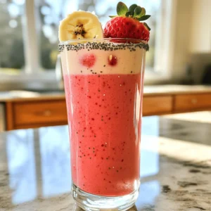 - 1 cup fresh or frozen strawberries - 1/2 cup rolled oats - 1 banana, sliced - 1 cup almond milk (or any milk of choice) - 1 tablespoon honey or maple syrup (optional) - 1 tablespoon chia seeds - 1/2 teaspoon vanilla extract - A pinch of salt To make the Strawberry Oatmeal Smoothie, gather these basic ingredients. You can use fresh or frozen strawberries based on your preference. Rolled oats give the smoothie a creamy texture and help keep you full. A ripe banana adds natural sweetness and creaminess. You can choose any milk you like. Almond milk works great, but feel free to use cow's milk or oat milk. If you want a touch of sweetness, add honey or maple syrup. Chia seeds pack in extra nutrients, while vanilla extract enhances the flavor. A pinch of salt balances everything out, making this smoothie even better. - Blender - Measuring cups and spoons - Glasses for serving You'll need a blender to mix everything smoothly. Measuring cups and spoons help you get the right amounts. Finally, have some glasses ready for serving. This smoothie is perfect for sharing or enjoying all by yourself! - Rinse and hull strawberries if using fresh. - Combine all ingredients in a blender. The first step is simple. If you have fresh strawberries, give them a good rinse. Then, remove the green tops, called hulls. If you’re using frozen strawberries, you can skip this step and toss them right into your blender. Next, gather all your ingredients. You will need rolled oats, a ripe banana, almond milk, honey or maple syrup, chia seeds, vanilla extract, and a pinch of salt. Place everything in the blender for easy mixing. - Blend on high until smooth, approx. 30 seconds to 1 minute. - Adjust consistency with almond milk as needed. Now, it’s time to blend! Turn your blender on high speed. Blend the mixture for about 30 seconds to 1 minute. Keep an eye on it. You want it to be smooth and creamy. If your smoothie is too thick, don’t worry! Just add a splash more almond milk. Blend again until you reach your desired texture. - Pour into glasses and serve immediately. - Optional garnishes like extra chia seeds or fruit slices. Once your smoothie is blended, pour it into glasses. This smoothie tastes best when served right away. You can get creative with garnishes. Try adding a sprinkle of extra chia seeds on top or a few slices of fresh fruit. These little touches make your smoothie look even better! Enjoy your energizing breakfast boost! - Use ripe bananas for natural sweetness. They make your smoothie taste great. - Add a scoop of protein powder for a protein boost. This helps keep you full longer. - Swap almond milk with yogurt for creaminess. Yogurt makes the smoothie thicker and richer. - Add greens like spinach for added nutrition. You won’t taste it, but you get extra vitamins. - Blend and store for up to 24 hours in the fridge. This saves time on busy mornings. - Pre-portion ingredients for quick morning prep. Just grab and blend when you wake up! {{image_2}} You can get creative with your smoothie by mixing in other fruits. Try adding blueberries or raspberries for extra color and flavor. You can also experiment with tropical fruits. Mango and pineapple bring a refreshing twist. These fruits pair well with strawberries and add natural sweetness. If you want a dairy-free option, you can swap almond milk for coconut milk or oat milk. Both add a rich, creamy texture. For a thicker smoothie, try using plant-based yogurt instead of milk. This adds creaminess and boosts protein. Looking for a different sweetener? You can easily substitute honey with agave syrup or stevia. Both options keep the natural sweetness without added calories. You can also try flavored extracts. Almond or coconut extract can add a unique taste without the extra sugar. You can store your Strawberry Oatmeal Smoothie in an airtight container. It stays fresh in the fridge for up to 24 hours. However, I recommend drinking it right away for the best taste and nutrition. You can freeze your smoothie to enjoy later. Just pour it into ice cube trays to make smoothie packs. When you want one, thaw it overnight in the fridge before blending. Always check your smoothie before drinking. Look for any separation or an off-smell. If it looks or smells strange, it’s best to throw it away. Yes, frozen strawberries work well and add creaminess. They blend easily and chill your smoothie. This helps create a thick, smooth texture without needing ice. I often use frozen berries when fresh ones aren't in season. It’s a great way to keep your smoothie delicious year-round. Absolutely, it’s nutritious and filling for a quick breakfast. The oats provide fiber, which keeps you full longer. Strawberries add vitamins and antioxidants. The banana gives you natural sweetness and energy. This smoothie packs a punch for a busy morning. You can make it in just five minutes, allowing you to start your day right. Yes, adding protein powder is a great way to boost nutrition. Protein helps with muscle repair and keeps you satisfied. If you want a post-workout snack, this smoothie is perfect. Just one scoop can make a big difference in your energy levels. Choose a flavor that you enjoy for the best taste. This blog post covered how to make a delicious and nutritious smoothie. We explored key ingredients, blending techniques, and serving ideas. You learned tips to enhance flavor and adjust the recipe to your taste. Custom options let you be creative while ensuring a healthy drink. Remember, freshness matters for the best flavor! Enjoy experimenting with fruits and add-ins. You can always store your smoothie for later, but it’s best fresh. Get started today and blend your way to a tasty treat.