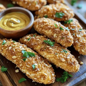 - 1 lb chicken tenderloins - 1 cup almond flour - 1/2 cup grated Parmesan cheese - 1 teaspoon garlic powder - 1 teaspoon onion powder - 1/2 teaspoon smoked paprika - 1/2 teaspoon salt - 1/4 teaspoon black pepper The chicken tenderloins are the star of this dish. They are juicy and cook quickly. Almond flour gives a nice crunch. Mixing it with Parmesan adds flavor and richness. The spices like garlic powder and onion powder enhance the taste. Smoked paprika gives a hint of warmth. Salt and pepper add balance. - Optional dipping sauces (e.g., honey mustard, yogurt-based dip) - Suggested side dishes (e.g., steamed vegetables, salad) Dipping sauces make this meal fun. Honey mustard adds sweetness, while a yogurt dip is cool and creamy. For sides, steamed vegetables add color and nutrition. A fresh salad keeps it light and crunchy. Together, they make a well-rounded meal. - Preheat your oven to 400°F (200°C). - Line a baking sheet with parchment paper. - Lightly grease the sheet with olive oil spray. - In a mixing bowl, combine: - 1 cup almond flour - 1/2 cup grated Parmesan cheese - 1 teaspoon garlic powder - 1 teaspoon onion powder - 1/2 teaspoon smoked paprika - 1/2 teaspoon salt - 1/4 teaspoon black pepper - Mix these dry ingredients well. - In another bowl, whisk together: - 2 large eggs - 2 tablespoons water - Make sure it's blended well. - Take each chicken tenderloin and dip it into the egg mixture. - Let any extra egg drip off. - Next, dredge the chicken in the almond flour mix. - Ensure the chicken is evenly coated. - Place the coated tenders on the prepared baking sheet. - If you want, lightly spray the tops with cooking oil for extra crispiness. - Bake the chicken tenders for 15-20 minutes. - Flip them halfway through baking. - Check if they are done when the coating is golden brown. - The chicken should be cooked through. - Let the tenders rest for a couple of minutes before serving. To get an even coat on your chicken tenders, follow these steps: - Use dry hands: Moisture can make the breading clump. - Press firmly: When coating, press the almond mix onto the chicken. This helps it stick. - Double dip: For a thicker crust, dip in egg, then in the almond mix again. To keep the coating crispy, consider these tips: - Bake on parchment: This prevents sticking and helps air circulate. - Spray lightly: A quick spray of oil on top before baking adds crispiness. - Avoid overcrowding: Space the tenders apart on the sheet for even cooking. For a delicious meal, pair your chicken tenders with tasty sides. Recommended condiments include: - Honey mustard - Yogurt-based dip - Barbecue sauce For sides, try: - Steamed vegetables - A fresh salad - Sweet potato fries For presentation, arrange the tenders on a platter. Garnish with fresh parsley for a bright touch. To prevent sogginess in the crust, always: - Ensure chicken is dry: Pat the tenders with a paper towel before breading. - Don’t skip the egg wash: This helps the coating adhere and stay crispy. For timing and temperature, keep these in mind: - Cook at 400°F (200°C) for best results. - Flip halfway: This ensures both sides get golden brown. - Check for doneness: Chicken should reach 165°F (75°C) inside. {{image_2}} To spice up your almond crusted chicken tenders, consider adding herbs or spices to the almond flour mix. Try dried oregano, thyme, or even cayenne pepper for a kick. These additions can change the taste and make it exciting. You can also swap the Parmesan cheese for other types. Grated cheddar or even a dairy-free cheese can add new flavors to your dish. Experiment to find your favorite combo! You have options for cooking these chicken tenders. Air frying gives a nice crisp without much oil. Set your air fryer to 400°F and cook for about 10-12 minutes. Flip halfway for even cooking. If you prefer a smoky flavor, grilling is great. Simply marinate the chicken tenders before grilling. This method adds a delicious char and depth to the flavor. For gluten-free options, you can replace almond flour with a gluten-free blend. This keeps the dish safe for those with gluten allergies. If you're looking for vegan options, substitute the chicken with tofu or tempeh. Use the same almond flour mix to coat. For the egg wash, mix ground flaxseed with water as a binder. This way, everyone can enjoy a tasty meal! To keep your almond crusted chicken tenders fresh, use airtight containers. Glass or plastic containers work well. Make sure the chicken tenders cool to room temperature before sealing. This helps avoid moisture buildup, which can make them soggy. You can store leftovers in the fridge for up to three days. If you want to keep them longer, freezing is a great option. Wrap each tender in plastic wrap, then place them in a freezer-safe bag. They can last up to three months in the freezer. Reheating chicken tenders without losing their crunch is key. Here are some methods to try: - Oven Method: Preheat your oven to 375°F (190°C). Place the tenders on a baking sheet. Heat for about 10-15 minutes. This helps restore their crispiness. - Microwave Method: If you're short on time, you can use the microwave. Place the tenders on a microwave-safe plate. Heat for 1-2 minutes, but be aware they may lose some crunch. - Air Fryer Method: This is my favorite way to reheat! Set your air fryer to 350°F (175°C). Heat the tenders for about 5-7 minutes. They will come out hot and crispy! No matter your choice, be sure to check the internal temperature. They should reach 165°F (74°C) before serving. Enjoy your delicious meal! Almond crusted chicken tenders stay fresh in the fridge for 3 to 4 days. Store them in an airtight container. This keeps them tasting great and safe to eat. If you want to keep them longer, consider freezing. Yes, you can prepare almond crusted chicken tenders ahead of time. To do this, coat the chicken and place it on the baking sheet. Cover the sheet with plastic wrap and store it in the fridge. When you are ready to bake, take them out and cook as usual. This recipe contains several common allergens. These include chicken, almonds, and eggs. Almond flour can be a problem for those with nut allergies. Parmesan cheese may cause reactions in some people who are lactose intolerant. Always check for allergies before serving. This blog post covered how to make delicious almond crusted chicken tenders. You learned about key ingredients, step-by-step instructions, and helpful tips. I also shared fun ways to customize this dish and how to store leftovers. This dish is tasty and easy to prep, making it great for meals. Enjoy experimenting with flavors and cooking methods to find your favorite. You'll love serving these chicken tenders to family or friends, and they’ll be asking for more.