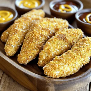 To create the best crispy baked chicken tenders, gather these simple ingredients: - 1 pound chicken breast tenders - 1 cup buttermilk (or plain yogurt) - 1 cup all-purpose flour - 1 cup panko breadcrumbs - 1 teaspoon garlic powder - 1 teaspoon onion powder - 1 teaspoon smoked paprika - 1 teaspoon salt - 1/2 teaspoon black pepper - 1/2 teaspoon cayenne pepper (optional, for spice) - 1/4 cup grated Parmesan cheese - Cooking spray These ingredients work together to deliver great flavor and texture. The buttermilk tenderizes the chicken, while the spices add depth. The panko breadcrumbs make the tenders extra crunchy. Using these exact ingredients will help you achieve the perfect crispiness. Enjoy the process as you prepare these delicious chicken tenders! - In a large bowl, mix buttermilk, salt, pepper, and cayenne pepper. - Add the chicken tenders, making sure they’re fully submerged. - Cover and let marinate for at least 1 hour, or overnight for the best flavor. Marinating keeps the chicken tender and juicy. The buttermilk helps to break down proteins, making the meat softer. This step is vital for great taste and texture. - Preheat your oven to 425°F (220°C). - Line a baking sheet with parchment paper and spray it lightly with cooking spray. - Set up three shallow bowls: one with flour, one with a mix of garlic powder, onion powder, smoked paprika, and salt, and the last with panko breadcrumbs and grated Parmesan cheese. A well-organized station makes breading easy. Each bowl has a purpose, ensuring a perfect coating every time. - Take each chicken tender from the marinade, letting excess drip off. - Dredge it in flour, shaking off the extra. - Dip the tender in the seasoning mix, coating it evenly. - Finally, press it into the panko mixture for a thick, crispy layer. This three-step breading process gives each tender a crunchy texture. The panko breadcrumbs provide that extra crispiness that everyone loves. - Place the breaded tenders on the prepared baking sheet. - Lightly spray the tops with cooking spray to help them crisp. - Bake for about 18-20 minutes, until the chicken is cooked and the coating is golden brown. The cooking spray is key for achieving that perfect crunch. Keep an eye on them as they bake. You want a beautiful, golden color! Using panko breadcrumbs is key. They add a light and airy crunch. Regular breadcrumbs can’t match that texture. For even coating, make sure to shake off excess flour. This helps the egg wash stick better. Use baking spray on the chicken before it goes in the oven. This step adds extra crunch while it bakes. Marinating chicken in buttermilk makes it juicy and flavorful. I suggest marinating for at least one hour. For the best taste and texture, let it sit overnight. The longer marination allows the flavors to sink in fully. These chicken tenders pair well with many dipping sauces. Honey mustard, barbecue sauce, and ranch dressing are great options. For sides, consider crispy fries or a fresh salad. These add color and balance to your meal. {{image_2}} You can change the taste by adding different seasonings or herbs. Try Italian herbs like oregano or basil for a fresh twist. If you like heat, add more cayenne or a splash of hot sauce to the marinade. These changes can make your chicken tenders exciting and full of flavor. For a new texture, use crushed cornflakes or crackers instead of panko. This gives the chicken tenders a unique crunch. If you need a gluten-free option, almond flour works well. It adds a nutty taste and keeps the tenders crispy. If you have an air fryer, use it for a faster option. Cook at 400°F for about 10-12 minutes. Flip the tenders halfway for even crispiness. You can also grill the chicken tenders for a smoky flavor. Grill them over medium heat for about 6-8 minutes on each side. Both methods give you tasty, crispy chicken tenders. To keep your crispy baked chicken tenders fresh, follow these steps: - Allow the chicken tenders to cool to room temperature. - Place leftovers in an airtight container. - Store in the refrigerator for up to 3 days. Using glass containers works well, as they seal tightly and help avoid moisture loss. When it's time to enjoy leftovers, reheating is key: - Preheat your oven to 375°F (190°C). - Place the chicken tenders on a baking sheet. - Heat for about 10-12 minutes. This method helps keep the crust crunchy. Avoid the microwave, as it can make the tenders soggy. You can freeze both uncooked and cooked chicken tenders: - For uncooked tenders, place them in a single layer on a baking sheet. - Once frozen, transfer to a freezer-safe bag. - For cooked tenders, cool completely before placing in a freezer bag. - When ready, thaw uncooked tenders in the fridge overnight. - Cook them straight from frozen, adding a few extra minutes to the bake time. For cooked ones, thaw in the fridge, then reheat as mentioned above. You should marinate chicken tenders for at least 1 hour. This time allows the meat to soak up the flavors. For best taste and texture, marinate overnight. The longer marination makes the chicken tender and juicy. Yes, you can use chicken breasts. Cut them into strips about the same size as tenders. This way, they will cook evenly. Just remember to adjust the cooking time if your strips are thicker. To ensure crispy baked chicken, use panko breadcrumbs. They create a lighter, crunchier coating than regular breadcrumbs. Also, lightly spray the chicken with cooking spray before baking. This helps achieve that golden crust. Yes, you can prepare the chicken tenders ahead of time. Bread them and store them in the fridge for up to 24 hours. This helps the flavors meld together. Just bake them when you are ready to eat. Crispy chicken tenders go well with many dipping sauces. Honey mustard, barbecue sauce, and ranch dressing are favorites. You can also try spicy mayo or a tangy garlic aioli for a twist. In this post, we covered the ingredients and steps for making juicy baked chicken tenders. You learned about the marinade, the perfect breading process, and how to achieve extra crispiness. Remember, marinating adds flavor and moisture. You can explore variations for an exciting twist. Store leftovers properly to enjoy later, and don’t forget those tasty dipping sauces! With these tips in hand, you can create a simple and delicious meal any day. Enjoy your cooking adventure!