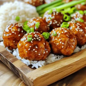 - 1 lb ground chicken - 1/4 cup breadcrumbs - 1/4 cup green onions, finely chopped - 1 clove garlic, minced - 1 tablespoon ginger, grated - 1 tablespoon soy sauce - 1 tablespoon sesame oil - 1 tablespoon honey - 1 teaspoon cornstarch - Salt and pepper to taste - Sesame seeds for garnish - Additional green onions for garnish Gathering these ingredients is the first step to making tasty teriyaki chicken meatballs. Ground chicken gives a juicy base. Breadcrumbs add texture, while green onions and garlic bring fresh flavor. The ginger, soy sauce, sesame oil, and honey work together to create that sweet and savory taste we love in teriyaki. Cornstarch helps bind the meatballs and thicken the sauce. Don't forget the salt and pepper to enhance every bite! Finally, sesame seeds and extra green onions make the dish look beautiful and add crunch. - Combine all ingredients in a large bowl. - Use your hands or a spatula to mix until evenly incorporated. Mixing is key. You want every bite to be full of flavor. Don’t rush this step. The garlic, ginger, and soy sauce will create a great taste. - Preheat the oven to 400°F (200°C). - Scoop out about 1 tablespoon of the chicken mixture and roll it into a ball. - Place each meatball on a baking sheet lined with parchment paper. Aim for uniform size. This helps them cook evenly. Bake them for 15 to 20 minutes. Look for a golden color to know they are done. - Combine soy sauce, honey, and a cornstarch mixture in a pan. - Stir and thicken over medium heat. This sauce adds a sweet and salty kick. Mix for about five minutes until it thickens. Drizzle it over the meatballs right after baking. This makes each bite burst with flavor. To make great meatballs, mix the ingredients well. I use my hands to blend everything together. This helps get the flavors into every bite. If the mixture feels sticky, wet your hands with water. This will help you shape the meatballs without sticking to your hands. Aim for uniform size; this helps them cook evenly. You can cook these meatballs in many ways. Pan-frying gives a nice crust, while grilling adds a smoky flavor. If you bake them at 400°F, they will cook in about 15-20 minutes. To check if they are done, use a meat thermometer. The inside should reach 165°F. If you don’t have one, cut a meatball in half. The center should be white, not pink. The teriyaki sauce can be more than just sweet. You can add chili flakes for heat or sesame seeds for crunch. For a twist, mix in pineapple juice for a fruity flavor. Serve these meatballs over rice or noodles, and drizzle with extra sauce. Add fresh herbs like cilantro or parsley for a bright touch. {{image_2}} You can switch the ground chicken for turkey or pork. Both options give a delicious twist. Turkey meatballs are leaner but still juicy. Pork adds a rich flavor that many enjoy. If you want a meatless option, try using tofu or plant-based meat. Both work well with teriyaki sauce and still taste great. Get creative with your sauce! You can try spicy teriyaki by adding chili paste. Adjust the sweetness by using less honey or adding brown sugar. Want more texture? Mix in some finely chopped carrots or bell peppers into the meatball mix. Fresh herbs like cilantro or basil can also add a bright flavor. Serve your teriyaki meatballs over a bed of rice or noodles. This creates a hearty meal. For a fun party idea, make meatball skewers. Just thread the meatballs on sticks and grill or bake them. They make a tasty finger food that everyone will love. To keep your teriyaki chicken meatballs fresh, store them in the fridge. Use an airtight container to prevent moisture loss. They can stay good for about 3 to 4 days. If you want to enjoy them later, freezing is a great option. To freeze the meatballs, let them cool completely first. Arrange them in a single layer on a baking sheet. Once frozen, transfer them to a freezer bag. This method helps them stay separate. Frozen meatballs can last up to 3 months. When you are ready to eat, reheat them in the oven at 350°F (175°C) for about 20 minutes. You can also microwave them for 2-3 minutes. Prepping meatballs ahead can save you time on busy nights. You can make a big batch on the weekend. Store them in the fridge or freezer. Pair the meatballs with steamed rice or a fresh salad for a full meal. You can even use them in wraps or sandwiches for a tasty lunch. This way, you enjoy delicious meals all week long! How do I know when my meatballs are fully cooked? Your meatballs are fully cooked when they reach an internal temperature of 165°F. You can use a meat thermometer to check this. The meatballs should also be golden brown on the outside. If you cut one open, the meat should no longer be pink. Can I make the meatballs ahead of time? Yes, you can make the meatballs ahead of time. Prepare them and place them on a baking sheet. Cover and refrigerate for up to a day. You can also freeze them. Just bake from frozen, adding a few extra minutes to the cooking time. What can I use instead of breadcrumbs? If you need a substitute for breadcrumbs, you can use crushed crackers or oats. Almond flour or ground nuts also work well for a gluten-free option. They help bind the meatballs and keep them moist. How can I make the dish gluten-free? To make teriyaki chicken meatballs gluten-free, use gluten-free soy sauce or tamari. Substitute regular breadcrumbs with gluten-free options like almond flour or crushed rice crackers. Check all labels to ensure they fit your diet. What to serve with teriyaki chicken meatballs? Teriyaki chicken meatballs pair well with steamed rice or noodles. You can also serve them with a fresh salad or sautéed vegetables. For a fun twist, try serving them as skewers for easy eating. Can I use different types of sauces? Yes, you can use different sauces! Try sweet chili sauce for a spicy kick or a peanut sauce for a nutty flavor. You can mix up the teriyaki sauce too, adding spices like sriracha or sesame seeds for extra taste. To wrap it up, making teriyaki chicken meatballs is simple and fun. You mix ground chicken with tasty ingredients like soy sauce and ginger. Once formed, bake them for a juicy meal. Remember to try different proteins and flavors to find your favorite. Store leftovers properly for easy meals later. With these tips and tricks, you can impress your family and friends. Enjoy your cooking adventure!