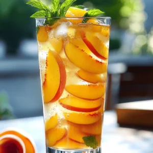 - 4 cups water - 4 black tea bags (or green tea for a lighter flavor) - 2 ripe peaches, pitted and sliced - 1 tablespoon fresh ginger, grated - 1/4 cup honey or agave syrup (adjust to taste) - Juice of 1 lemon - Fresh mint leaves for garnish - Ice cubes The key to a great Ginger Peach Iced Tea starts with fresh ingredients. You need 4 cups of water to brew the tea. I prefer black tea, but green tea works well too. Next, grab 2 ripe peaches. Make sure they are juicy and sweet. For a zing, use 1 tablespoon of fresh ginger. Grate it finely. This adds a lovely warmth and flavor. Sweetness comes from 1/4 cup of honey or agave syrup. You can adjust this based on your taste. Don't forget the juice of 1 lemon. It brings bright acidity to the drink. Finally, pick some fresh mint leaves for garnish. You’ll need ice cubes to serve the tea chilled. Using these ingredients will give you a refreshing summer drink that is easy to make. Each element adds depth and flavor, making each sip delightful. - First, take a medium saucepan and add 4 cups of water. - Heat the water until it boils. - Once boiling, remove the pan from heat. - Add 4 black tea bags and 1 tablespoon of grated ginger to the water. - Let the mixture steep for about 5 minutes. This step is key for deep flavor. - After steeping, carefully remove the tea bags from the pan. - Use a strainer to filter out any ginger pieces. - You want a clear, smooth tea to enjoy. - Now, stir in 1/4 cup of honey or agave syrup. Adjust this to your taste. - Squeeze the juice of 1 lemon into the tea. - Mix well until everything dissolves. - Let the tea cool to room temperature before refrigerating. - Chill the tea for about 1 hour. Cold tea is what we want! - Next, grab 2 ripe peaches. Pit and slice them into thin pieces. - In a pitcher, combine the chilled tea with the sliced peaches. - Let the mix sit for about 15 minutes. This lets the flavors blend. - When ready to serve, fill tall glasses with ice cubes. - Pour the peach tea over the ice. - For a nice touch, garnish each glass with fresh mint leaves. - Enjoy this refreshing drink on a hot day! To adjust steeping time, know this: longer steeping makes stronger tea. For a milder flavor, steep for just 3 minutes. For a bolder taste, go up to 7 minutes. Just keep an eye on it, so it doesn’t get bitter. Choosing the right tea type is key. I love black tea for its rich taste. But, if you prefer a lighter drink, green tea works well too. It gives a fresh twist to the ginger peach flavor. If you want to try alternatives to honey or agave, consider maple syrup or stevia. Both options add sweetness without the same flavor. Maple syrup brings a unique taste, while stevia keeps it light. Natural sweeteners like honey and agave blend well. But, if you prefer artificial sweeteners, options like sucralose or aspartame can work. Just remember, these can alter the taste a bit. For garnishing, fresh mint leaves add a nice touch. You can also use basil or lemon balm for a twist. These herbs bring a fresh aroma and flavor. Fruits like raspberries or strawberries can add color and taste too. Try serving in tall glasses with slices of peach on the rim. It looks beautiful and makes each sip more fun! {{image_2}} You can switch your tea base for different flavors. If you want a lighter taste, try green tea. It pairs well with ginger and peach. For a caffeine-free option, use herbal tea. Herbal tea gives you a unique twist, using flavors like chamomile or hibiscus. You can add more flavor to your iced tea. Spices like cinnamon or cardamom can add warmth and depth. Just a pinch can change the drink's profile. You can also infuse the tea with other fruits. Berries, like strawberries or raspberries, blend nicely. They add a fruity burst that complements the peach. If you want less sweetness, you can craft an unsweetened version. Just skip the honey or agave syrup. Let the natural flavors shine through. To make it sugar-free, use a sugar substitute. Options like stevia or monk fruit work well. They keep the sweet taste without the calories. Ginger is a powerhouse for your health. It has strong anti-inflammatory properties. This means it can help reduce swelling and pain. Adding ginger to your iced tea can aid digestion. It can soothe your stomach and help with nausea. Many people drink ginger tea after meals for this reason. Peaches are not just tasty; they are good for you too. They are full of vitamins A and C. These vitamins boost your immune system and help your skin. Peaches also provide fiber, which is great for digestion. Plus, they keep you hydrated. Eating peaches can help your skin look fresh and healthy. Staying hydrated is very important, especially in summer. Iced tea is a delicious way to enjoy hydration. It cools you down and quenches your thirst. You can sip it during a hot day or while relaxing outside. Ginger Peach Iced Tea is perfect for picnics and gatherings. Enjoy it whenever you need a refreshing drink! You can store Ginger Peach Iced Tea in the fridge for up to 5 days. Use an airtight container to keep it fresh. Avoid adding ice until you serve it. Ice will dilute the flavor over time. Yes, you can use frozen peaches. Frozen peaches are great when fresh ones are out of season. They save time since they are already sliced. However, they may have a softer texture when thawed. Fresh peaches offer a crisper bite. You can use low-calorie sweeteners like stevia or monk fruit. Reducing the amount of honey also helps. You can skip the sweetener completely for a natural taste. Another option is to use less peach or mix in more tea for flavor without extra calories. This article shared a simple way to make Ginger Peach Iced Tea. We covered key ingredients like peaches, ginger, and tea types. I also gave you step-by-step instructions for brewing, sweetening, and serving the tea. Remember, you can adjust flavors and sweetness to fit your taste. Enjoy this refreshing drink during hot days! Stay smart about your flavors, and keep experimenting. Creating your perfect iced tea enhances your drink experience and is fun.