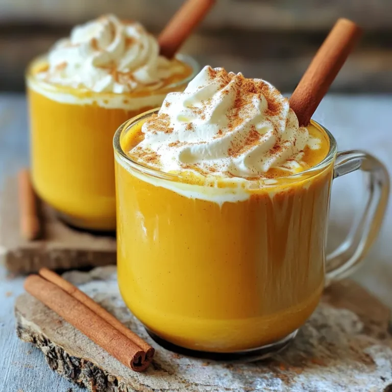 To make your slow cooker pumpkin spice lattes, you'll need: - 4 cups brewed coffee - 1 cup milk (whole or your choice of non-dairy) - 1 cup pumpkin puree (canned or fresh) - 1/2 cup sugar (or to taste) - 1 teaspoon vanilla extract - 1 teaspoon pumpkin pie spice (plus extra for garnish) - Whipped cream for topping These ingredients create a warm and cozy drink. The brewed coffee gives a strong base, while the pumpkin puree adds a smooth texture and flavor. The milk makes it creamy, and the sugar sweetens the mix just right. You can swap out some ingredients if you like. For example: - Use almond milk or oat milk instead of regular milk for a dairy-free option. - Replace sugar with maple syrup or honey for a natural sweetener. - If you want a stronger spice flavor, add extra pumpkin pie spice or even cinnamon. These substitutions let you customize your drink. Feel free to experiment and find what you love best. Toppings add the final touch to your pumpkin spice latte. Here are some great ideas: - Whipped cream: This makes every cup feel special. - A sprinkle of pumpkin pie spice: It enhances the autumn flavor. - A cinnamon stick: This adds a nice touch and can be used for stirring. Using these toppings makes your drink look great and taste even better. Each sip will be a treat! Start by gathering your ingredients. You will need: - 4 cups brewed coffee - 1 cup milk - 1 cup pumpkin puree - 1/2 cup sugar - 1 teaspoon vanilla extract - 1 teaspoon pumpkin pie spice In your slow cooker, add the brewed coffee and pumpkin puree. Mix them well. Next, add the sugar, vanilla extract, and pumpkin pie spice. Stir until everything is combined. This mixture forms the base of your latte. Now, cover your slow cooker. Set it to low heat. Let it cook for 2 to 3 hours. Stir it occasionally so nothing sticks to the bottom. This step allows the flavors to blend perfectly. After 2-3 hours, it’s time to add the milk. Slowly stir it into the mixture. Let it heat for another 30 minutes. Taste your latte and adjust the sweetness if you want. Add more sugar if needed. When ready to serve, pour the latte into mugs. Top each mug with whipped cream. Sprinkle some pumpkin pie spice on top for a festive touch. Enjoy your warm and cozy pumpkin spice latte! To get the best pumpkin taste, use good-quality pumpkin puree. I prefer canned puree for its rich flavor. Add pumpkin pie spice for extra warmth. This blend of spices includes cinnamon, nutmeg, and ginger. Each spice adds depth and brightness to your latte. Stir the mixture well to blend flavors. Letting it cook slowly helps the flavors come together. To avoid burning, keep an eye on the slow cooker. Stir the mixture every 30 minutes. This keeps the latte from sticking to the sides. Use low heat to cook the ingredients gently. High heat can scorch the milk or coffee. If you smell anything burning, check immediately. A gentle touch is key for a smooth latte. Taste your latte before serving. If you like it sweeter, add more sugar slowly. You can also use maple syrup for a unique flavor. For creaminess, feel free to add more milk. If you want a richer taste, use whole milk or cream. Non-dairy options work well too. Almond or oat milk adds nice flavors. Adjust until you find the perfect balance for your taste. {{image_2}} You can easily make this latte dairy-free or vegan. Just swap the milk with your favorite non-dairy milk. Almond, oat, or coconut milk work great. Each milk adds a unique flavor. This keeps the drink creamy and delicious. You can also use coconut whipped cream on top for a fun twist. Want to make your latte even more special? Drizzle in some caramel or chocolate syrup. Both flavors pair well with pumpkin. You can add them during cooking or on top as a garnish. This small change can make a big difference in taste. It adds richness and sweetness that many people love. For an extra kick, sprinkle in some nutmeg or more cinnamon. These spices add warmth to your latte. They also enhance the fall flavors we love. Try adding a pinch during cooking or as a garnish. Experimenting with spices can create a new favorite drink! To store leftover pumpkin spice latte, let it cool first. Use an airtight container. Pour the latte into the container. Seal it tightly to keep it fresh. You can store it in the fridge for up to four days. Always label your container with the date. When you want to enjoy your latte again, take it out of the fridge. Pour the latte into a pot or a microwave-safe cup. If using a pot, heat it on low until warm. If using a microwave, heat it in short bursts. Stir well between bursts to avoid hot spots. Stop heating when it's just warm enough to drink. The shelf life of your pumpkin spice latte is about four days in the fridge. If you want to keep it longer, consider freezing it. Use a freezer-safe container and leave some space for expansion. In the freezer, it can last up to three months. When you're ready to drink it, thaw it overnight in the fridge. Reheat as mentioned before. Yes, you can use fresh pumpkin. Just cook it first. Peel, chop, and steam it. Once soft, mash it well. Use the same amount as puree. This adds a nice texture and taste. To make it on the stove, combine all ingredients in a pot. Heat on low. Stir often to mix well. Once hot, add the milk and heat for another 5 to 10 minutes. This method takes less time than the slow cooker. I recommend using brewed coffee with a strong flavor. Dark roast works great. You can also use espresso if you prefer a bold taste. Avoid instant coffee for the best results. Yes, you can freeze it. Pour it into ice cube trays or containers. When you want some, thaw it in the fridge. Reheat it gently on the stove or in the microwave. This way, you can enjoy it later! You learned how to make a delicious slow cooker pumpkin spice latte. We covered the core ingredients, optional substitutions, and tasty toppings. I shared step-by-step instructions for cooking and serving. You now know tips for great flavor and avoiding burnt ingredients. We explored variations for dairy-free options and other fun flavors. Finally, I provided storage tips and answers to common questions. Enjoy making this cozy drink and share it with friends! You will impress everyone with your new skills.