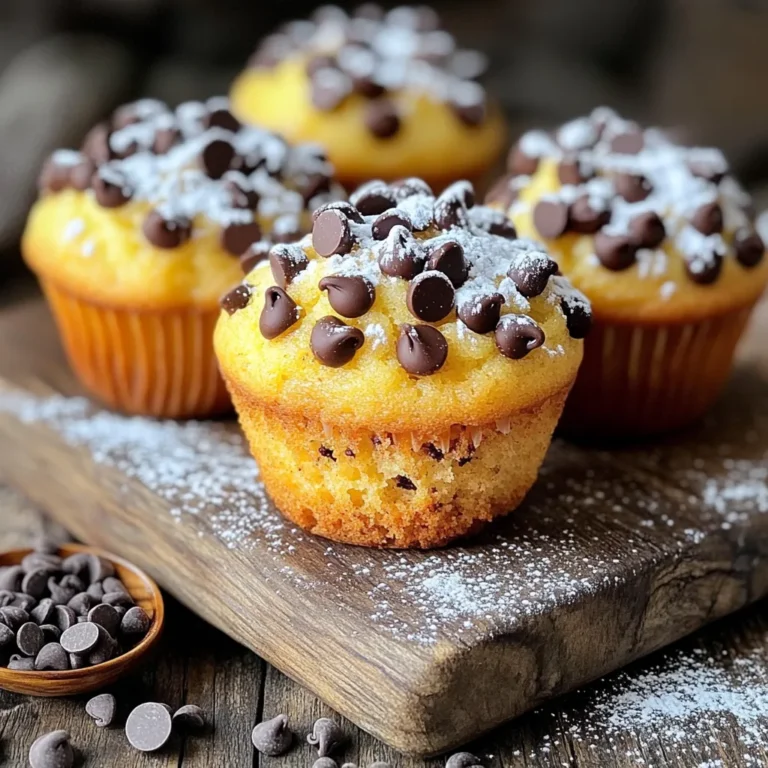 To make these delicious muffins, you need a few key ingredients. Here’s what you will need: - 3 ripe bananas, mashed - 1/2 cup unsalted butter, melted - 1/2 cup granulated sugar - 1/4 cup brown sugar, packed - 2 large eggs - 1 teaspoon vanilla extract - 1 teaspoon baking soda - 1/2 teaspoon salt - 1 1/2 cups all-purpose flour - 1/2 cup chocolate chips (dark or semisweet) Each ingredient plays a big role. The ripe bananas give natural sweetness. They also keep the muffins moist. The butter adds richness and flavor. The sugars help with browning and sweetness. The eggs bind everything together while adding some lift. If you enjoy a little crunch, add walnuts! Walnuts bring great flavor and texture. They pair perfectly with the chocolate and banana. Use about 1/4 cup of chopped walnuts. You can mix them in with the chocolate chips. This step is totally optional, but I highly recommend it for that extra bite! Don't have all the ingredients? No worries! Here are some easy swaps: - Butter: You can use coconut oil or vegetable oil instead. - Sugar: Try using brown sugar only or honey. - Flour: Whole wheat flour can work too. Just remember, it may change the texture. - Eggs: For a vegan option, replace eggs with flax eggs. Mix 1 tablespoon of flaxseed meal with 2.5 tablespoons of water. These substitutions can help you customize the recipe to fit your needs. Don't be afraid to experiment! First, set your oven to 350°F (175°C). This step is key for even baking. Next, grab a muffin tin. You can line it with paper liners or spray it with non-stick spray. This helps keep the muffins from sticking. Make sure you prepare the tin before mixing the batter. That way, you can bake right after mixing. Start by mashing three ripe bananas in a large bowl. You want them soft and smooth. Then, add 1/2 cup of melted unsalted butter. Mix these two items well. Next, add in 1/2 cup of granulated sugar, 1/4 cup of brown sugar, and two large eggs. Don’t forget 1 teaspoon of vanilla extract! Beat this mixture until it looks smooth and creamy. Now, sprinkle 1 teaspoon of baking soda and 1/2 teaspoon of salt over your wet mix. Stir it in well. Gradually add 1 1/2 cups of all-purpose flour. Stir gently until just combined. It's okay if there are a few lumps. You don't want to overmix. Finally, fold in 1/2 cup of chocolate chips and, if you like, 1/4 cup of chopped walnuts. These add great flavor and crunch. Scoop the batter into your prepared muffin tin. Fill each cup about 2/3 full to allow them to rise. Bake the muffins for 18-20 minutes. To check if they are done, insert a toothpick into the center of a muffin. If it comes out clean, they are ready! Remove the muffins from the oven and let them cool in the pan for 5 minutes. After that, transfer them to a wire rack to cool completely. Enjoy the delightful smell as they cool! To get the best texture, mix just enough. Overmixing makes muffins tough. Use a spatula to blend the dry and wet ingredients gently. Stop mixing when you see the last streak of flour. The batter should be lumpy. This will help your muffins rise and become fluffy. You can change how sweet your muffins are. If you like less sugar, cut the granulated sugar. Try using only brown sugar for a richer flavor. You can also add some honey or maple syrup. Taste the batter before baking. Remember, the bananas are sweet too! To keep your muffins fresh, store them in an airtight container. They can last for up to three days at room temperature. For longer storage, freeze them. Wrap each muffin in plastic wrap, then place them in a freezer bag. When you want one, just thaw it overnight in the fridge. Enjoy fresh-baked taste anytime! {{image_2}} You can make these muffins a bit healthier. Use whole wheat flour instead of all-purpose flour. This change adds fiber and flavor. You can also swap out sugar for natural sweeteners. Honey or maple syrup works well. Just use less liquid in the recipe to balance it out. You can boost the flavor and texture with fun add-ins. Chopped walnuts add nice crunch. For a fruity twist, add blueberries or raspberries. You can also mix in different chocolates. Try white chocolate chips or dark chocolate chunks for a flavor twist. Seasonal flavors make these muffins special. In fall, add pumpkin spice for warmth. Just a teaspoon can change everything. In winter, sprinkle in cinnamon for a cozy feel. These small touches make each muffin a bit different and fun for any time of year. To keep your muffins fresh, store them in an airtight container. Place a paper towel inside to absorb moisture. This helps prevent sogginess. You can also wrap each muffin in plastic wrap. This keeps them soft and delicious. Store them at room temperature for up to three days. If you want to keep them longer, consider freezing. To freeze your muffins, let them cool completely. Place each muffin in a freezer-safe bag. Squeeze out as much air as possible before sealing. Label the bag with the date. Your muffins will stay fresh for about three months in the freezer. When you’re ready to enjoy, you can thaw them overnight in the fridge. For the best flavor and texture, reheat your muffins before serving. You can use the microwave for quick reheating. Heat each muffin for about 10 to 15 seconds. If you prefer a crispier texture, use the oven. Preheat it to 350°F (175°C). Warm the muffins for about 5 to 10 minutes. Enjoy them warm for a truly delightful treat! Yes, you can use frozen bananas. Just thaw them first. Frozen bananas work great in muffins. They add moisture and sweetness. Make sure to drain any excess liquid. Mash them well before mixing with the other ingredients. You can check if your muffins are done by using a toothpick. Insert it in the center of a muffin. If it comes out clean, they are ready. You can also look for a golden-brown color on top. The muffins should feel springy to the touch. Yes, you can make these muffins vegan. Substitute eggs with flax eggs or applesauce. Use a vegan butter alternative instead of regular butter. Make sure to use dairy-free chocolate chips. These swaps will keep your muffins delicious and plant-based. This blog post covered everything you need to make chocolate chip banana bread muffins. We explored key ingredients and helpful substitutions. You learned step-by-step instructions for mixing and baking. Tips and tricks helped you perfect texture and sweetness. We discussed variations, storage tips, and some FAQs. Now you have the tools to make delicious muffins that you can enjoy anytime. Happy baking!