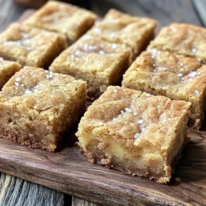 To make the best brown butter snickerdoodle blondies, gather these key ingredients: - 1 cup unsalted butter - 1 1/2 cups brown sugar, packed - 1/2 cup granulated sugar - 2 large eggs - 2 teaspoons vanilla extract - 2 cups all-purpose flour - 1 teaspoon baking powder - 1/2 teaspoon baking soda - 1/2 teaspoon salt - 1 teaspoon ground cinnamon - 1/4 teaspoon nutmeg (optional for warmth) - Coarse sea salt for sprinkling (optional) Each ingredient plays a vital role. The unsalted butter gives a rich base. Brown sugar adds moistness and depth. Granulated sugar balances the sweetness. Eggs bind everything together, while vanilla brings a lovely aroma. All-purpose flour provides structure. Baking powder and baking soda help the blondies rise. Salt enhances all the flavors. Cinnamon and nutmeg add warmth and spice, making them special. For a fun twist, sprinkle coarse sea salt on top before baking. This added touch will enhance the sweet and savory notes. Enjoy the process of gathering these ingredients. Each one contributes to a truly delicious treat! To brown butter, start with unsalted butter in a medium pan. Melt it over medium heat. Stir it often to keep it from burning. In about 5-7 minutes, the butter will smell nutty and turn golden brown. This is the perfect moment to take it off the heat. Let it cool for a few minutes before you use it. Timing is key; too long will burn the butter, while too short won’t give you that rich flavor. Pour the warm browned butter into a large bowl. Add 1 ½ cups of packed brown sugar and ½ cup of granulated sugar. Whisk them together until mixed well. This helps dissolve the sugars and adds air. Let the mixture cool for a few minutes before adding 2 large eggs and 2 teaspoons of vanilla extract. Mix until smooth. Cooling the butter prevents the eggs from cooking. In a separate bowl, whisk together 2 cups of all-purpose flour, 1 teaspoon of baking powder, ½ teaspoon of baking soda, ½ teaspoon of salt, 1 teaspoon of ground cinnamon, and ¼ teaspoon of nutmeg if you choose to use it. Gradually add this dry mix to the wet batter. Stir until just combined. Look for a thick batter with no dry flour pockets. Avoid over-mixing; this keeps your blondies soft and chewy. - Oven Temperature Recommendations: Always preheat your oven to 350°F (175°C). This heat ensures a nice rise and golden edges. - Recommended Baking Dish Options: Use a 9x13 inch baking dish for even baking. Grease it well or line it with parchment paper for easy removal. - Using Nutmeg and Sea Salt: Nutmeg adds warmth to your blondies. A sprinkle of coarse sea salt on top boosts the sweet flavors. - Ideas for Flavor Additions or Substitutions: Add chocolate chips for richness. You can also try nuts or dried fruit for extra texture. - Overmixing Dough: Mix just until combined. Overmixing makes your blondies tough instead of soft. - Not Cooling the Butter Properly: Let the browned butter cool slightly before mixing. Hot butter can cook the eggs and change the texture. {{image_2}} You can make your Brown Butter Snickerdoodle Blondies even more fun. Try adding nuts like walnuts or pecans for crunch. Chocolate chips make everything better, too. You could even mix in dried fruits like cranberries or blueberries. For a twist, use different spices. Swap cinnamon for cardamom or ginger. This change can add a new taste to your blondies. If you need gluten-free blondies, use almond flour or a gluten-free mix. These swaps work well and keep the taste yummy. For a vegan version, replace the eggs with flaxseed meal or applesauce. Use vegan butter instead of regular butter. This way, everyone can enjoy your blondies. These blondies are great on their own, but you can elevate them. Serve warm with a scoop of vanilla ice cream. Drizzle caramel or chocolate sauce on top for extra sweetness. For special occasions, cut them into fun shapes using cookie cutters. You can even dust them with powdered sugar for a pretty finish. To keep your blondies fresh, let them cool completely first. Place them in an airtight container. A glass or plastic container works well. You can also wrap them tightly in plastic wrap. This helps to keep them moist. Store them at room temperature for up to four days. If you want to keep them longer, the fridge is a good option. Just remember, they may dry out a bit in the fridge. To freeze blondies, cut them into squares first. Place the squares in a single layer on a baking sheet. Freeze them for about an hour. Once firm, transfer them to a freezer bag. Remove as much air as possible before sealing. This helps prevent freezer burn. When frozen, they last for about three months. To thaw, simply move them to the fridge overnight or leave them at room temperature for a few hours. To reheat your blondies, the oven is the best choice. Preheat your oven to 350°F (175°C). Place the blondies on a baking sheet and cover them with foil. Bake for about 10 minutes. This warms them up nicely and keeps them soft. You can also use the microwave. Heat them for about 10-15 seconds. Just be careful not to overheat, as this can make them chewy rather than soft. Enjoy your warm blondies with a glass of milk! These blondies stand out because of brown butter. Brown butter has a nutty flavor that adds depth. It gives these blondies a rich taste that regular blondies lack. The addition of spices like cinnamon and nutmeg also brings warmth. This twist elevates the classic snickerdoodle flavor, making it special. Yes, you can prepare these blondies ahead of time. You can make the batter and store it in the fridge for up to 24 hours. This helps the flavors meld together. Just remember to let it sit at room temperature for a bit before baking. You can also bake the blondies ahead and store them. Let them cool, then keep them in an airtight container. To check if the blondies are done, look for a few signs. First, the edges should be firm but the center might be slightly soft. A toothpick test is helpful, too. If it comes out with a few moist crumbs, they are done. Also, the top should look set and not shiny. These signs mean your blondies are ready to cool. This blog post covered all you need to know to make perfect blondies. We discussed key ingredients like brown butter and spices. I shared step-by-step instructions to help you mix and bake right. You learned tips for storage and freezing to keep them fresh. Finally, we explored fun variations and common mistakes to avoid. Remember, baking is about practice and creativity. Enjoy trying these tips and making delicious blondies your way!