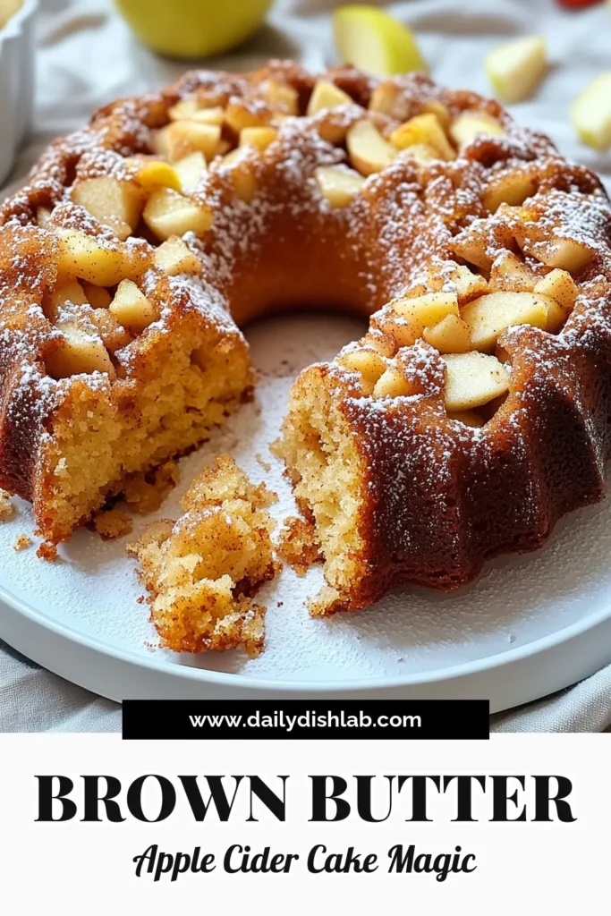 Indulge in the warm flavors of fall with this irresistible Brown Butter Apple Cider Donut Cake! This moist and delicious cake features a delightful blend of spiced apples and nutty brown butter, perfect for cozy gatherings. Follow our easy step-by-step recipe to bake this treat that will leave everyone wanting more. Click through to discover the full recipe and wow your friends and family! #AppleCiderDonutCake #FallBaking #DessertRecipes #BakingInspiration
