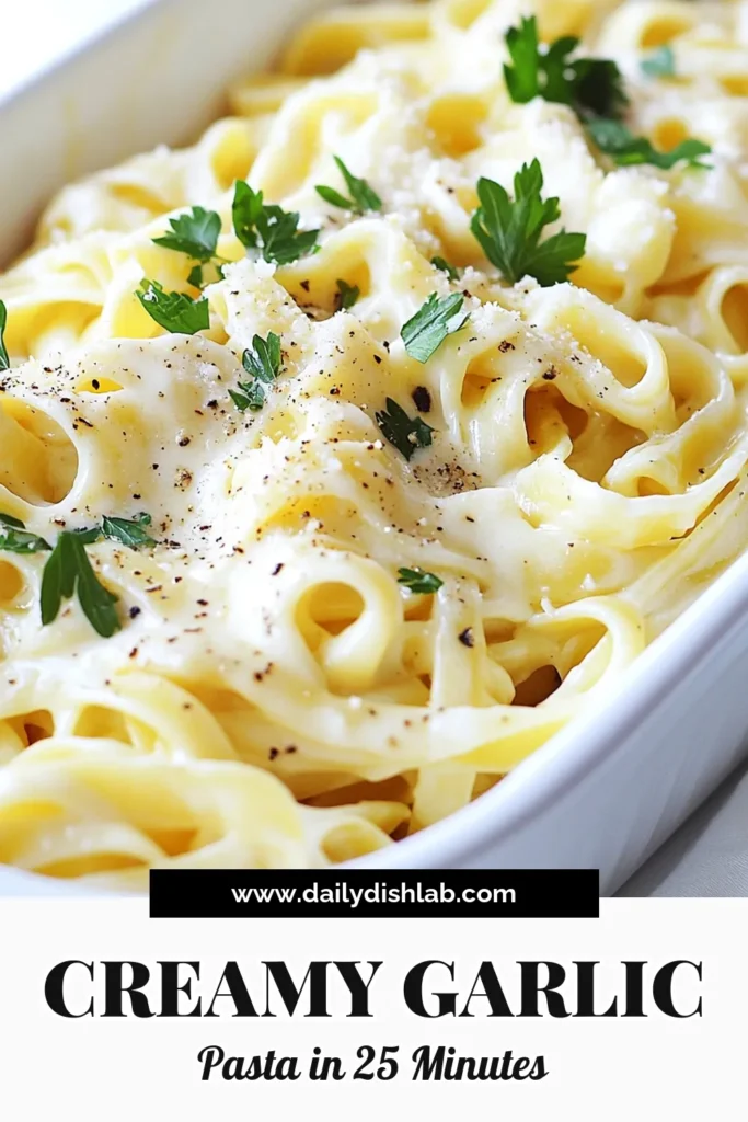 Savor the deliciousness of creamy garlic parmesan noodles with this easy recipe! Made with fettuccine, butter, and freshly grated Parmesan, this dish is a quick and satisfying option for dinner. Perfect for garlic lovers, it’s ready in just 25 minutes. Click to explore this delightful recipe and bring creamy comfort to your table tonight. #GarlicParmesanNoodles #PastaLove #EasyDinnerIdeas #ComfortFood