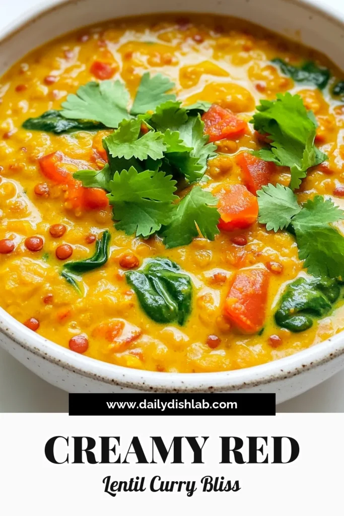 Discover the creamy goodness of this One-Pot Creamy Red Lentil Curry, perfect for a quick and satisfying meal! Packed with flavors from curry powder, coconut milk, and fresh spinach, this recipe is easy to follow and takes just 35 minutes to prepare. Whether you're a busy parent or a novice cook, this dish will delight your taste buds. Click through for the full recipe and make your dinner special tonight! #RedLentilCurry #HealthyRecipes #OnePotMeals #CurryLovers
