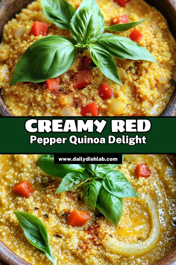 Savor the deliciousness of this one-pot creamy red pepper quinoa, a perfect weeknight meal that’s easy to prepare and packed with flavor! This recipe combines quinoa with sautéed red bell peppers, garlic, and a rich coconut milk sauce, all cooked in one pot for minimal cleanup. Ready in just 30 minutes, this dish is both nutritious and satisfying. Click through to discover the full recipe and enjoy a delightful dinner tonight!
