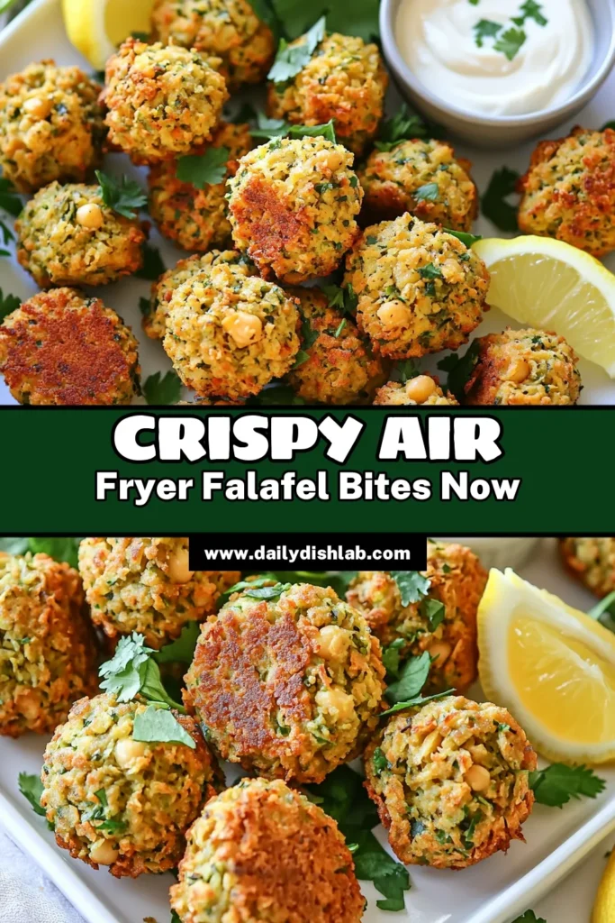 Discover the deliciousness of Crispy Air Fryer Falafel Bites! These healthy, flavorful bites are made with chickpeas, fresh herbs, and spices for a perfect snack or appetizer. With simple ingredients and easy steps, you can enjoy golden brown, crispy falafel in no time. Click through for the full recipe and impress your friends and family with this tasty dish! #AirFryerRecipes #Falafel #HealthySnacking #VegetarianRecipes