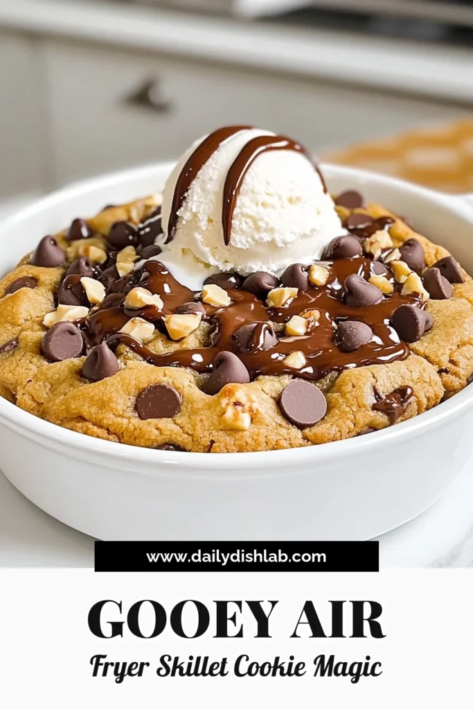 Satisfy your sweet tooth with this delightful Air Fryer Chocolate Chip Skillet Cookie! This easy recipe combines buttery sweetness and melty chocolate for a delicious dessert ready in just 30 minutes. Perfect for sharing or indulging solo, it's a must-try for any cookie lover. Click through to discover the full recipe and tips for serving it warm with ice cream! #AirFryerRecipes #ChocolateChipCookie #DessertIdeas #EasyRecipes