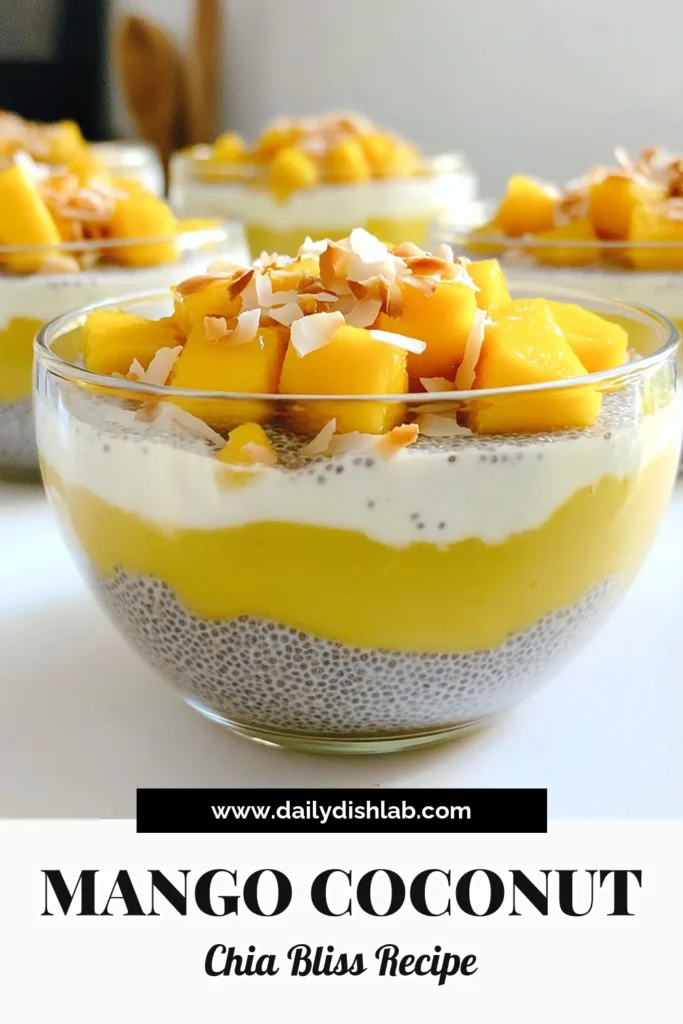 Indulge in this refreshing Mango Coconut Chia Pudding that's not only delicious but also a healthy treat! With just a few ingredients like coconut milk, chia seeds, and ripe mango, you can whip up a creamy dessert that's perfect for any occasion. Follow our easy steps for a stunning presentation that'll impress your guests. Click to explore the full recipe and elevate your dessert game today! #MangoCoconutChiaPudding #HealthyDesserts #ChiaPudding #TropicalTreats