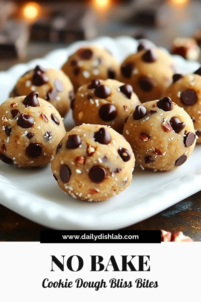 Indulge in these delicious No-Bake Chocolate Chip Cookie Dough Bites that are quick and easy to make! With simple ingredients like almond and coconut flour, maple syrup, and mini chocolate chips, you can whip up a tasty treat in just 10 minutes. Perfect for satisfying your sweet tooth without the oven! Click through for the full recipe and enjoy these delightful bites today! #NoBakeDesserts #CookieDoughBites #HealthySnacks #ChocoLovers