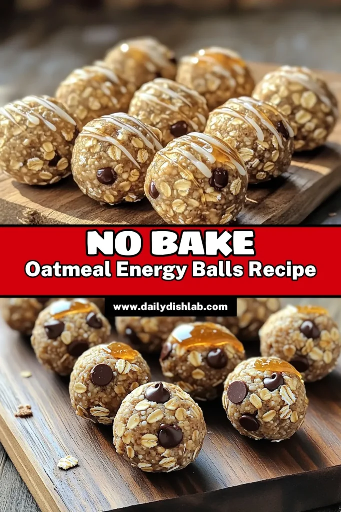 Fuel your day with these delicious no-bake oatmeal cookie energy balls! Packed with wholesome ingredients like rolled oats, nut butter, and mini chocolate chips, these treats are perfect for a quick snack or a pre-workout boost. In just 10 minutes of prep, you can enjoy a nutritious bite that satisfies your sweet cravings. Click to explore the full recipe and learn how to whip up this easy, healthy snack today!