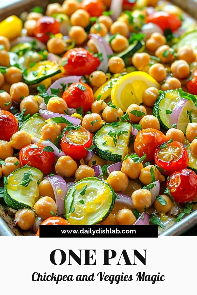 Enjoy a delicious and healthy meal with this Sheet-Pan Lemon Garlic Chickpea Dinner! Packed with vibrant veggies like zucchini, bell pepper, and cherry tomatoes, this simple recipe is bursting with flavor thanks to fresh lemon, garlic, and spices. It's quick to prepare and perfect for busy weeknights. Click through to discover how to whip up this tasty, one-pan dinner that will impress your family and friends!