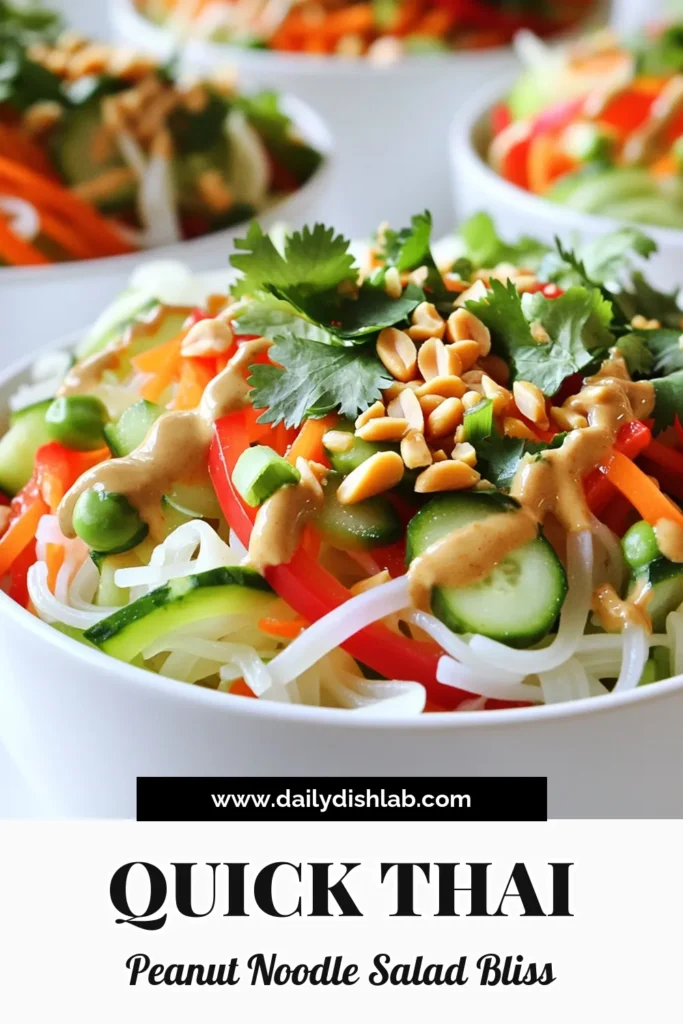 Whip up a refreshing Minute Thai Peanut Noodle Salad in just 20 minutes! This vibrant dish features rice noodles tossed with crunchy veggies and a creamy peanut dressing that’s bursting with flavor. Perfect for a quick lunch or a light dinner, it’s as delightful to eat as it is to look at. Ready to impress your taste buds? Click to explore the full recipe! #ThaiNoodleSalad #HealthyRecipes #QuickMeals #SaladLovers