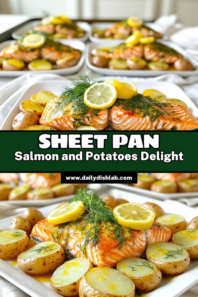 Elevate your dinner with this delicious Sheet-Pan Lemon Dill Salmon with Potatoes recipe! It's easy to prepare, packed with flavor, and perfect for busy weeknights. With tender salmon, crispy potatoes, and a zesty lemon dill sauce all cooked on one pan, you’ll have a healthy meal ready in no time. Click through for the full recipe and impress your family tonight! #SheetPanDinner #HealthyRecipes #SalmonRecipe #DinnerIdeas