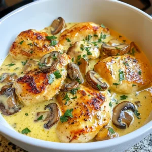 - 4 boneless, skinless chicken breasts - 2 cups fresh mushrooms, sliced (such as cremini or button) - 4 cloves garlic, minced - 1 cup heavy cream - 1 cup chicken broth - 2 tablespoons olive oil - 1 teaspoon dried thyme - 1 teaspoon dried oregano - Salt and pepper to taste - Fresh parsley, chopped (for garnish) Use fresh, high-quality ingredients for the best flavor. Look for chicken breasts that are firm and pink. Choose mushrooms that are firm and dry. Fresh garlic offers a stronger taste than pre-minced. For cream, select heavy cream over lighter options for a richer sauce. Fresh herbs add bright flavor, but dried herbs work well too. You can swap chicken for turkey or tofu for a lighter option. Use vegetable broth instead of chicken broth for a vegetarian dish. If you can't find fresh mushrooms, canned mushrooms will work in a pinch. For a lighter sauce, consider using half-and-half instead of heavy cream. If you dislike thyme or oregano, experiment with basil or rosemary. {{ingredient_image_1}} Start by gathering all your ingredients. You will need chicken, mushrooms, garlic, cream, and spices. Make sure everything is ready. This will make cooking easier and more fun. First, season the chicken breasts. Use salt, pepper, and half of the dried thyme and oregano. Rub the seasoning on both sides. Next, heat olive oil in a large skillet over medium heat. Add the chicken breasts. Cook for 6-7 minutes on each side. The chicken should turn golden brown. Once cooked, remove the chicken and set it aside. In the same skillet, add the sliced mushrooms. Sauté them for 5-6 minutes. They should turn golden and soft. Then, add the minced garlic. Cook for 1-2 minutes until it smells great. Pour in the chicken broth. Scrape any bits stuck to the bottom of the skillet. This adds flavor! Lower the heat and stir in the heavy cream, along with the remaining thyme and oregano. Let the sauce simmer for 3-4 minutes. It will thicken and become creamy. Return the chicken to the skillet. Coat it well in the sauce. Let it simmer for another 2-3 minutes to heat through. Taste the sauce and add more salt or pepper if needed. Serve the creamy garlic mushroom chicken hot. Sprinkle fresh parsley on top for a nice touch. Enjoy your meal! To make the chicken juicy, start by seasoning it well. Use salt, pepper, and dried herbs. I like to use thyme and oregano. This adds great taste. Cook the chicken until it is golden brown. Aim for about 6-7 minutes on each side. Use a meat thermometer to check the temperature. The chicken should reach 165°F. To make the sauce more flavorful, sauté the mushrooms until they are golden. This brings out their natural sweetness. When adding garlic, cook it just until fragrant. Then, pour in the chicken broth and scrape the skillet. This lifts the tasty bits stuck to the pan. Finally, stir in the cream slowly. Let it simmer to thicken nicely. This dish pairs well with rice or pasta. The creamy sauce coats these sides perfectly. You can also serve it with a fresh salad. A simple green salad adds a nice crunch. For a special touch, sprinkle fresh parsley on top before serving. It adds color and a burst of flavor. Pro Tips Use Fresh Herbs: Fresh herbs can elevate the flavor of your dish. If you have access to fresh thyme and oregano, substitute them for dried for a more vibrant taste. Deglaze the Pan: Scraping up the browned bits from the skillet after cooking the chicken adds depth to the sauce. This technique enhances the overall flavor profile. Don’t Overcook the Chicken: To ensure the chicken remains juicy, use a meat thermometer. The internal temperature should reach 165°F (75°C). Pair with the Right Sides: Serve this dish with a side of steamed vegetables or creamy mashed potatoes to complement the rich flavors of the creamy sauce. {{image_2}} You can easily add vegetables to your creamy garlic mushroom chicken. Some great choices are spinach, kale, or bell peppers. These veggies add color and nutrition. Simply sauté them with the mushrooms. You can also mix in fresh herbs like basil or thyme. Fresh herbs give the dish a bright flavor. Just chop them and add them to the sauce at the end. If you want to switch things up, try different proteins. You can use turkey or pork instead of chicken. For a meatless option, use firm tofu or chickpeas. If you choose tofu, press it first to remove excess water. Cut it into cubes and sauté until golden. This keeps the dish flavorful and satisfying. To make this dish lighter, swap heavy cream for low-fat yogurt or coconut milk. This change keeps the creamy texture while cutting calories. You can also reduce the amount of oil used for cooking. Instead of frying, you can bake the chicken. This method allows the chicken to cook without added fats. Both options help maintain flavor without the extra calories. To store leftover creamy garlic mushroom chicken, first, let it cool. Place it in an airtight container. Make sure to cover it well to keep it fresh. Store it in the fridge for up to three days. This helps keep the chicken moist and tasty. When you’re ready to eat the leftovers, take them out of the fridge. You can reheat the chicken on the stove or in the microwave. If using the stove, heat it on low. Add a splash of chicken broth to keep it creamy. Stir it often until it's hot. In the microwave, cover the dish with a lid. Heat in short bursts, stirring in between. This prevents the chicken from drying out. You can also freeze creamy garlic mushroom chicken for later use. First, let it cool completely. Then, put it in a freezer-safe container or bag. Make sure to remove as much air as possible to avoid freezer burn. It can last for up to three months in the freezer. When you're ready to eat it, thaw it in the fridge overnight. Reheat it as mentioned above for the best taste. Yes, you can use different mushrooms. Options like shiitake, portobello, or oyster work well. Each type adds its own taste and texture. For a richer flavor, mix a few types together. This adds depth to the dish. Just remember to slice them evenly so they cook well. The chicken is done when its internal temperature reaches 165°F. You can check this with a meat thermometer. If you don’t have one, cut into the chicken. The meat should be white, not pink. Juices should run clear, not red. Cooking time can vary, so always check. You can serve this dish with many sides. Try creamy mashed potatoes or rice for a filling meal. Steamed vegetables like green beans or broccoli add color and nutrients. A fresh salad can also balance the meal. Garlic bread pairs nicely, too, soaking up the creamy sauce. This blog post covered the key ingredients and steps to make Creamy Garlic Mushroom Chicken. I shared tips to ensure perfect chicken and ways to customize your dish. Remember, using high-quality ingredients will enhance your flavor. Try adding veggies or herbs for extra taste. Store leftovers correctly for best results. Overall, this dish is both delicious and versatile. Enjoy your cooking adventure!