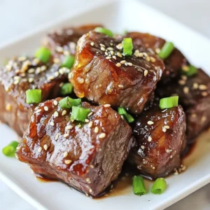 - 1 pound sirloin steak, cut into bite-sized cubes - ¼ cup honey - 4 cloves garlic, minced - 2 tablespoons soy sauce (low-sodium if preferred) - 1 tablespoon olive oil The main ingredients are simple yet flavorful. Sirloin steak gives a rich taste. Honey adds sweetness, while garlic boosts flavor. Soy sauce brings umami, and olive oil helps with cooking. - 1 teaspoon ground black pepper - ½ teaspoon salt - ¼ teaspoon red pepper flakes (optional for a kick) - 2 green onions, sliced (for garnish) - Sesame seeds (for garnish) The seasoning enhances the dish. Black pepper and salt bring balance. Red pepper flakes add heat if you want it spicy. Green onions and sesame seeds make the dish look great. They also add fresh taste and crunch. {{ingredient_image_1}} To start, you need to combine the marinade ingredients. In a medium bowl, mix together: - ¼ cup honey - 4 cloves garlic, minced - 2 tablespoons soy sauce - 1 tablespoon olive oil - 1 teaspoon ground black pepper - ½ teaspoon salt - ¼ teaspoon red pepper flakes (optional) Stir until everything is well blended. This step is key for great flavor. Marinating time is also vital. I recommend allowing the steak to soak in the marinade for at least 30 minutes. This helps the flavors seep into the meat, making it tender and tasty. Next, it’s time to cook the steak bites. Heat a large skillet over medium-high heat. Once it’s hot, carefully add your marinated steak bites. Make sure to keep them in a single layer. This helps them cook evenly. You may need to cook in batches to avoid crowding the pan. Sear the steak bites for about 2-3 minutes on each side. I suggest aiming for medium-rare doneness. This level keeps the meat juicy and tender. Use a meat thermometer if you want to be exact. Medium-rare should read around 130°F. Once the steak bites are cooked, remove them from the pan. Let them rest for a couple of minutes. Resting allows the juices to settle. After resting, drizzle any leftover marinade over the steak bites in the pan. Let it bubble for a minute. This thickens the sauce and adds extra flavor. Finally, transfer the steak bites to a serving platter. Garnish with sliced green onions and sesame seeds for a lovely finish. Enjoy your flavorful snack! When picking steak for your bites, you want to choose a quality sirloin. Sirloin is tender and has great flavor. Look for pieces that are bright red with a little marbling. This marbling helps keep the steak juicy. If you want different flavors, try ribeye or flank steak. Ribeye is richer and very tender. Flank steak has a bold taste but needs careful cooking to stay tender. To cook steak bites perfectly, use a meat thermometer. Aim for 130°F for medium-rare. This will give you tender bites that melt in your mouth. Avoid overcrowding the pan. If you add too many steak pieces, they won’t sear well. Work in batches for the best results. You can switch up the marinade for even more flavor. Try adding ginger for a spicy twist. A splash of lime juice can add a fresh zing. For garnishing, don’t skip the green onions and sesame seeds. They add color and crunch. You can also serve the steak bites on a wooden board for a rustic look. Pro Tips Marinating Time: For the best flavor, marinate the steak bites for at least 1 hour, or overnight if possible, to allow the honey and garlic to penetrate the meat deeply. Choosing the Right Cut: While sirloin is great, consider using flank or ribeye for even more tenderness and flavor, especially if cooking to medium-rare. Cooking in Batches: Avoid overcrowding the pan to ensure a good sear. Cook in batches if necessary, which helps achieve that perfect caramelization on the steak bites. Resting the Meat: Always let the cooked steak bites rest for a few minutes after cooking. This allows the juices to redistribute, leading to a juicier bite. {{image_2}} You can use different cuts of beef for your steak bites. Ribeye gives a rich flavor, while flank steak is leaner. Both work well with the honey garlic marinade. For marinating, you can try chicken or pork too. Just adjust the marinating time. Chicken needs about 30 minutes, while pork can sit for 1 hour. This allows the flavors to soak in nicely. Want to spice things up? Add some chili sauce to the marinade. It gives a nice kick. You can also mix in fresh herbs like thyme or rosemary for a twist. These add fun flavors that complement the honey and garlic. You can even try citrus zest, like lime or lemon. This brightens the sauce and makes it more vibrant. Experiment and find what you love best! When serving honey garlic steak bites, sides make a big difference. Serve them with crispy fries or a fresh salad. Rice or quinoa also pairs well, soaking up the extra sauce. For drinks, try a cold beer or a fruity red wine. Both balance the sweet and savory flavors. These choices enhance the meal and make it more enjoyable! To keep your honey garlic steak bites fresh, place them in an airtight container. This helps prevent moisture loss and keeps the steak juicy. You can store them in the fridge for up to three days. Always cool the steak bites to room temperature before sealing them. This step prevents condensation, which can make your steak soggy. If you want to save some for later, freezing is a great choice. First, let the steak bites cool completely. Then, place them in a freezer-safe bag. Try to remove as much air as possible to avoid freezer burn. You can freeze these bites for up to three months. When you’re ready to eat them, thaw the steak bites in the fridge overnight. To reheat, place them in a skillet over medium heat. Add a splash of water or broth to keep them moist. Stir gently until heated through. This will help keep the flavor and tenderness intact. Enjoy your tasty bites anytime! If you need a soy sauce substitute, use tamari. It is a gluten-free option. Coconut aminos is another great choice. It adds a sweet, mild flavor. You can also try liquid aminos. This adds a similar taste without gluten. Remember, these options may change the steak's final flavor a bit. To check if your steak bites are done, look for color. They should be brown on the outside. For medium-rare, the inside should be pink. Use a meat thermometer if you want exactness. The ideal temperature for medium-rare is 130-135°F. Let them rest after cooking. This helps the juices stay inside. Yes, you can make these steak bites ahead of time! Marinate the steak cubes in the fridge for up to 24 hours. This boosts the flavor a lot. For cooking, just follow the normal steps. If you want to store them cooked, keep them in an airtight container. They can last 3-4 days in the fridge. This blog post covered key ingredients and steps to create tasty steak bites. You learned about marinating sirloin cubes in a simple mix of honey, garlic, soy sauce, and olive oil. We talked about cooking techniques, seasoning, and storage tips to keep flavors fresh. In the end, mastering steak bites gives you a great meal option. Try the tips and variations to make this dish your own. Enjoy cooking and sharing these delicious bites with friends and family!