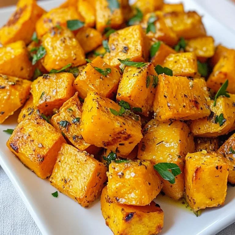 - 4 medium sweet potatoes - 4 tablespoons olive oil - 4 cloves garlic - 1 teaspoon dried thyme - 1 teaspoon dried rosemary - 1 teaspoon smoked paprika - Salt and pepper - Fresh parsley, chopped For this dish, I use sweet potatoes as the star. They add a natural sweetness that pairs well with garlic. You will need four medium sweet potatoes. Peel them and cut them into cubes to ensure even cooking. Next, we add olive oil. Four tablespoons will help coat the sweet potatoes and enhance their flavor. Olive oil also helps them roast to a perfect golden brown. Now, let’s talk about garlic. Use four cloves, minced. Garlic brings a punch of flavor and wonderful aroma to the dish. For herbs and seasoning, I recommend three key ingredients. First, one teaspoon of dried thyme adds an earthy taste. Next, one teaspoon of dried rosemary gives it a fragrant note. Lastly, one teaspoon of smoked paprika adds a subtle smokiness that elevates the dish. Finally, don’t forget salt and pepper to taste. These will help balance the sweetness of the potatoes. For garnish, sprinkle chopped fresh parsley on top. It adds color and a fresh touch to your meal. With these ingredients, you can create a dish that is both simple and flavorful. Each bite of these garlic herb roasted sweet potatoes will be delicious and satisfying. {{ingredient_image_1}} First, preheat your oven to 400°F (200°C). This step is vital for even cooking. Next, line a baking sheet with parchment paper. This makes clean-up easier and prevents sticking. In a large mixing bowl, combine the cubed sweet potatoes, olive oil, minced garlic, dried thyme, dried rosemary, and smoked paprika. Add salt and pepper to taste. Toss everything together until the sweet potatoes are coated evenly. This helps every bite burst with flavor. Now, spread the sweet potatoes in a single layer on your prepared baking sheet. Make sure they have space between them. This will help them roast well. Place the baking sheet in the preheated oven. Roast for 25-30 minutes, tossing the sweet potatoes halfway through. This ensures they cook evenly and get that nice golden brown color. When done, they should be tender and fragrant. To achieve even cooking, cut your sweet potatoes into similar-sized cubes. Aim for about one-inch pieces. This helps them cook at the same rate. Toss them well with olive oil and seasonings. This step ensures every piece gets flavor. For optimal oven placement, use the middle rack. This allows hot air to circulate evenly. Avoid overcrowding the baking sheet. If needed, roast in batches. This keeps the sweet potatoes crispy and avoids steaming. You can boost the flavor with extra spices. Try adding cumin for warmth or chili powder for heat. A splash of lemon juice can brighten the dish. If you don’t have fresh herbs, use dried ones. Dried herbs are strong, so use less. For thyme and rosemary, half a teaspoon will work well. You can also use Italian seasoning for a different twist. Garlic herb roasted sweet potatoes pair well with many proteins. Serve them alongside grilled chicken or baked fish. They also work great with beans for a vegetarian meal. To use leftovers, chop them up for a salad. They add a sweet touch and extra nutrients. You can also mix them into a frittata or mash them for a new side dish. Pro Tips Prep Ahead: Cube and season the sweet potatoes in advance and store them in an airtight container in the fridge for up to 24 hours to save time on busy days. Flavor Variations: Experiment with different herbs and spices like cumin or coriander to create unique flavor profiles that suit your taste preferences. Check for Doneness: To ensure the sweet potatoes are perfectly roasted, pierce them with a fork; they should be tender inside with a caramelized exterior. Serving Suggestions: Pair these roasted sweet potatoes with a yogurt dip or serve them alongside grilled meats or a fresh salad for a complete meal. {{image_2}} You can mix in other root vegetables for more flavor. Consider using carrots, parsnips, or beets. These vegetables roast well and add different tastes. You can also try seasonal veggies. In fall, add butternut squash. In spring, toss in asparagus for a fresh twist. This recipe is easy to make vegan and gluten-free. Simply check your olive oil to ensure it suits your needs. For a healthier option, swap olive oil with avocado oil. This oil has a high smoke point and great flavor. It works well for roasting sweet potatoes. You can make garlic herb roasted sweet potatoes in an air fryer. Set your air fryer to 400°F and cook for about 15-20 minutes. Shake the basket halfway to help them cook evenly. If you prefer grilling, toss the sweet potatoes in a grill basket. Cook them over medium heat for about 20 minutes, stirring often. This gives them a nice char and smoky taste. To keep your garlic herb roasted sweet potatoes fresh, follow these tips: - Let them cool before storing. - Place them in an airtight container. - Store in the fridge for up to four days. Using glass containers can help preserve their flavor. Avoid using metal containers, as they can react with the food. Reheating is simple, and you can use a few methods: - Oven: Preheat to 350°F (175°C). Bake for about 10-15 minutes. - Microwave: Heat for 1-2 minutes on medium power. To keep the texture, use the oven when possible. Microwaves can make them soft. If you want to freeze your roasted sweet potatoes, here’s how: - Allow them to cool completely. - Spread them out on a baking sheet. - Freeze for 1-2 hours, then transfer to a freezer bag. When you’re ready to eat, thaw in the fridge overnight. To reheat, use the oven or microwave as described above. This method keeps the sweet potatoes tasty and enjoyable. Roasting sweet potatoes takes about 25 to 30 minutes. You should preheat your oven to 400°F (200°C). Spread the cubed sweet potatoes on a baking sheet. Toss them halfway through cooking for even browning. They are done when they are golden brown and tender. Yes, you can use other types of potatoes. Regular potatoes, like Yukon Gold or red potatoes, work well. They have a different flavor and texture. Sweet potatoes are sweeter and creamier. Regular potatoes are more starchy and savory. Choose what you like or have on hand. Garlic herb roasted sweet potatoes pair well with many dishes. They are great with grilled chicken or fish. For a vegetarian option, serve them with a salad or veggie stir-fry. You can also add them to tacos or bowls. They add color and flavor to any meal. You now have a simple and tasty recipe for garlic herb roasted sweet potatoes. We covered essential ingredients, preparation steps, and tips to achieve a perfect roast. Remember, you can mix in other veggies or change seasonings to suit your taste. Store any leftovers properly or try freezing them for later. Enjoy this dish as a side or main, and pair it with your favorite proteins. Happy cooking!