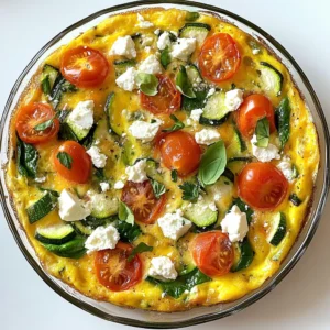For a tasty veggie loaded frittata, you need these key ingredients: - 6 large eggs - 1/4 cup milk (dairy or non-dairy) - 1 cup spinach, chopped - 1/2 bell pepper, diced (any color) - 1 small zucchini, diced - 1/2 cup cherry tomatoes, halved - 1/4 cup red onion, finely chopped - 1/2 teaspoon garlic powder - Salt and pepper to taste - 1/4 cup feta cheese, crumbled (optional) - 2 tablespoons olive oil - Fresh herbs for garnish (such as parsley or basil) These ingredients come together to create a bright and colorful dish. Eggs form the base, while the veggies add flavor and nutrition. The feta cheese gives a nice salty kick, but it is optional. You can add more flavor with these tasty extras: - Cooked bacon or sausage - Fresh herbs like thyme or dill - Avocado slices on top - Grated cheese like cheddar or mozzarella These add-ins can change the taste of your frittata. They let you customize the dish to match your mood or pantry. If you have dietary needs, don’t worry! Here are some easy swaps: - Use egg whites or a plant-based egg substitute for fewer calories. - Swap the milk with almond or soy milk for a dairy-free option. - Replace feta with nutritional yeast for a vegan option. These substitutions keep the frittata delicious while fitting your diet. Enjoy your cooking! {{ingredient_image_1}} Start by gathering your veggies. You need spinach, bell pepper, zucchini, cherry tomatoes, and red onion. Chop the spinach and dice the bell pepper and zucchini. Halve the cherry tomatoes and finely chop the red onion. These veggies add great taste and nutrients to your frittata. Heat two tablespoons of olive oil in a non-stick, oven-safe skillet over medium heat. Add the red onion and bell pepper. Sauté them for about 2-3 minutes until they soften. Next, add the zucchini and cherry tomatoes. Cook for another 3-4 minutes, stirring often. Finally, stir in the chopped spinach and cook until it wilts, about 1-2 minutes. This mix builds a solid base of flavor. In a large mixing bowl, whisk together six large eggs and 1/4 cup of milk. You can use dairy or a non-dairy option, based on your preference. Keep whisking until the mixture is smooth. Add 1/2 teaspoon of garlic powder, salt, and pepper to taste. This egg base gives your frittata a rich and creamy texture. Once your veggies are ready, pour the egg mixture over them in the skillet. Make sure the eggs cover all the veggies evenly. If you like, sprinkle 1/4 cup of crumbled feta cheese on top for extra flavor. Cook the frittata on the stovetop for about 3-5 minutes. You want the edges to start setting. After that, transfer the skillet to your preheated oven at 375°F (190°C). Bake for 15-20 minutes, or until the center is set and lightly golden. When done, carefully take it out of the oven. Let it cool for a few minutes before slicing. Garnish with fresh herbs like parsley or basil before serving. Enjoy your veggie-loaded frittata! To get a great texture in your frittata, focus on the cooking time. Cook it on the stovetop until the edges start to set. This gives a nice base. Use a non-stick skillet for easy flipping. The oven will finish the cooking, making it fluffy. Keep an eye on it to avoid overcooking. The center should be set but not dry. One common mistake is not whisking the eggs thoroughly. This can lead to uneven cooking. Another mistake is overcrowding the skillet with veggies. This prevents the eggs from cooking properly. Always chop your vegetables into small, even pieces. Lastly, don’t forget to season your egg mixture. Salt and pepper enhance the flavor vividly. Use a large mixing bowl for the egg mixture. A whisk helps blend the eggs and milk well. A good non-stick, oven-safe skillet is key for cooking. A spatula will help you flip the frittata easily. Fresh herbs add a nice touch, so have scissors handy for snipping. These tools will help you make a delicious frittata quickly. Pro Tips Use Fresh Vegetables: Fresh vegetables not only enhance the flavor but also provide more nutrients. Choose seasonal produce for the best taste. Whisk Eggs Thoroughly: Ensure you whisk the eggs and milk well to incorporate air, which will help the frittata rise and become fluffy. Customize with Herbs: Experiment with different herbs like thyme or dill to add unique flavors to your frittata. Check for Doneness: The frittata should be set in the middle but still slightly jiggly. It will continue to cook after being removed from the oven, so avoid overcooking. {{image_2}} You can change up the veggies in your frittata. Feel free to use what you have. Some great choices are: - Kale - Broccoli - Mushrooms - Carrots Each of these adds its own flavor and nutrients. For example, broccoli gives a nice crunch. Mushrooms add a rich taste. Mixing different veggies keeps each frittata unique. Adding protein makes the frittata heartier. You can include cooked meats like: - Ham - Bacon - Sausage If you prefer plant-based options, try: - Tofu - Tempeh - Black beans These options boost protein levels and add more flavor. Just remember to cook meats before adding them to the egg mix. You can easily make your frittata dairy-free or vegan. To do this, use: - Plant-based milk, like almond or soy - Nutritional yeast instead of cheese for a cheesy taste You can also replace eggs with a mix of ground flaxseed and water. This gives a similar texture. These changes keep your frittata tasty and friendly for all diets. To keep your veggie loaded frittata fresh, let it cool first. Once cooled, slice it into portions. Place the slices in an airtight container. Store them in the fridge for up to four days. Avoid stacking the slices directly on top of each other to keep them from sticking. When you're ready to enjoy the frittata again, preheat your oven to 350°F (175°C). Place the frittata slices on a baking sheet. Cover them with foil to keep moisture in. Heat for about 10-15 minutes until warm. You can also reheat slices in the microwave for 1-2 minutes. Just check to make sure they don't get too hot. If you want to save some for later, freeze the frittata. Wrap each slice tightly in plastic wrap. Then, place them in a freezer-safe bag or container. Be sure to label the bag with the date. The frittata can last for up to three months in the freezer. To thaw, place it in the fridge overnight before reheating. Yes, you can make a frittata without eggs! Instead, use chickpea flour or silken tofu. Mix these with water and spices to create a batter. This gives you a similar texture and flavor. You can add your favorite veggies just like in a regular frittata. Baking a frittata takes about 15 to 20 minutes. Preheat your oven to 375°F (190°C) first. Once you pour the egg mixture over the veggies, cook it on the stovetop for 3 to 5 minutes. Then, transfer your skillet to the oven to finish cooking. Fresh herbs add great taste to your frittata. I love using parsley, basil, or chives. You can also try thyme or dill for a unique twist. Just sprinkle them on top before serving for a burst of flavor. This blog post covered how to make a veggie-loaded frittata. We discussed key ingredients, the best steps to cook it, and ways to avoid mistakes. Use the tips shared for perfect texture and flavor. You can try different veggies and proteins to suit your taste or diet. Storing leftovers is easy, and reheating is simple too. Now, you have all you need to enjoy a tasty frittata. Try making it today and impress your family or friends with your skills!